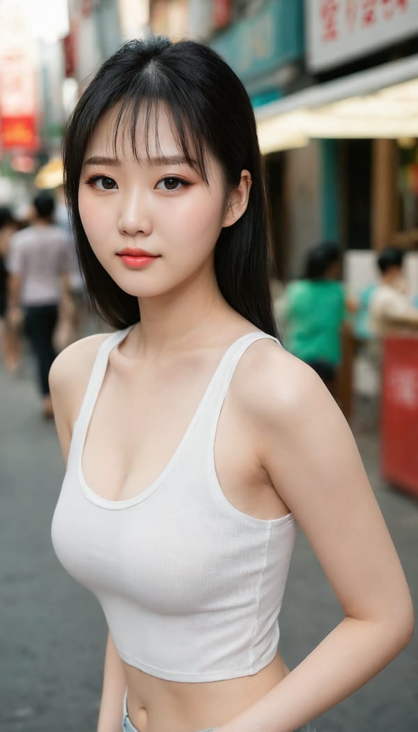 Tags: 21872187, SDXL
{"3": {"inputs": {"seed": 382136180748111, "steps": 64, "cfg": 5.27, "sampler_name": "dpmpp_2m", "scheduler": "karras", "denoise": 1.0, "model": ["27", 0], "positive": ["6", 0], "negative": ["7", 0], "latent_image": ["5", 0]}, "class_type": "KSampler"}, "4": {"inputs": {"ckpt_name": "juggernautXL_v8Rundiffusion.safetensors"}, "class_type": "CheckpointLoaderSimple"}, "5": {"inputs": {"width": 768, "height": 1344, "batch_size": 1}, "class_type": "EmptyLatentImage"}, "6": {"inputs": {"text": "18 year old girl, (chinese:1.12), (korean:0.95), (temptress:0.96), (cute:1.05), (detailed face:1.14), (double eyelids:0.95), (sexy lips:1.00), (seductive pose:0.97), (pale skin:1.13), (seductive facial expression:1.06), (blush:1.03), (idol:0.96), (beautiful eyes:1.01), (eyelashes:1.09), (slim:1.00), (in a seductive pose:0.98), (large perky breasts:1.05), (cleavage:1.00), (thigh gap:1.05), (white tanktop:1.05), busy street, (textured skin:1.01), (RAW:1.07), (soft lighting:1.01), (film:1.05), (portra:1.08), (candid cinema:1.04), (natural looking skin:1.06), (detailed skin:1.00), (skin fuzz:1.06)", "clip": ["27", 1]}, "class_type": "CLIPTextEncode"}, "7": {"inputs": {"text": "(distorted:1.06), (bad hands:1.13), (watermark:1.11), (low resolution:1.09), (twisted:1.07), (worst quality:1.06), (open mouth:1.09)", "clip": ["27", 1]}, "class_type": "CLIPTextEncode"}, "8": {"inputs": {"samples": ["3", 0], "vae": ["4", 2]}, "class_type": "VAEDecode"}, "25": {"inputs": {"lora_name": "nudify_xl.safetensors", "strength_model": 0.07, "strength_clip": 0.07, "model": ["4", 0], "clip": ["4", 1]}, "class_type": "LoraLoader"}, "26": {"inputs": {"lora_name": "shirtlift_SDXL_v2.safetensors", "strength_model": 0.02, "strength_clip": 0.17, "model": ["25", 0], "clip": ["25", 1]}, "class_type": "LoraLoader"}, "27": {"inputs": {"lora_name": "PerfectEyesXL.safetensors", "strength_model": 0.14, "strength_clip": 0.08, "model": ["26", 0], "clip": ["26", 1]}, "class_type": "LoraLoader"}, "30": {"inputs": {"model_name": "4x_NMKD-Superscale-SP_178000_G.pth"}, "class_type": "UpscaleModelLoader"}, "31": {"inputs": {"upscale_model": ["30", 0], "image": ["8", 0]}, "class_type": "ImageUpscaleWithModel"}, "32": {"inputs": {"upscale_method": "lanczos", "scale_by": 0.5, "image": ["31", 0]}, "class_type": "ImageScaleBy"}, "33": {"inputs": {"pixels": ["32", 0], "vae": ["4", 2]}, "class_type": "VAEEncode"}, "34": {"inputs": {"seed": 382136180748111, "steps": 64, "cfg": 5.27, "sampler_name": "dpmpp_2m", "scheduler": "karras", "denoise": 0.3, "model": ["27", 0], "positive": ["6", 0], "negative": ["7", 0], "latent_image": ["33", 0]}, "class_type": "KSampler"}, "36": {"inputs": {"samples": ["34", 0], "vae": ["4", 2]}, "class_type": "VAEDecode"}, "39": {"inputs": {"filename_prefix": "comfyapi-1707942011889", "images": ["36", 0]}, "class_type": "SaveImage"}}