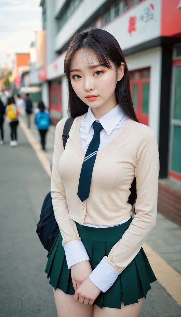 Tags: 21872187, SDXL
{"3": {"inputs": {"seed": 134143658254709, "steps": 32, "cfg": 7.1, "sampler_name": "dpmpp_2m", "scheduler": "karras", "denoise": 1.0, "model": ["27", 0], "positive": ["6", 0], "negative": ["7", 0], "latent_image": ["5", 0]}, "class_type": "KSampler"}, "4": {"inputs": {"ckpt_name": "juggernautxl.safetensors"}, "class_type": "CheckpointLoaderSimple"}, "5": {"inputs": {"width": 768, "height": 1344, "batch_size": 1}, "class_type": "EmptyLatentImage"}, "6": {"inputs": {"text": "21 year old girl, (korean:1.07), (russian:1.05), (irish:1.02), (temptress:1.02), (idol:1.05), (double eyelids:1.10), (pale skin:1.09), (sexy lips:1.13), (cute:1.14), (eyelashes:1.00), (seductive facial expression:1.04), (seductive pose:0.97), (detailed face:1.09), (blush:1.07), (slim:0.95), (perky ass:1.05), (exposed ass:0.99), (looking back:1.08), (sexy ass:1.05), (thigh gap:0.99), (school uniform:1.14), choker, busy street, (portra:1.00), (film:1.09), (detailed skin:1.01), (candid cinema:1.04), (soft lighting:1.07), (skin fuzz:1.00), (textured skin:1.01), (RAW:1.07), (natural looking skin:1.09)", "clip": ["27", 1]}, "class_type": "CLIPTextEncode"}, "7": {"inputs": {"text": "(worst quality:1.05), (open mouth:1.06), (twisted:1.14), (bad hands:1.12), (low resolution:1.06)", "clip": ["27", 1]}, "class_type": "CLIPTextEncode"}, "8": {"inputs": {"samples": ["3", 0], "vae": ["4", 2]}, "class_type": "VAEDecode"}, "25": {"inputs": {"lora_name": "nudify_xl.safetensors", "strength_model": 0.38, "strength_clip": 0.23, "model": ["4", 0], "clip": ["4", 1]}, "class_type": "LoraLoader"}, "26": {"inputs": {"lora_name": "shirtlift_SDXL_v2.safetensors", "strength_model": 0.0, "strength_clip": 0.07, "model": ["25", 0], "clip": ["25", 1]}, "class_type": "LoraLoader"}, "27": {"inputs": {"lora_name": "PerfectEyesXL.safetensors", "strength_model": 0.11, "strength_clip": 0.12, "model": ["26", 0], "clip": ["26", 1]}, "class_type": "LoraLoader"}, "30": {"inputs": {"model_name": "4x_NMKD-Superscale-SP_178000_G.pth"}, "class_type": "UpscaleModelLoader"}, "31": {"inputs": {"upscale_model": ["30", 0], "image": ["8", 0]}, "class_type": "ImageUpscaleWithModel"}, "32": {"inputs": {"upscale_method": "lanczos", "scale_by": 0.5, "image": ["31", 0]}, "class_type": "ImageScaleBy"}, "33": {"inputs": {"pixels": ["32", 0], "vae": ["4", 2]}, "class_type": "VAEEncode"}, "34": {"inputs": {"seed": 134143658254709, "steps": 32, "cfg": 7.1, "sampler_name": "dpmpp_2m", "scheduler": "karras", "denoise": 0.3, "model": ["27", 0], "positive": ["6", 0], "negative": ["7", 0], "latent_image": ["33", 0]}, "class_type": "KSampler"}, "36": {"inputs": {"samples": ["34", 0], "vae": ["4", 2]}, "class_type": "VAEDecode"}, "39": {"inputs": {"filename_prefix": "comfyapi-1731118410782", "images": ["36", 0]}, "class_type": "SaveImage"}}