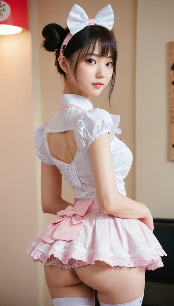 Tags: 21872187, SDXL
{"3": {"inputs": {"seed": 980138142055325, "steps": 32, "cfg": 6.87, "sampler_name": "dpmpp_2m", "scheduler": "karras", "denoise": 1.0, "model": ["27", 0], "positive": ["6", 0], "negative": ["7", 0], "latent_image": ["5", 0]}, "class_type": "KSampler"}, "4": {"inputs": {"ckpt_name": "juggernautxl.safetensors"}, "class_type": "CheckpointLoaderSimple"}, "5": {"inputs": {"width": 768, "height": 1344, "batch_size": 1}, "class_type": "EmptyLatentImage"}, "6": {"inputs": {"text": "23 year old girl, (japanese:0.96), (taiwanese:1.14), (double eyelids:0.96), (cute:1.07), (slim:0.96), (sexy lips:1.04), (blush:1.05), (idol:1.04), (pale skin:1.09), (temptress:0.98), (seductive facial expression:1.10), (beautiful eyes:1.12), (detailed face:1.07), (seductive pose:0.98), (perky ass:1.07), (exposed ass:1.03), (looking back:1.12), (sexy ass:1.04), (thigh gap:1.03), in a (skimpy maid costume:1.09) working at a maid cafe, choker, bowtie, headband, pleated skirt, (portra:1.06), (RAW:1.02), (soft lighting:1.04), (candid cinema:1.06), (film:1.05), (natural looking skin:1.04), (textured skin:1.01), (detailed skin:1.02), (skin fuzz:1.09)", "clip": ["27", 1]}, "class_type": "CLIPTextEncode"}, "7": {"inputs": {"text": "(low resolution:1.11), (bad hands:1.14), (worst quality:1.13), (watermark:1.13), (distorted:1.07), (open mouth:1.11), (twisted:1.12)", "clip": ["27", 1]}, "class_type": "CLIPTextEncode"}, "8": {"inputs": {"samples": ["3", 0], "vae": ["4", 2]}, "class_type": "VAEDecode"}, "25": {"inputs": {"lora_name": "nudify_xl.safetensors", "strength_model": 0.18, "strength_clip": 0.0, "model": ["4", 0], "clip": ["4", 1]}, "class_type": "LoraLoader"}, "26": {"inputs": {"lora_name": "shirtlift_SDXL_v2.safetensors", "strength_model": 0.0, "strength_clip": 0.02, "model": ["25", 0], "clip": ["25", 1]}, "class_type": "LoraLoader"}, "27": {"inputs": {"lora_name": "PerfectEyesXL.safetensors", "strength_model": 0.15, "strength_clip": 0.17, "model": ["26", 0], "clip": ["26", 1]}, "class_type": "LoraLoader"}, "30": {"inputs": {"model_name": "4x_NMKD-Superscale-SP_178000_G.pth"}, "class_type": "UpscaleModelLoader"}, "31": {"inputs": {"upscale_model": ["30", 0], "image": ["8", 0]}, "class_type": "ImageUpscaleWithModel"}, "32": {"inputs": {"upscale_method": "lanczos", "scale_by": 0.5, "image": ["31", 0]}, "class_type": "ImageScaleBy"}, "33": {"inputs": {"pixels": ["32", 0], "vae": ["4", 2]}, "class_type": "VAEEncode"}, "34": {"inputs": {"seed": 980138142055325, "steps": 32, "cfg": 6.87, "sampler_name": "dpmpp_2m", "scheduler": "karras", "denoise": 0.3, "model": ["27", 0], "positive": ["6", 0], "negative": ["7", 0], "latent_image": ["33", 0]}, "class_type": "KSampler"}, "36": {"inputs": {"samples": ["34", 0], "vae": ["4", 2]}, "class_type": "VAEDecode"}, "39": {"inputs": {"filename_prefix": "comfyapi-1734340864193", "images": ["36", 0]}, "class_type": "SaveImage"}}