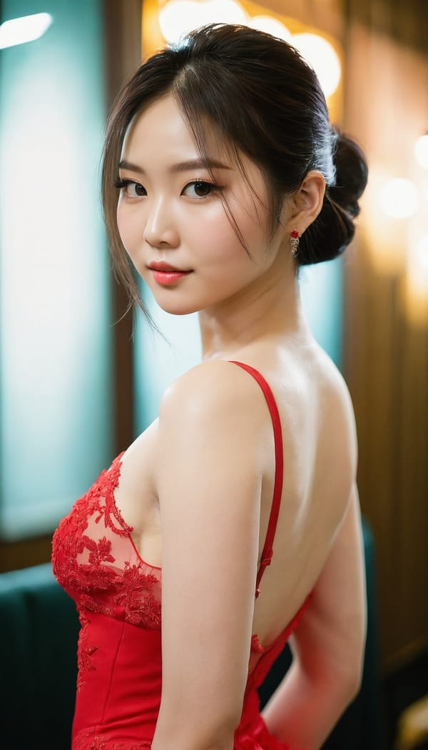 Tags: 21872187, SDXL
{"3": {"inputs": {"seed": 516006304854757, "steps": 64, "cfg": 6.58, "sampler_name": "dpmpp_2m", "scheduler": "karras", "denoise": 1.0, "model": ["27", 0], "positive": ["6", 0], "negative": ["7", 0], "latent_image": ["5", 0]}, "class_type": "KSampler"}, "4": {"inputs": {"ckpt_name": "juggernautxl.safetensors"}, "class_type": "CheckpointLoaderSimple"}, "5": {"inputs": {"width": 768, "height": 1344, "batch_size": 1}, "class_type": "EmptyLatentImage"}, "6": {"inputs": {"text": "25 year old girl, (taiwanese:1.07), (idol:1.11), (slim:1.02), (eyelashes:1.06), (sexy lips:1.13), (beautiful eyes:1.00), (pale skin:1.02), (seductive pose:0.96), (seductive facial expression:1.02), (double eyelids:1.08), (detailed face:0.95), (cute:1.02), (blush:1.01), (temptress:1.07), (perky ass:1.08), (exposed ass:1.13), (looking back:1.10), (sexy ass:1.03), (thigh gap:1.14), (wearing a low-cut red dress:1.07) at a ballroom, (detailed skin:1.00), (film:1.00), (skin fuzz:1.08), (soft lighting:1.00), (RAW:1.01), (textured skin:1.05), (candid cinema:1.07), (portra:1.03)", "clip": ["27", 1]}, "class_type": "CLIPTextEncode"}, "7": {"inputs": {"text": "(open mouth:1.08), (low resolution:1.10), (twisted:1.10), (bad hands:1.11), (worst quality:1.05), (distorted:1.11), (watermark:1.06)", "clip": ["27", 1]}, "class_type": "CLIPTextEncode"}, "8": {"inputs": {"samples": ["3", 0], "vae": ["4", 2]}, "class_type": "VAEDecode"}, "25": {"inputs": {"lora_name": "nudify_xl.safetensors", "strength_model": 0.19, "strength_clip": 0.06, "model": ["4", 0], "clip": ["4", 1]}, "class_type": "LoraLoader"}, "26": {"inputs": {"lora_name": "shirtlift_SDXL_v2.safetensors", "strength_model": 0.15, "strength_clip": 0.11, "model": ["25", 0], "clip": ["25", 1]}, "class_type": "LoraLoader"}, "27": {"inputs": {"lora_name": "PerfectEyesXL.safetensors", "strength_model": 0.1, "strength_clip": 0.13, "model": ["26", 0], "clip": ["26", 1]}, "class_type": "LoraLoader"}, "30": {"inputs": {"model_name": "4x_NMKD-Superscale-SP_178000_G.pth"}, "class_type": "UpscaleModelLoader"}, "31": {"inputs": {"upscale_model": ["30", 0], "image": ["8", 0]}, "class_type": "ImageUpscaleWithModel"}, "32": {"inputs": {"upscale_method": "lanczos", "scale_by": 0.5, "image": ["31", 0]}, "class_type": "ImageScaleBy"}, "33": {"inputs": {"pixels": ["32", 0], "vae": ["4", 2]}, "class_type": "VAEEncode"}, "34": {"inputs": {"seed": 516006304854757, "steps": 64, "cfg": 6.58, "sampler_name": "dpmpp_2m", "scheduler": "karras", "denoise": 0.3, "model": ["27", 0], "positive": ["6", 0], "negative": ["7", 0], "latent_image": ["33", 0]}, "class_type": "KSampler"}, "36": {"inputs": {"samples": ["34", 0], "vae": ["4", 2]}, "class_type": "VAEDecode"}, "39": {"inputs": {"filename_prefix": "comfyapi-1733141756741", "images": ["36", 0]}, "class_type": "SaveImage"}}