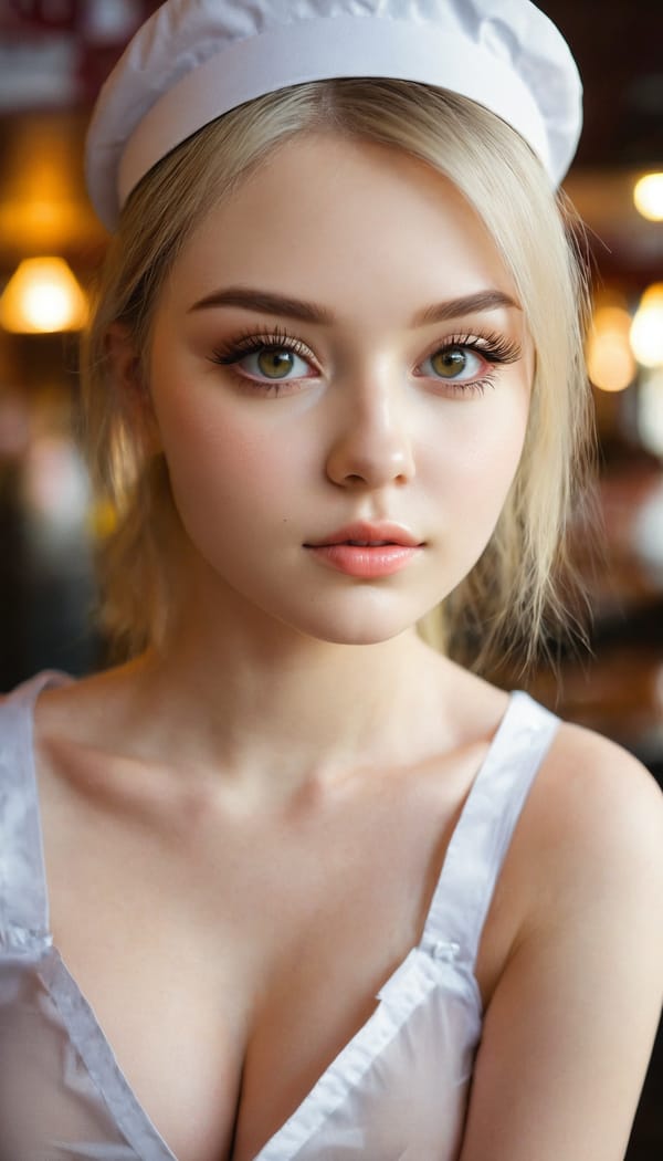 Tags: 21872187, SDXL
{"3": {"inputs": {"seed": 791856756653150, "steps": 64, "cfg": 5.24, "sampler_name": "dpmpp_2m", "scheduler": "karras", "denoise": 1.0, "model": ["27", 0], "positive": ["6", 0], "negative": ["7", 0], "latent_image": ["5", 0]}, "class_type": "KSampler"}, "4": {"inputs": {"ckpt_name": "juggernautxl.safetensors"}, "class_type": "CheckpointLoaderSimple"}, "5": {"inputs": {"width": 768, "height": 1344, "batch_size": 1}, "class_type": "EmptyLatentImage"}, "6": {"inputs": {"text": "21 year old girl, (ukrainian:1.10), (irish:1.01), (eyelashes:1.11), (beautiful eyes:1.06), (seductive pose:0.95), (slim:1.06), (sexy lips:1.08), (temptress:1.09), (detailed face:1.13), (pale skin:0.97), (cute:1.00), (seductive facial expression:1.01), (double eyelids:1.06), (idol:1.09), (blush:0.95), (on all fours:1.11), (spreading ass cheeks:1.08), (from behind:1.12), (backboob:1.09), (a waitress in uniform:1.02) working at a restaurant, (textured skin:1.08), (detailed skin:1.06), (natural looking skin:1.06), (soft lighting:1.02), (film:1.08), (portra:1.06), (skin fuzz:1.02), (candid cinema:1.04), (RAW:1.03)", "clip": ["27", 1]}, "class_type": "CLIPTextEncode"}, "7": {"inputs": {"text": "(low resolution:1.05), (bad hands:1.11), (open mouth:1.09), (worst quality:1.14), (watermark:1.11), (distorted:1.08), (twisted:1.09)", "clip": ["27", 1]}, "class_type": "CLIPTextEncode"}, "8": {"inputs": {"samples": ["3", 0], "vae": ["4", 2]}, "class_type": "VAEDecode"}, "25": {"inputs": {"lora_name": "nudify_xl.safetensors", "strength_model": 0.33, "strength_clip": 0.3, "model": ["4", 0], "clip": ["4", 1]}, "class_type": "LoraLoader"}, "26": {"inputs": {"lora_name": "shirtlift_SDXL_v2.safetensors", "strength_model": 0.1, "strength_clip": 0.05, "model": ["25", 0], "clip": ["25", 1]}, "class_type": "LoraLoader"}, "27": {"inputs": {"lora_name": "PerfectEyesXL.safetensors", "strength_model": 0.04, "strength_clip": 0.13, "model": ["26", 0], "clip": ["26", 1]}, "class_type": "LoraLoader"}, "30": {"inputs": {"model_name": "4x_NMKD-Superscale-SP_178000_G.pth"}, "class_type": "UpscaleModelLoader"}, "31": {"inputs": {"upscale_model": ["30", 0], "image": ["8", 0]}, "class_type": "ImageUpscaleWithModel"}, "32": {"inputs": {"upscale_method": "lanczos", "scale_by": 0.5, "image": ["31", 0]}, "class_type": "ImageScaleBy"}, "33": {"inputs": {"pixels": ["32", 0], "vae": ["4", 2]}, "class_type": "VAEEncode"}, "34": {"inputs": {"seed": 791856756653150, "steps": 64, "cfg": 5.24, "sampler_name": "dpmpp_2m", "scheduler": "karras", "denoise": 0.3, "model": ["27", 0], "positive": ["6", 0], "negative": ["7", 0], "latent_image": ["33", 0]}, "class_type": "KSampler"}, "36": {"inputs": {"samples": ["34", 0], "vae": ["4", 2]}, "class_type": "VAEDecode"}, "39": {"inputs": {"filename_prefix": "comfyapi-1717347833510", "images": ["36", 0]}, "class_type": "SaveImage"}}