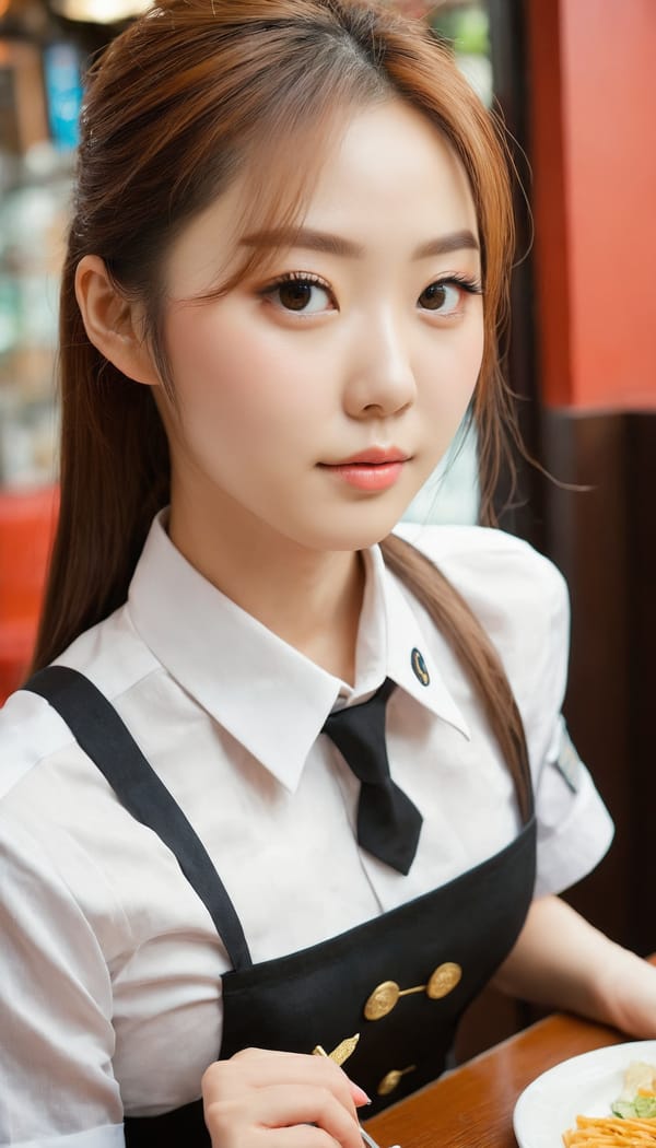 Tags: 21872187, SDXL
{"3": {"inputs": {"seed": 429854898768973, "steps": 64, "cfg": 5.45, "sampler_name": "dpmpp_2m", "scheduler": "karras", "denoise": 1.0, "model": ["27", 0], "positive": ["6", 0], "negative": ["7", 0], "latent_image": ["5", 0]}, "class_type": "KSampler"}, "4": {"inputs": {"ckpt_name": "juggernautxl.safetensors"}, "class_type": "CheckpointLoaderSimple"}, "5": {"inputs": {"width": 768, "height": 1344, "batch_size": 1}, "class_type": "EmptyLatentImage"}, "6": {"inputs": {"text": "26 year old girl, (korean:0.97), (double eyelids:1.13), (slim:1.03), (cute:0.95), (beautiful eyes:1.07), (detailed face:1.01), (temptress:1.12), (idol:0.95), (blush:0.96), (eyelashes:1.11), (seductive pose:1.06), (seductive facial expression:1.09), (pale skin:1.01), (perky ass:1.03), (exposed ass:1.04), (looking back:0.95), (sexy ass:1.05), (thigh gap:0.96), (a waitress in uniform:1.14) working at a restaurant, (portra:1.07), (natural looking skin:1.08), (RAW:1.00), (soft lighting:1.04), (detailed skin:1.09), (candid cinema:1.00), (textured skin:1.00), (film:1.04)", "clip": ["27", 1]}, "class_type": "CLIPTextEncode"}, "7": {"inputs": {"text": "(low resolution:1.05), (distorted:1.05), (open mouth:1.08), (twisted:1.09), (watermark:1.06), (worst quality:1.14), (bad hands:1.10)", "clip": ["27", 1]}, "class_type": "CLIPTextEncode"}, "8": {"inputs": {"samples": ["3", 0], "vae": ["4", 2]}, "class_type": "VAEDecode"}, "25": {"inputs": {"lora_name": "nudify_xl.safetensors", "strength_model": 0.36, "strength_clip": 0.05, "model": ["4", 0], "clip": ["4", 1]}, "class_type": "LoraLoader"}, "26": {"inputs": {"lora_name": "shirtlift_SDXL_v2.safetensors", "strength_model": 0.12, "strength_clip": 0.05, "model": ["25", 0], "clip": ["25", 1]}, "class_type": "LoraLoader"}, "27": {"inputs": {"lora_name": "PerfectEyesXL.safetensors", "strength_model": 0.12, "strength_clip": 0.13, "model": ["26", 0], "clip": ["26", 1]}, "class_type": "LoraLoader"}, "30": {"inputs": {"model_name": "4x_NMKD-Superscale-SP_178000_G.pth"}, "class_type": "UpscaleModelLoader"}, "31": {"inputs": {"upscale_model": ["30", 0], "image": ["8", 0]}, "class_type": "ImageUpscaleWithModel"}, "32": {"inputs": {"upscale_method": "lanczos", "scale_by": 0.5, "image": ["31", 0]}, "class_type": "ImageScaleBy"}, "33": {"inputs": {"pixels": ["32", 0], "vae": ["4", 2]}, "class_type": "VAEEncode"}, "34": {"inputs": {"seed": 429854898768973, "steps": 64, "cfg": 5.45, "sampler_name": "dpmpp_2m", "scheduler": "karras", "denoise": 0.3, "model": ["27", 0], "positive": ["6", 0], "negative": ["7", 0], "latent_image": ["33", 0]}, "class_type": "KSampler"}, "36": {"inputs": {"samples": ["34", 0], "vae": ["4", 2]}, "class_type": "VAEDecode"}, "39": {"inputs": {"filename_prefix": "comfyapi-1726849098614", "images": ["36", 0]}, "class_type": "SaveImage"}}