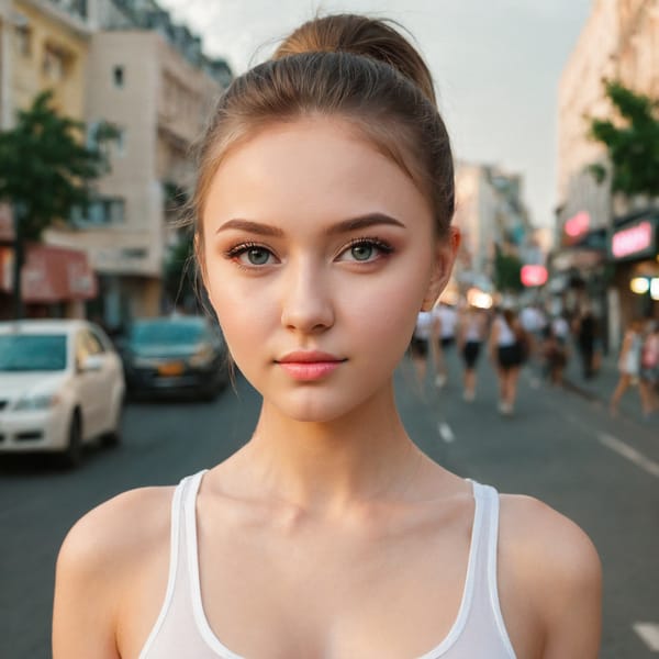 Tags: 21872187, SDXL
{"3": {"inputs": {"seed": 441256912819243, "steps": 64, "cfg": 6.84, "sampler_name": "dpmpp_2m", "scheduler": "karras", "denoise": 1.0, "model": ["27", 0], "positive": ["6", 0], "negative": ["7", 0], "latent_image": ["5", 0]}, "class_type": "KSampler"}, "4": {"inputs": {"ckpt_name": "juggernautXL_v8Rundiffusion.safetensors"}, "class_type": "CheckpointLoaderSimple"}, "5": {"inputs": {"width": 1024, "height": 1024, "batch_size": 1}, "class_type": "EmptyLatentImage"}, "6": {"inputs": {"text": "19 year old girl, (ukrainian:1.03), (sexy lips:1.10), (slim:1.12), (eyelashes:1.04), (idol:0.99), (temptress:1.10), (detailed face:1.14), (seductive facial expression:1.12), (cute:1.13), (blush:1.11), (beautiful eyes:1.04), (seductive pose:1.14), (double eyelids:1.11), (perky ass:1.12), (exposed ass:1.02), (looking back:1.00), (sexy ass:1.01), (thigh gap:0.99), (white tanktop:0.97), busy street, (detailed skin:1.05), (portra:1.07), (skin fuzz:1.03), (natural looking skin:1.01), (film:1.03), (soft lighting:1.03), (textured skin:1.00), (RAW:1.09), (candid cinema:1.00)", "clip": ["27", 1]}, "class_type": "CLIPTextEncode"}, "7": {"inputs": {"text": "(watermark:1.12), (worst quality:1.12), (open mouth:1.06), (low resolution:1.09), (bad hands:1.13), (twisted:1.10), (distorted:1.13)", "clip": ["27", 1]}, "class_type": "CLIPTextEncode"}, "8": {"inputs": {"samples": ["3", 0], "vae": ["4", 2]}, "class_type": "VAEDecode"}, "25": {"inputs": {"lora_name": "nudify_xl.safetensors", "strength_model": 0.11, "strength_clip": 0.07, "model": ["4", 0], "clip": ["4", 1]}, "class_type": "LoraLoader"}, "26": {"inputs": {"lora_name": "shirtlift_SDXL_v2.safetensors", "strength_model": 0.06, "strength_clip": 0.13, "model": ["25", 0], "clip": ["25", 1]}, "class_type": "LoraLoader"}, "27": {"inputs": {"lora_name": "PerfectEyesXL.safetensors", "strength_model": 0.17, "strength_clip": 0.18, "model": ["26", 0], "clip": ["26", 1]}, "class_type": "LoraLoader"}, "30": {"inputs": {"model_name": "4x_NMKD-Superscale-SP_178000_G.pth"}, "class_type": "UpscaleModelLoader"}, "31": {"inputs": {"upscale_model": ["30", 0], "image": ["8", 0]}, "class_type": "ImageUpscaleWithModel"}, "32": {"inputs": {"upscale_method": "lanczos", "scale_by": 0.5, "image": ["31", 0]}, "class_type": "ImageScaleBy"}, "33": {"inputs": {"pixels": ["32", 0], "vae": ["4", 2]}, "class_type": "VAEEncode"}, "34": {"inputs": {"seed": 441256912819243, "steps": 64, "cfg": 6.84, "sampler_name": "dpmpp_2m", "scheduler": "karras", "denoise": 0.3, "model": ["27", 0], "positive": ["6", 0], "negative": ["7", 0], "latent_image": ["33", 0]}, "class_type": "KSampler"}, "36": {"inputs": {"samples": ["34", 0], "vae": ["4", 2]}, "class_type": "VAEDecode"}, "39": {"inputs": {"filename_prefix": "comfyapi-1708197863637", "images": ["36", 0]}, "class_type": "SaveImage"}}