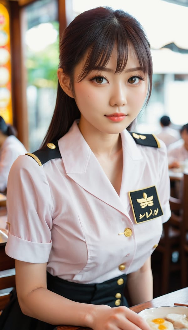 Tags: 21872187, SDXL
{"3": {"inputs": {"seed": 155334179566528, "steps": 64, "cfg": 7.66, "sampler_name": "dpmpp_2m", "scheduler": "karras", "denoise": 1.0, "model": ["27", 0], "positive": ["6", 0], "negative": ["7", 0], "latent_image": ["5", 0]}, "class_type": "KSampler"}, "4": {"inputs": {"ckpt_name": "juggernautxl.safetensors"}, "class_type": "CheckpointLoaderSimple"}, "5": {"inputs": {"width": 768, "height": 1344, "batch_size": 1}, "class_type": "EmptyLatentImage"}, "6": {"inputs": {"text": "22 year old girl, (japanese:1.01), (double eyelids:1.07), (blush:1.12), (cute:0.96), (slim:1.11), (pale skin:1.11), (eyelashes:1.14), (temptress:1.03), (sexy lips:1.07), (idol:1.12), (seductive facial expression:1.10), (detailed face:1.14), (seductive pose:0.98), (beautiful eyes:1.13), (in a seductive pose:1.10), (large perky breasts:1.08), (cleavage:1.14), (thigh gap:1.13), (a waitress in uniform:1.09) working at a restaurant, (film:1.09), (natural looking skin:1.09), (textured skin:1.02), (RAW:1.03), (portra:1.06), (skin fuzz:1.04), (candid cinema:1.07), (detailed skin:1.06), (soft lighting:1.01)", "clip": ["27", 1]}, "class_type": "CLIPTextEncode"}, "7": {"inputs": {"text": "(open mouth:1.10), (watermark:1.08), (low resolution:1.06), (bad hands:1.09), (twisted:1.13), (distorted:1.09), (worst quality:1.12)", "clip": ["27", 1]}, "class_type": "CLIPTextEncode"}, "8": {"inputs": {"samples": ["3", 0], "vae": ["4", 2]}, "class_type": "VAEDecode"}, "25": {"inputs": {"lora_name": "nudify_xl.safetensors", "strength_model": 0.01, "strength_clip": 0.31, "model": ["4", 0], "clip": ["4", 1]}, "class_type": "LoraLoader"}, "26": {"inputs": {"lora_name": "shirtlift_SDXL_v2.safetensors", "strength_model": 0.12, "strength_clip": 0.1, "model": ["25", 0], "clip": ["25", 1]}, "class_type": "LoraLoader"}, "27": {"inputs": {"lora_name": "PerfectEyesXL.safetensors", "strength_model": 0.01, "strength_clip": 0.11, "model": ["26", 0], "clip": ["26", 1]}, "class_type": "LoraLoader"}, "30": {"inputs": {"model_name": "4x_NMKD-Superscale-SP_178000_G.pth"}, "class_type": "UpscaleModelLoader"}, "31": {"inputs": {"upscale_model": ["30", 0], "image": ["8", 0]}, "class_type": "ImageUpscaleWithModel"}, "32": {"inputs": {"upscale_method": "lanczos", "scale_by": 0.5, "image": ["31", 0]}, "class_type": "ImageScaleBy"}, "33": {"inputs": {"pixels": ["32", 0], "vae": ["4", 2]}, "class_type": "VAEEncode"}, "34": {"inputs": {"seed": 155334179566528, "steps": 64, "cfg": 7.66, "sampler_name": "dpmpp_2m", "scheduler": "karras", "denoise": 0.3, "model": ["27", 0], "positive": ["6", 0], "negative": ["7", 0], "latent_image": ["33", 0]}, "class_type": "KSampler"}, "36": {"inputs": {"samples": ["34", 0], "vae": ["4", 2]}, "class_type": "VAEDecode"}, "39": {"inputs": {"filename_prefix": "comfyapi-1731565357421", "images": ["36", 0]}, "class_type": "SaveImage"}}