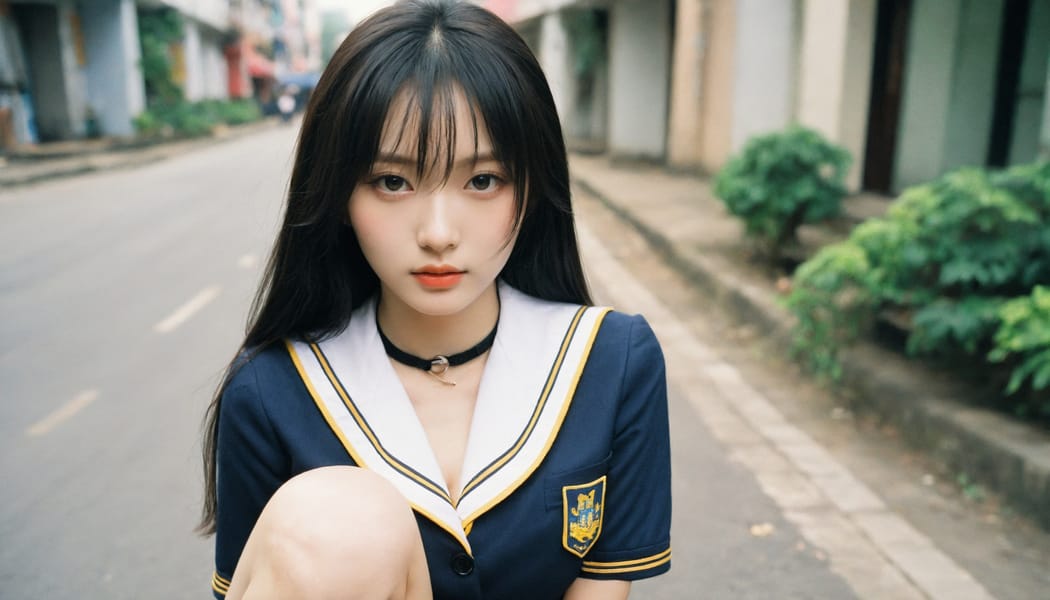 Tags: 21872187, SDXL
{"3": {"inputs": {"seed": 833102317452014, "steps": 64, "cfg": 5.36, "sampler_name": "dpmpp_2m", "scheduler": "karras", "denoise": 1.0, "model": ["27", 0], "positive": ["6", 0], "negative": ["7", 0], "latent_image": ["5", 0]}, "class_type": "KSampler"}, "4": {"inputs": {"ckpt_name": "helloworldxl.safetensors"}, "class_type": "CheckpointLoaderSimple"}, "5": {"inputs": {"width": 1344, "height": 768, "batch_size": 1}, "class_type": "EmptyLatentImage"}, "6": {"inputs": {"text": "23 year old girl, (chinese:1.07), (taiwanese:1.14), (ukrainian:1.10), (pale skin:1.09), (cute:1.07), (seductive facial expression:1.09), (seductive pose:1.09), (detailed face:1.12), (slim:1.09), (idol:0.96), (eyelashes:1.11), (blush:1.11), (temptress:1.07), (sexy lips:0.97), (beautiful eyes:0.97), (double eyelids:0.99), (in a seductive pose:1.07), (large perky breasts:1.00), (cleavage:1.07), (thigh gap:1.11), (school uniform:1.13), choker, busy street, (film:1.03), (soft lighting:1.01), (textured skin:1.05), (skin fuzz:1.09), (RAW:1.01), (natural looking skin:1.00), (portra:1.04), (candid cinema:1.03), (detailed skin:1.09)", "clip": ["27", 1]}, "class_type": "CLIPTextEncode"}, "7": {"inputs": {"text": "(low resolution:1.07), (open mouth:1.06), (distorted:1.13), (twisted:1.13), (watermark:1.11), (bad hands:1.10), (worst quality:1.09)", "clip": ["27", 1]}, "class_type": "CLIPTextEncode"}, "8": {"inputs": {"samples": ["3", 0], "vae": ["4", 2]}, "class_type": "VAEDecode"}, "25": {"inputs": {"lora_name": "nudify_xl.safetensors", "strength_model": 0.34, "strength_clip": 0.06, "model": ["4", 0], "clip": ["4", 1]}, "class_type": "LoraLoader"}, "26": {"inputs": {"lora_name": "shirtlift_SDXL_v2.safetensors", "strength_model": 0.03, "strength_clip": 0.03, "model": ["25", 0], "clip": ["25", 1]}, "class_type": "LoraLoader"}, "27": {"inputs": {"lora_name": "PerfectEyesXL.safetensors", "strength_model": 0.02, "strength_clip": 0.04, "model": ["26", 0], "clip": ["26", 1]}, "class_type": "LoraLoader"}, "30": {"inputs": {"model_name": "4x_NMKD-Superscale-SP_178000_G.pth"}, "class_type": "UpscaleModelLoader"}, "31": {"inputs": {"upscale_model": ["30", 0], "image": ["8", 0]}, "class_type": "ImageUpscaleWithModel"}, "32": {"inputs": {"upscale_method": "lanczos", "scale_by": 0.5, "image": ["31", 0]}, "class_type": "ImageScaleBy"}, "33": {"inputs": {"pixels": ["32", 0], "vae": ["4", 2]}, "class_type": "VAEEncode"}, "34": {"inputs": {"seed": 833102317452014, "steps": 64, "cfg": 5.36, "sampler_name": "dpmpp_2m", "scheduler": "karras", "denoise": 0.3, "model": ["27", 0], "positive": ["6", 0], "negative": ["7", 0], "latent_image": ["33", 0]}, "class_type": "KSampler"}, "36": {"inputs": {"samples": ["34", 0], "vae": ["4", 2]}, "class_type": "VAEDecode"}, "39": {"inputs": {"filename_prefix": "comfyapi-1728264658587", "images": ["36", 0]}, "class_type": "SaveImage"}}