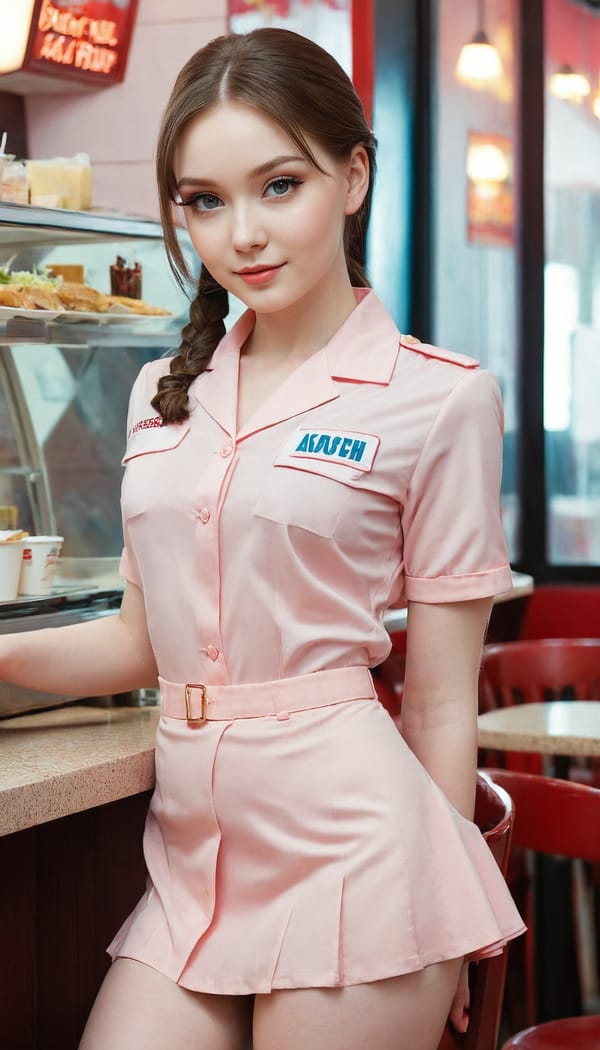 Tags: 21872187, SDXL
{"3": {"inputs": {"seed": 954135001164413, "steps": 32, "cfg": 7.33, "sampler_name": "dpmpp_2m", "scheduler": "karras", "denoise": 1.0, "model": ["27", 0], "positive": ["6", 0], "negative": ["7", 0], "latent_image": ["5", 0]}, "class_type": "KSampler"}, "4": {"inputs": {"ckpt_name": "juggernautXL_v8Rundiffusion.safetensors"}, "class_type": "CheckpointLoaderSimple"}, "5": {"inputs": {"width": 768, "height": 1344, "batch_size": 1}, "class_type": "EmptyLatentImage"}, "6": {"inputs": {"text": "27 year old girl, (russian:1.02), (double eyelids:1.10), (pale skin:1.09), (slim:1.11), (idol:0.97), (cute:1.12), (seductive facial expression:1.05), (temptress:1.06), (seductive pose:1.05), (sexy lips:1.09), (beautiful eyes:1.13), (blush:1.04), (detailed face:1.08), (eyelashes:1.03), (perky ass:1.01), (exposed ass:1.01), (looking back:1.01), (sexy ass:1.02), (thigh gap:1.07), (a waitress in uniform:1.05) working at a restaurant, (skin fuzz:1.07), (natural looking skin:1.09), (RAW:1.04), (candid cinema:1.02), (detailed skin:1.05), (textured skin:1.03), (film:1.04)", "clip": ["27", 1]}, "class_type": "CLIPTextEncode"}, "7": {"inputs": {"text": "(twisted:1.14), (low resolution:1.14), (watermark:1.09), (worst quality:1.12), (distorted:1.08), (open mouth:1.11), (bad hands:1.06)", "clip": ["27", 1]}, "class_type": "CLIPTextEncode"}, "8": {"inputs": {"samples": ["3", 0], "vae": ["4", 2]}, "class_type": "VAEDecode"}, "25": {"inputs": {"lora_name": "nudify_xl.safetensors", "strength_model": 0.06, "strength_clip": 0.06, "model": ["4", 0], "clip": ["4", 1]}, "class_type": "LoraLoader"}, "26": {"inputs": {"lora_name": "shirtlift_SDXL_v2.safetensors", "strength_model": 0.0, "strength_clip": 0.1, "model": ["25", 0], "clip": ["25", 1]}, "class_type": "LoraLoader"}, "27": {"inputs": {"lora_name": "PerfectEyesXL.safetensors", "strength_model": 0.04, "strength_clip": 0.18, "model": ["26", 0], "clip": ["26", 1]}, "class_type": "LoraLoader"}, "30": {"inputs": {"model_name": "4x_NMKD-Superscale-SP_178000_G.pth"}, "class_type": "UpscaleModelLoader"}, "31": {"inputs": {"upscale_model": ["30", 0], "image": ["8", 0]}, "class_type": "ImageUpscaleWithModel"}, "32": {"inputs": {"upscale_method": "lanczos", "scale_by": 0.5, "image": ["31", 0]}, "class_type": "ImageScaleBy"}, "33": {"inputs": {"pixels": ["32", 0], "vae": ["4", 2]}, "class_type": "VAEEncode"}, "34": {"inputs": {"seed": 954135001164413, "steps": 32, "cfg": 7.33, "sampler_name": "dpmpp_2m", "scheduler": "karras", "denoise": 0.3, "model": ["27", 0], "positive": ["6", 0], "negative": ["7", 0], "latent_image": ["33", 0]}, "class_type": "KSampler"}, "36": {"inputs": {"samples": ["34", 0], "vae": ["4", 2]}, "class_type": "VAEDecode"}, "39": {"inputs": {"filename_prefix": "comfyapi-1707595983579", "images": ["36", 0]}, "class_type": "SaveImage"}}