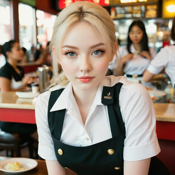 Tags: 21872187, SDXL
{"3": {"inputs": {"seed": 897977220473702, "steps": 64, "cfg": 5.2, "sampler_name": "dpmpp_2m", "scheduler": "karras", "denoise": 1.0, "model": ["27", 0], "positive": ["6", 0], "negative": ["7", 0], "latent_image": ["5", 0]}, "class_type": "KSampler"}, "4": {"inputs": {"ckpt_name": "juggernautxl.safetensors"}, "class_type": "CheckpointLoaderSimple"}, "5": {"inputs": {"width": 1024, "height": 1024, "batch_size": 1}, "class_type": "EmptyLatentImage"}, "6": {"inputs": {"text": "22 year old girl, (pale skin:1.13), (eyelashes:1.05), (seductive facial expression:0.99), (cute:0.99), (slim:0.97), (temptress:0.98), (detailed face:0.99), (sexy lips:1.00), (beautiful eyes:1.14), (blush:0.98), (idol:0.97), (seductive pose:1.02), (double eyelids:1.06), (on all fours:0.99), (spreading ass cheeks:1.06), (from behind:1.04), (backboob:1.08), (a waitress in uniform:1.14) working at a restaurant, (candid cinema:1.04), (natural looking skin:1.08), (film:1.06), (textured skin:1.08), (RAW:1.09), (skin fuzz:1.09), (soft lighting:1.02), (portra:1.02), (detailed skin:1.06)", "clip": ["27", 1]}, "class_type": "CLIPTextEncode"}, "7": {"inputs": {"text": "(distorted:1.06), (watermark:1.11), (low resolution:1.08), (open mouth:1.05), (worst quality:1.13), (twisted:1.12), (bad hands:1.12)", "clip": ["27", 1]}, "class_type": "CLIPTextEncode"}, "8": {"inputs": {"samples": ["3", 0], "vae": ["4", 2]}, "class_type": "VAEDecode"}, "25": {"inputs": {"lora_name": "nudify_xl.safetensors", "strength_model": 0.12, "strength_clip": 0.36, "model": ["4", 0], "clip": ["4", 1]}, "class_type": "LoraLoader"}, "26": {"inputs": {"lora_name": "shirtlift_SDXL_v2.safetensors", "strength_model": 0.15, "strength_clip": 0.12, "model": ["25", 0], "clip": ["25", 1]}, "class_type": "LoraLoader"}, "27": {"inputs": {"lora_name": "PerfectEyesXL.safetensors", "strength_model": 0.06, "strength_clip": 0.19, "model": ["26", 0], "clip": ["26", 1]}, "class_type": "LoraLoader"}, "30": {"inputs": {"model_name": "4x_NMKD-Superscale-SP_178000_G.pth"}, "class_type": "UpscaleModelLoader"}, "31": {"inputs": {"upscale_model": ["30", 0], "image": ["8", 0]}, "class_type": "ImageUpscaleWithModel"}, "32": {"inputs": {"upscale_method": "lanczos", "scale_by": 0.5, "image": ["31", 0]}, "class_type": "ImageScaleBy"}, "33": {"inputs": {"pixels": ["32", 0], "vae": ["4", 2]}, "class_type": "VAEEncode"}, "34": {"inputs": {"seed": 897977220473702, "steps": 64, "cfg": 5.2, "sampler_name": "dpmpp_2m", "scheduler": "karras", "denoise": 0.3, "model": ["27", 0], "positive": ["6", 0], "negative": ["7", 0], "latent_image": ["33", 0]}, "class_type": "KSampler"}, "36": {"inputs": {"samples": ["34", 0], "vae": ["4", 2]}, "class_type": "VAEDecode"}, "39": {"inputs": {"filename_prefix": "comfyapi-1718418453297", "images": ["36", 0]}, "class_type": "SaveImage"}}