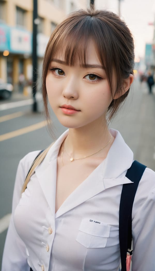 Tags: 21872187, SDXL
{"3": {"inputs": {"seed": 940314723202600, "steps": 64, "cfg": 6.91, "sampler_name": "dpmpp_2m", "scheduler": "karras", "denoise": 1.0, "model": ["27", 0], "positive": ["6", 0], "negative": ["7", 0], "latent_image": ["5", 0]}, "class_type": "KSampler"}, "4": {"inputs": {"ckpt_name": "juggernautxl.safetensors"}, "class_type": "CheckpointLoaderSimple"}, "5": {"inputs": {"width": 768, "height": 1344, "batch_size": 1}, "class_type": "EmptyLatentImage"}, "6": {"inputs": {"text": "19 year old girl, (japanese:1.03), (ukrainian:1.08), (detailed face:1.09), (cute:1.09), (double eyelids:1.01), (seductive facial expression:1.00), (idol:1.00), (seductive pose:1.05), (beautiful eyes:0.95), (temptress:1.09), (pale skin:1.05), (blush:1.04), (eyelashes:1.06), (slim:1.04), (sexy lips:1.02), (in a seductive pose:1.05), (large perky breasts:1.11), (cleavage:1.10), (thigh gap:0.98), (school uniform:1.08), choker, busy street, (detailed skin:1.02), (film:1.05), (portra:1.06), (RAW:1.09), (candid cinema:1.03), (soft lighting:1.05), (textured skin:1.04), (natural looking skin:1.08), (skin fuzz:1.01)", "clip": ["27", 1]}, "class_type": "CLIPTextEncode"}, "7": {"inputs": {"text": "(open mouth:1.12), (worst quality:1.11), (twisted:1.08), (low resolution:1.14), (bad hands:1.06), (distorted:1.14), (watermark:1.05)", "clip": ["27", 1]}, "class_type": "CLIPTextEncode"}, "8": {"inputs": {"samples": ["3", 0], "vae": ["4", 2]}, "class_type": "VAEDecode"}, "25": {"inputs": {"lora_name": "nudify_xl.safetensors", "strength_model": 0.21, "strength_clip": 0.05, "model": ["4", 0], "clip": ["4", 1]}, "class_type": "LoraLoader"}, "26": {"inputs": {"lora_name": "shirtlift_SDXL_v2.safetensors", "strength_model": 0.0, "strength_clip": 0.12, "model": ["25", 0], "clip": ["25", 1]}, "class_type": "LoraLoader"}, "27": {"inputs": {"lora_name": "PerfectEyesXL.safetensors", "strength_model": 0.01, "strength_clip": 0.13, "model": ["26", 0], "clip": ["26", 1]}, "class_type": "LoraLoader"}, "30": {"inputs": {"model_name": "4x_NMKD-Superscale-SP_178000_G.pth"}, "class_type": "UpscaleModelLoader"}, "31": {"inputs": {"upscale_model": ["30", 0], "image": ["8", 0]}, "class_type": "ImageUpscaleWithModel"}, "32": {"inputs": {"upscale_method": "lanczos", "scale_by": 0.5, "image": ["31", 0]}, "class_type": "ImageScaleBy"}, "33": {"inputs": {"pixels": ["32", 0], "vae": ["4", 2]}, "class_type": "VAEEncode"}, "34": {"inputs": {"seed": 940314723202600, "steps": 64, "cfg": 6.91, "sampler_name": "dpmpp_2m", "scheduler": "karras", "denoise": 0.3, "model": ["27", 0], "positive": ["6", 0], "negative": ["7", 0], "latent_image": ["33", 0]}, "class_type": "KSampler"}, "36": {"inputs": {"samples": ["34", 0], "vae": ["4", 2]}, "class_type": "VAEDecode"}, "39": {"inputs": {"filename_prefix": "comfyapi-1716815289480", "images": ["36", 0]}, "class_type": "SaveImage"}}