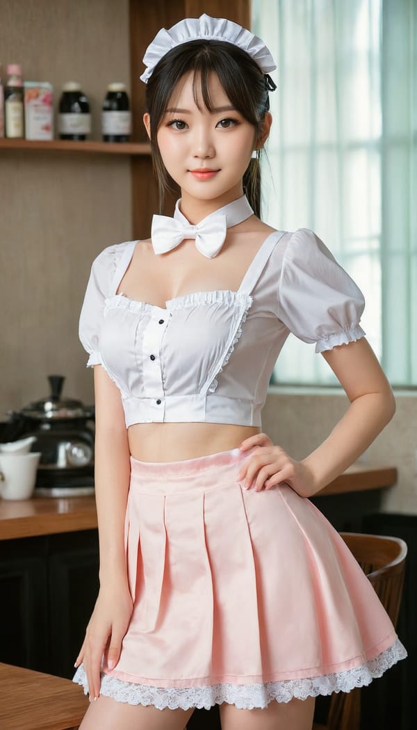 Tags: 21872187, SDXL
{"3": {"inputs": {"seed": 941080448246443, "steps": 64, "cfg": 6.51, "sampler_name": "dpmpp_2m", "scheduler": "karras", "denoise": 1.0, "model": ["27", 0], "positive": ["6", 0], "negative": ["7", 0], "latent_image": ["5", 0]}, "class_type": "KSampler"}, "4": {"inputs": {"ckpt_name": "juggernautXL_v8Rundiffusion.safetensors"}, "class_type": "CheckpointLoaderSimple"}, "5": {"inputs": {"width": 768, "height": 1344, "batch_size": 1}, "class_type": "EmptyLatentImage"}, "6": {"inputs": {"text": "21 year old girl, (japanese:0.98), (irish:1.13), (taiwanese:1.14), (blush:0.96), (cute:1.11), (detailed face:1.01), (seductive facial expression:0.97), (double eyelids:1.13), (beautiful eyes:1.00), (eyelashes:1.07), (idol:1.14), (slim:1.03), (sexy lips:1.00), (seductive pose:1.13), (temptress:1.14), (pale skin:1.04), (in a seductive pose:1.05), (large perky breasts:0.98), (cleavage:0.97), (thigh gap:1.07), in a (skimpy maid costume:0.97) working at a maid cafe, choker, bowtie, headband, pleated skirt, (natural looking skin:1.02), (film:1.09), (soft lighting:1.02), (portra:1.03), (textured skin:1.03), (skin fuzz:1.05), (RAW:1.02), (detailed skin:1.01), (candid cinema:1.09)", "clip": ["27", 1]}, "class_type": "CLIPTextEncode"}, "7": {"inputs": {"text": "(open mouth:1.11), (watermark:1.08), (low resolution:1.12), (distorted:1.12), (worst quality:1.10), (bad hands:1.10), (twisted:1.14)", "clip": ["27", 1]}, "class_type": "CLIPTextEncode"}, "8": {"inputs": {"samples": ["3", 0], "vae": ["4", 2]}, "class_type": "VAEDecode"}, "25": {"inputs": {"lora_name": "nudify_xl.safetensors", "strength_model": 0.38, "strength_clip": 0.12, "model": ["4", 0], "clip": ["4", 1]}, "class_type": "LoraLoader"}, "26": {"inputs": {"lora_name": "shirtlift_SDXL_v2.safetensors", "strength_model": 0.11, "strength_clip": 0.08, "model": ["25", 0], "clip": ["25", 1]}, "class_type": "LoraLoader"}, "27": {"inputs": {"lora_name": "PerfectEyesXL.safetensors", "strength_model": 0.13, "strength_clip": 0.14, "model": ["26", 0], "clip": ["26", 1]}, "class_type": "LoraLoader"}, "30": {"inputs": {"model_name": "4x_NMKD-Superscale-SP_178000_G.pth"}, "class_type": "UpscaleModelLoader"}, "31": {"inputs": {"upscale_model": ["30", 0], "image": ["8", 0]}, "class_type": "ImageUpscaleWithModel"}, "32": {"inputs": {"upscale_method": "lanczos", "scale_by": 0.5, "image": ["31", 0]}, "class_type": "ImageScaleBy"}, "33": {"inputs": {"pixels": ["32", 0], "vae": ["4", 2]}, "class_type": "VAEEncode"}, "34": {"inputs": {"seed": 941080448246443, "steps": 64, "cfg": 6.51, "sampler_name": "dpmpp_2m", "scheduler": "karras", "denoise": 0.3, "model": ["27", 0], "positive": ["6", 0], "negative": ["7", 0], "latent_image": ["33", 0]}, "class_type": "KSampler"}, "36": {"inputs": {"samples": ["34", 0], "vae": ["4", 2]}, "class_type": "VAEDecode"}, "39": {"inputs": {"filename_prefix": "comfyapi-1707895423654", "images": ["36", 0]}, "class_type": "SaveImage"}}