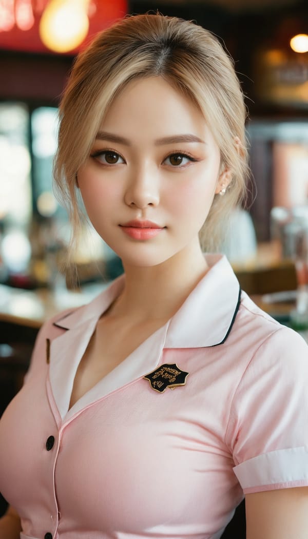 Tags: 21872187, SDXL
{"3": {"inputs": {"seed": 630568784606807, "steps": 32, "cfg": 5.34, "sampler_name": "dpmpp_2m", "scheduler": "karras", "denoise": 1.0, "model": ["27", 0], "positive": ["6", 0], "negative": ["7", 0], "latent_image": ["5", 0]}, "class_type": "KSampler"}, "4": {"inputs": {"ckpt_name": "juggernautxl.safetensors"}, "class_type": "CheckpointLoaderSimple"}, "5": {"inputs": {"width": 768, "height": 1344, "batch_size": 1}, "class_type": "EmptyLatentImage"}, "6": {"inputs": {"text": "28 year old girl, (idol:0.96), (seductive facial expression:0.99), (beautiful eyes:1.00), (detailed face:1.07), (cute:1.06), (eyelashes:0.97), (sexy lips:0.97), (seductive pose:1.13), (temptress:1.07), (slim:1.12), (pale skin:0.97), (blush:1.08), (double eyelids:1.11), (in a seductive pose:1.09), (large perky breasts:1.11), (cleavage:1.06), (thigh gap:0.96), (a waitress in uniform:1.13) working at a restaurant, (candid cinema:1.01), (natural looking skin:1.00), (textured skin:1.00), (detailed skin:1.05), (RAW:1.08), (soft lighting:1.09), (skin fuzz:1.01), (portra:1.02), (film:1.01)", "clip": ["27", 1]}, "class_type": "CLIPTextEncode"}, "7": {"inputs": {"text": "(open mouth:1.14), (twisted:1.11), (watermark:1.08), (low resolution:1.10), (bad hands:1.06), (worst quality:1.10), (distorted:1.11)", "clip": ["27", 1]}, "class_type": "CLIPTextEncode"}, "8": {"inputs": {"samples": ["3", 0], "vae": ["4", 2]}, "class_type": "VAEDecode"}, "25": {"inputs": {"lora_name": "nudify_xl.safetensors", "strength_model": 0.25, "strength_clip": 0.06, "model": ["4", 0], "clip": ["4", 1]}, "class_type": "LoraLoader"}, "26": {"inputs": {"lora_name": "shirtlift_SDXL_v2.safetensors", "strength_model": 0.05, "strength_clip": 0.04, "model": ["25", 0], "clip": ["25", 1]}, "class_type": "LoraLoader"}, "27": {"inputs": {"lora_name": "PerfectEyesXL.safetensors", "strength_model": 0.02, "strength_clip": 0.05, "model": ["26", 0], "clip": ["26", 1]}, "class_type": "LoraLoader"}, "30": {"inputs": {"model_name": "4x_NMKD-Superscale-SP_178000_G.pth"}, "class_type": "UpscaleModelLoader"}, "31": {"inputs": {"upscale_model": ["30", 0], "image": ["8", 0]}, "class_type": "ImageUpscaleWithModel"}, "32": {"inputs": {"upscale_method": "lanczos", "scale_by": 0.5, "image": ["31", 0]}, "class_type": "ImageScaleBy"}, "33": {"inputs": {"pixels": ["32", 0], "vae": ["4", 2]}, "class_type": "VAEEncode"}, "34": {"inputs": {"seed": 630568784606807, "steps": 32, "cfg": 5.34, "sampler_name": "dpmpp_2m", "scheduler": "karras", "denoise": 0.3, "model": ["27", 0], "positive": ["6", 0], "negative": ["7", 0], "latent_image": ["33", 0]}, "class_type": "KSampler"}, "36": {"inputs": {"samples": ["34", 0], "vae": ["4", 2]}, "class_type": "VAEDecode"}, "39": {"inputs": {"filename_prefix": "comfyapi-1726701457853", "images": ["36", 0]}, "class_type": "SaveImage"}}