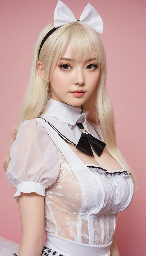 Tags: 21872187, SDXL
{"3": {"inputs": {"seed": 396097489212445, "steps": 32, "cfg": 5.71, "sampler_name": "dpmpp_2m", "scheduler": "karras", "denoise": 1.0, "model": ["27", 0], "positive": ["6", 0], "negative": ["7", 0], "latent_image": ["5", 0]}, "class_type": "KSampler"}, "4": {"inputs": {"ckpt_name": "juggernautxl.safetensors"}, "class_type": "CheckpointLoaderSimple"}, "5": {"inputs": {"width": 768, "height": 1344, "batch_size": 1}, "class_type": "EmptyLatentImage"}, "6": {"inputs": {"text": "23 year old girl, (russian:1.11), (japanese:1.10), (irish:0.97), (blush:0.98), (cute:1.12), (pale skin:1.13), (eyelashes:1.10), (temptress:1.10), (seductive pose:1.00), (double eyelids:1.14), (idol:0.98), (beautiful eyes:1.01), (detailed face:1.03), (slim:1.10), (in a seductive pose:1.06), (large perky breasts:1.01), (cleavage:1.07), (thigh gap:1.03), in a (skimpy maid costume:1.14) working at a maid cafe, choker, bowtie, headband, pleated skirt, (detailed skin:1.08), (skin fuzz:1.01), (textured skin:1.02), (portra:1.01), (candid cinema:1.08), (soft lighting:1.07), (natural looking skin:1.00), (RAW:1.00), (film:1.04)", "clip": ["27", 1]}, "class_type": "CLIPTextEncode"}, "7": {"inputs": {"text": "(twisted:1.11), (low resolution:1.12), (worst quality:1.13), (open mouth:1.14), (distorted:1.12), (bad hands:1.12), (watermark:1.12)", "clip": ["27", 1]}, "class_type": "CLIPTextEncode"}, "8": {"inputs": {"samples": ["3", 0], "vae": ["4", 2]}, "class_type": "VAEDecode"}, "25": {"inputs": {"lora_name": "nudify_xl.safetensors", "strength_model": 0.16, "strength_clip": 0.13, "model": ["4", 0], "clip": ["4", 1]}, "class_type": "LoraLoader"}, "26": {"inputs": {"lora_name": "shirtlift_SDXL_v2.safetensors", "strength_model": 0.16, "strength_clip": 0.1, "model": ["25", 0], "clip": ["25", 1]}, "class_type": "LoraLoader"}, "27": {"inputs": {"lora_name": "PerfectEyesXL.safetensors", "strength_model": 0.02, "strength_clip": 0.08, "model": ["26", 0], "clip": ["26", 1]}, "class_type": "LoraLoader"}, "30": {"inputs": {"model_name": "4x_NMKD-Superscale-SP_178000_G.pth"}, "class_type": "UpscaleModelLoader"}, "31": {"inputs": {"upscale_model": ["30", 0], "image": ["8", 0]}, "class_type": "ImageUpscaleWithModel"}, "32": {"inputs": {"upscale_method": "lanczos", "scale_by": 0.5, "image": ["31", 0]}, "class_type": "ImageScaleBy"}, "33": {"inputs": {"pixels": ["32", 0], "vae": ["4", 2]}, "class_type": "VAEEncode"}, "34": {"inputs": {"seed": 396097489212445, "steps": 32, "cfg": 5.71, "sampler_name": "dpmpp_2m", "scheduler": "karras", "denoise": 0.3, "model": ["27", 0], "positive": ["6", 0], "negative": ["7", 0], "latent_image": ["33", 0]}, "class_type": "KSampler"}, "36": {"inputs": {"samples": ["34", 0], "vae": ["4", 2]}, "class_type": "VAEDecode"}, "39": {"inputs": {"filename_prefix": "comfyapi-1714222808876", "images": ["36", 0]}, "class_type": "SaveImage"}}