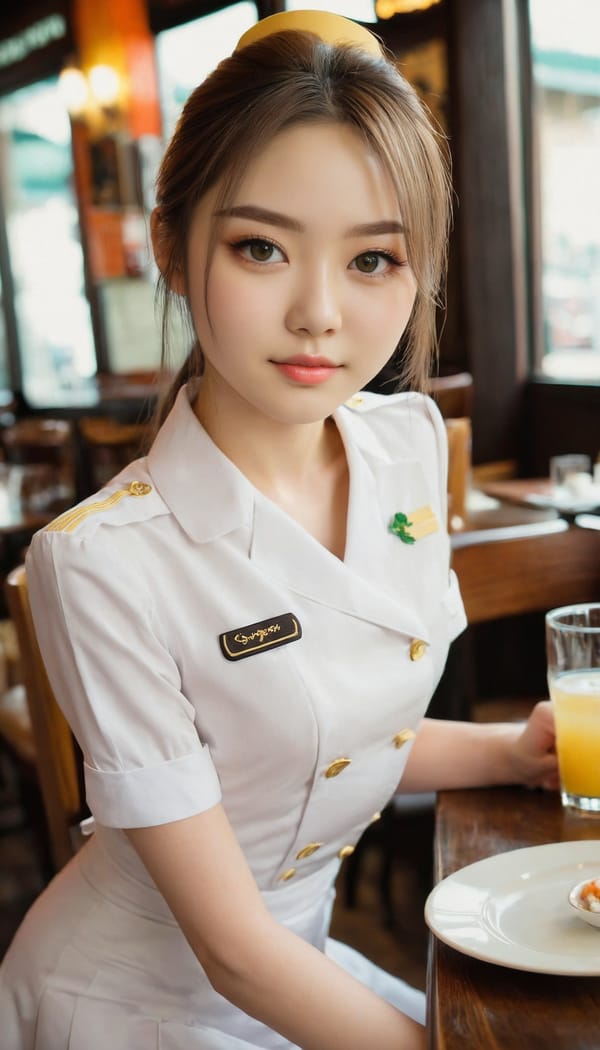 Tags: 21872187, SDXL
{"3": {"inputs": {"seed": 129363814996493, "steps": 32, "cfg": 5.63, "sampler_name": "dpmpp_2m", "scheduler": "karras", "denoise": 1.0, "model": ["27", 0], "positive": ["6", 0], "negative": ["7", 0], "latent_image": ["5", 0]}, "class_type": "KSampler"}, "4": {"inputs": {"ckpt_name": "juggernautxl.safetensors"}, "class_type": "CheckpointLoaderSimple"}, "5": {"inputs": {"width": 768, "height": 1344, "batch_size": 1}, "class_type": "EmptyLatentImage"}, "6": {"inputs": {"text": "19 year old girl, (japanese:0.95), (ukrainian:0.99), (irish:1.12), (double eyelids:0.96), (beautiful eyes:1.04), (detailed face:1.10), (eyelashes:0.99), (idol:1.13), (temptress:0.96), (pale skin:1.06), (slim:1.09), (seductive facial expression:0.97), (blush:1.00), (cute:1.10), (sexy lips:0.96), (seductive pose:1.03), (perky ass:1.00), (exposed ass:1.00), (looking back:0.96), (sexy ass:1.06), (thigh gap:1.06), (a waitress in uniform:1.03) working at a restaurant, (film:1.03), (natural looking skin:1.07), (soft lighting:1.03), (portra:1.07), (RAW:1.00), (detailed skin:1.02), (skin fuzz:1.06), (candid cinema:1.03), (textured skin:1.03)", "clip": ["27", 1]}, "class_type": "CLIPTextEncode"}, "7": {"inputs": {"text": "(bad hands:1.11), (distorted:1.05), (low resolution:1.09), (open mouth:1.09), (twisted:1.11), (worst quality:1.10), (watermark:1.06)", "clip": ["27", 1]}, "class_type": "CLIPTextEncode"}, "8": {"inputs": {"samples": ["3", 0], "vae": ["4", 2]}, "class_type": "VAEDecode"}, "25": {"inputs": {"lora_name": "nudify_xl.safetensors", "strength_model": 0.11, "strength_clip": 0.25, "model": ["4", 0], "clip": ["4", 1]}, "class_type": "LoraLoader"}, "26": {"inputs": {"lora_name": "shirtlift_SDXL_v2.safetensors", "strength_model": 0.14, "strength_clip": 0.03, "model": ["25", 0], "clip": ["25", 1]}, "class_type": "LoraLoader"}, "27": {"inputs": {"lora_name": "PerfectEyesXL.safetensors", "strength_model": 0.14, "strength_clip": 0.06, "model": ["26", 0], "clip": ["26", 1]}, "class_type": "LoraLoader"}, "30": {"inputs": {"model_name": "4x_NMKD-Superscale-SP_178000_G.pth"}, "class_type": "UpscaleModelLoader"}, "31": {"inputs": {"upscale_model": ["30", 0], "image": ["8", 0]}, "class_type": "ImageUpscaleWithModel"}, "32": {"inputs": {"upscale_method": "lanczos", "scale_by": 0.5, "image": ["31", 0]}, "class_type": "ImageScaleBy"}, "33": {"inputs": {"pixels": ["32", 0], "vae": ["4", 2]}, "class_type": "VAEEncode"}, "34": {"inputs": {"seed": 129363814996493, "steps": 32, "cfg": 5.63, "sampler_name": "dpmpp_2m", "scheduler": "karras", "denoise": 0.3, "model": ["27", 0], "positive": ["6", 0], "negative": ["7", 0], "latent_image": ["33", 0]}, "class_type": "KSampler"}, "36": {"inputs": {"samples": ["34", 0], "vae": ["4", 2]}, "class_type": "VAEDecode"}, "39": {"inputs": {"filename_prefix": "comfyapi-1715894000267", "images": ["36", 0]}, "class_type": "SaveImage"}}