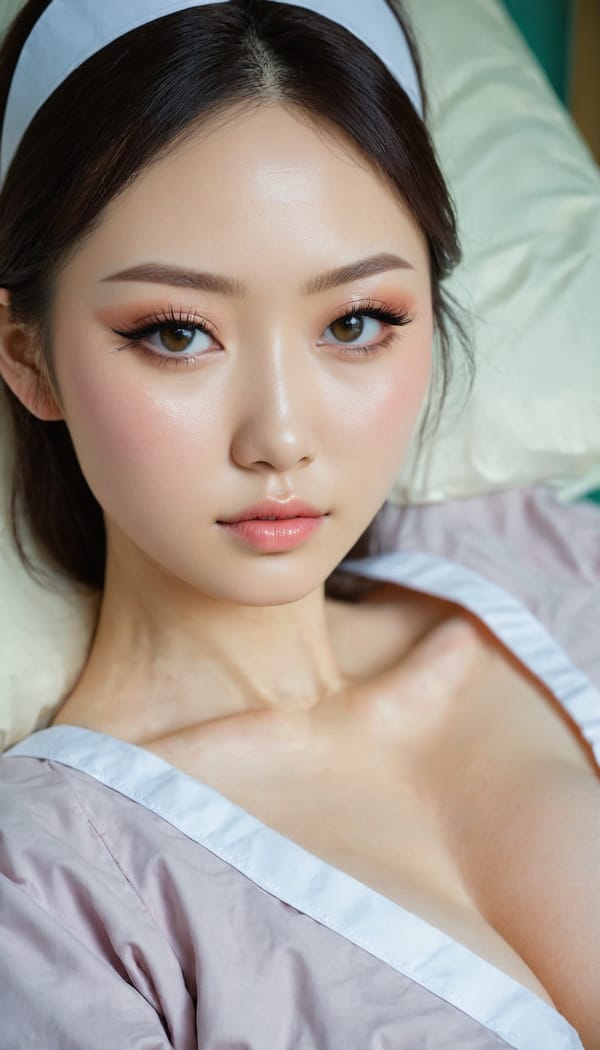 Tags: 21872187, SDXL
{"3": {"inputs": {"seed": 999480088817226, "steps": 32, "cfg": 7.56, "sampler_name": "dpmpp_2m", "scheduler": "karras", "denoise": 1.0, "model": ["27", 0], "positive": ["6", 0], "negative": ["7", 0], "latent_image": ["5", 0]}, "class_type": "KSampler"}, "4": {"inputs": {"ckpt_name": "juggernautxl.safetensors"}, "class_type": "CheckpointLoaderSimple"}, "5": {"inputs": {"width": 768, "height": 1344, "batch_size": 1}, "class_type": "EmptyLatentImage"}, "6": {"inputs": {"text": "28 year old girl, (ukrainian:0.97), (japanese:1.04), (eyelashes:1.00), (blush:1.05), (idol:0.95), (sexy lips:1.14), (seductive pose:0.95), (pale skin:0.97), (beautiful eyes:1.01), (detailed face:1.04), (seductive facial expression:1.10), (double eyelids:1.10), (slim:1.14), (temptress:1.00), (in a seductive pose:1.13), (large perky breasts:1.02), (cleavage:0.98), (thigh gap:0.96), (nurse in uniform:1.04) working in a hospital ward, (film:1.09), (soft lighting:1.05), (skin fuzz:1.02), (RAW:1.04), (textured skin:1.03), (portra:1.05), (detailed skin:1.03), (natural looking skin:1.03), (candid cinema:1.06)", "clip": ["27", 1]}, "class_type": "CLIPTextEncode"}, "7": {"inputs": {"text": "(low resolution:1.06), (twisted:1.06), (open mouth:1.11), (watermark:1.05), (worst quality:1.11), (distorted:1.11)", "clip": ["27", 1]}, "class_type": "CLIPTextEncode"}, "8": {"inputs": {"samples": ["3", 0], "vae": ["4", 2]}, "class_type": "VAEDecode"}, "25": {"inputs": {"lora_name": "nudify_xl.safetensors", "strength_model": 0.07, "strength_clip": 0.33, "model": ["4", 0], "clip": ["4", 1]}, "class_type": "LoraLoader"}, "26": {"inputs": {"lora_name": "shirtlift_SDXL_v2.safetensors", "strength_model": 0.02, "strength_clip": 0.03, "model": ["25", 0], "clip": ["25", 1]}, "class_type": "LoraLoader"}, "27": {"inputs": {"lora_name": "PerfectEyesXL.safetensors", "strength_model": 0.02, "strength_clip": 0.17, "model": ["26", 0], "clip": ["26", 1]}, "class_type": "LoraLoader"}, "30": {"inputs": {"model_name": "4x_NMKD-Superscale-SP_178000_G.pth"}, "class_type": "UpscaleModelLoader"}, "31": {"inputs": {"upscale_model": ["30", 0], "image": ["8", 0]}, "class_type": "ImageUpscaleWithModel"}, "32": {"inputs": {"upscale_method": "lanczos", "scale_by": 0.5, "image": ["31", 0]}, "class_type": "ImageScaleBy"}, "33": {"inputs": {"pixels": ["32", 0], "vae": ["4", 2]}, "class_type": "VAEEncode"}, "34": {"inputs": {"seed": 999480088817226, "steps": 32, "cfg": 7.56, "sampler_name": "dpmpp_2m", "scheduler": "karras", "denoise": 0.3, "model": ["27", 0], "positive": ["6", 0], "negative": ["7", 0], "latent_image": ["33", 0]}, "class_type": "KSampler"}, "36": {"inputs": {"samples": ["34", 0], "vae": ["4", 2]}, "class_type": "VAEDecode"}, "39": {"inputs": {"filename_prefix": "comfyapi-1716010144692", "images": ["36", 0]}, "class_type": "SaveImage"}}