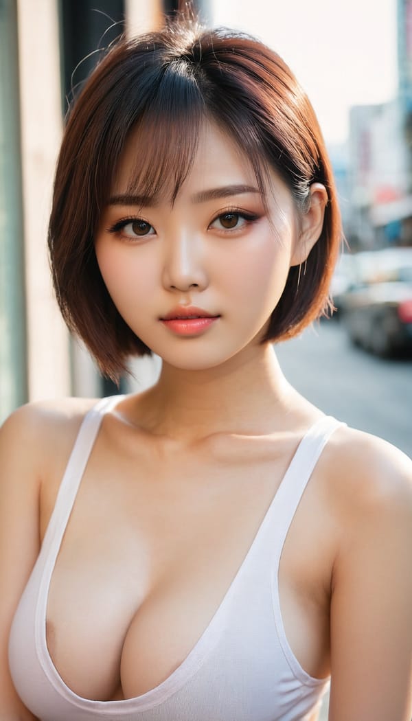 Tags: 21872187, SDXL
{"3": {"inputs": {"seed": 311942839302032, "steps": 32, "cfg": 7.42, "sampler_name": "dpmpp_2m", "scheduler": "karras", "denoise": 1.0, "model": ["27", 0], "positive": ["6", 0], "negative": ["7", 0], "latent_image": ["5", 0]}, "class_type": "KSampler"}, "4": {"inputs": {"ckpt_name": "juggernautxl.safetensors"}, "class_type": "CheckpointLoaderSimple"}, "5": {"inputs": {"width": 768, "height": 1344, "batch_size": 1}, "class_type": "EmptyLatentImage"}, "6": {"inputs": {"text": "23 year old girl, (korean:0.97), (chinese:1.02), (blush:1.06), (sexy lips:1.04), (seductive pose:0.95), (detailed face:1.05), (temptress:1.01), (idol:1.05), (seductive facial expression:1.02), (pale skin:0.97), (beautiful eyes:1.08), (slim:1.12), (eyelashes:0.98), (cute:1.01), (double eyelids:1.06), (in a seductive pose:1.03), (large perky breasts:0.98), (cleavage:1.11), (thigh gap:1.06), (white tanktop:1.01), busy street, (detailed skin:1.00), (natural looking skin:1.03), (candid cinema:1.08), (skin fuzz:1.05), (RAW:1.05), (film:1.01), (soft lighting:1.01), (portra:1.08), (textured skin:1.03)", "clip": ["27", 1]}, "class_type": "CLIPTextEncode"}, "7": {"inputs": {"text": "(distorted:1.10), (low resolution:1.10), (worst quality:1.05), (open mouth:1.11), (watermark:1.13), (bad hands:1.06), (twisted:1.08)", "clip": ["27", 1]}, "class_type": "CLIPTextEncode"}, "8": {"inputs": {"samples": ["3", 0], "vae": ["4", 2]}, "class_type": "VAEDecode"}, "25": {"inputs": {"lora_name": "nudify_xl.safetensors", "strength_model": 0.39, "strength_clip": 0.18, "model": ["4", 0], "clip": ["4", 1]}, "class_type": "LoraLoader"}, "26": {"inputs": {"lora_name": "shirtlift_SDXL_v2.safetensors", "strength_model": 0.02, "strength_clip": 0.05, "model": ["25", 0], "clip": ["25", 1]}, "class_type": "LoraLoader"}, "27": {"inputs": {"lora_name": "PerfectEyesXL.safetensors", "strength_model": 0.14, "strength_clip": 0.07, "model": ["26", 0], "clip": ["26", 1]}, "class_type": "LoraLoader"}, "30": {"inputs": {"model_name": "4x_NMKD-Superscale-SP_178000_G.pth"}, "class_type": "UpscaleModelLoader"}, "31": {"inputs": {"upscale_model": ["30", 0], "image": ["8", 0]}, "class_type": "ImageUpscaleWithModel"}, "32": {"inputs": {"upscale_method": "lanczos", "scale_by": 0.5, "image": ["31", 0]}, "class_type": "ImageScaleBy"}, "33": {"inputs": {"pixels": ["32", 0], "vae": ["4", 2]}, "class_type": "VAEEncode"}, "34": {"inputs": {"seed": 311942839302032, "steps": 32, "cfg": 7.42, "sampler_name": "dpmpp_2m", "scheduler": "karras", "denoise": 0.3, "model": ["27", 0], "positive": ["6", 0], "negative": ["7", 0], "latent_image": ["33", 0]}, "class_type": "KSampler"}, "36": {"inputs": {"samples": ["34", 0], "vae": ["4", 2]}, "class_type": "VAEDecode"}, "39": {"inputs": {"filename_prefix": "comfyapi-1714631066482", "images": ["36", 0]}, "class_type": "SaveImage"}}