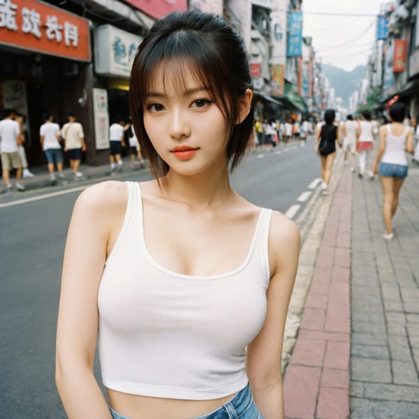 Tags: 21872187, SDXL
{"3": {"inputs": {"seed": 613638732238751, "steps": 64, "cfg": 6.06, "sampler_name": "dpmpp_2m", "scheduler": "karras", "denoise": 1.0, "model": ["27", 0], "positive": ["6", 0], "negative": ["7", 0], "latent_image": ["5", 0]}, "class_type": "KSampler"}, "4": {"inputs": {"ckpt_name": "helloworldxl.safetensors"}, "class_type": "CheckpointLoaderSimple"}, "5": {"inputs": {"width": 1024, "height": 1024, "batch_size": 1}, "class_type": "EmptyLatentImage"}, "6": {"inputs": {"text": "23 year old girl, (taiwanese:1.02), (seductive pose:1.09), (beautiful eyes:0.95), (slim:0.95), (seductive facial expression:0.97), (detailed face:0.97), (eyelashes:1.14), (sexy lips:0.99), (blush:1.00), (idol:1.06), (temptress:0.97), (double eyelids:1.11), (cute:1.12), (pale skin:1.08), (in a seductive pose:0.98), (large perky breasts:0.96), (cleavage:0.95), (thigh gap:1.12), (white tanktop:1.11), busy street, (film:1.07), (candid cinema:1.04), (RAW:1.00), (detailed skin:1.06), (natural looking skin:1.05), (portra:1.00), (textured skin:1.06), (soft lighting:1.05)", "clip": ["27", 1]}, "class_type": "CLIPTextEncode"}, "7": {"inputs": {"text": "(watermark:1.10), (low resolution:1.10), (open mouth:1.07), (distorted:1.07), (twisted:1.10), (bad hands:1.14), (worst quality:1.10)", "clip": ["27", 1]}, "class_type": "CLIPTextEncode"}, "8": {"inputs": {"samples": ["3", 0], "vae": ["4", 2]}, "class_type": "VAEDecode"}, "25": {"inputs": {"lora_name": "nudify_xl.safetensors", "strength_model": 0.12, "strength_clip": 0.25, "model": ["4", 0], "clip": ["4", 1]}, "class_type": "LoraLoader"}, "26": {"inputs": {"lora_name": "shirtlift_SDXL_v2.safetensors", "strength_model": 0.04, "strength_clip": 0.06, "model": ["25", 0], "clip": ["25", 1]}, "class_type": "LoraLoader"}, "27": {"inputs": {"lora_name": "PerfectEyesXL.safetensors", "strength_model": 0.08, "strength_clip": 0.06, "model": ["26", 0], "clip": ["26", 1]}, "class_type": "LoraLoader"}, "30": {"inputs": {"model_name": "4x_NMKD-Superscale-SP_178000_G.pth"}, "class_type": "UpscaleModelLoader"}, "31": {"inputs": {"upscale_model": ["30", 0], "image": ["8", 0]}, "class_type": "ImageUpscaleWithModel"}, "32": {"inputs": {"upscale_method": "lanczos", "scale_by": 0.5, "image": ["31", 0]}, "class_type": "ImageScaleBy"}, "33": {"inputs": {"pixels": ["32", 0], "vae": ["4", 2]}, "class_type": "VAEEncode"}, "34": {"inputs": {"seed": 613638732238751, "steps": 64, "cfg": 6.06, "sampler_name": "dpmpp_2m", "scheduler": "karras", "denoise": 0.3, "model": ["27", 0], "positive": ["6", 0], "negative": ["7", 0], "latent_image": ["33", 0]}, "class_type": "KSampler"}, "36": {"inputs": {"samples": ["34", 0], "vae": ["4", 2]}, "class_type": "VAEDecode"}, "39": {"inputs": {"filename_prefix": "comfyapi-1725375510350", "images": ["36", 0]}, "class_type": "SaveImage"}}