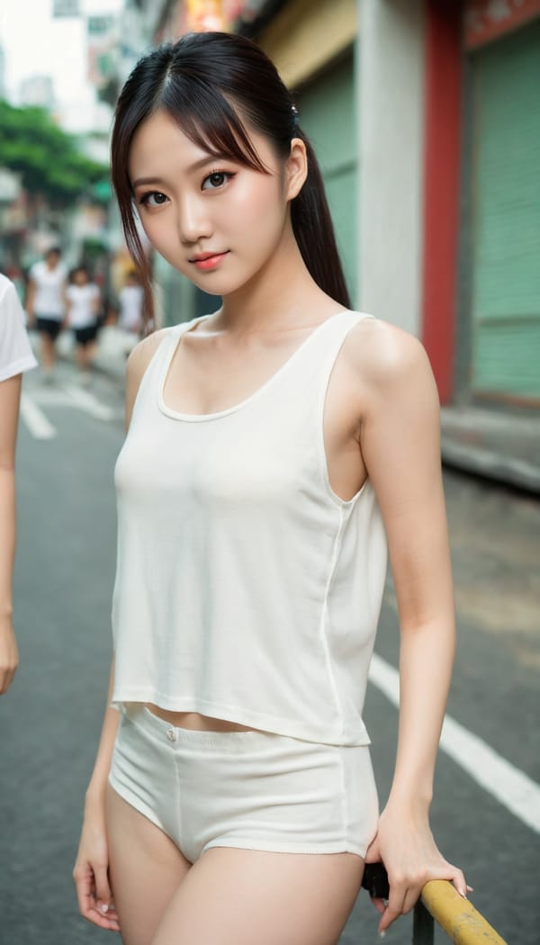 Tags: 21872187, SDXL
{"3": {"inputs": {"seed": 205279602293139, "steps": 64, "cfg": 7.15, "sampler_name": "dpmpp_2m", "scheduler": "karras", "denoise": 1.0, "model": ["27", 0], "positive": ["6", 0], "negative": ["7", 0], "latent_image": ["5", 0]}, "class_type": "KSampler"}, "4": {"inputs": {"ckpt_name": "juggernautXL_v8Rundiffusion.safetensors"}, "class_type": "CheckpointLoaderSimple"}, "5": {"inputs": {"width": 768, "height": 1344, "batch_size": 1}, "class_type": "EmptyLatentImage"}, "6": {"inputs": {"text": "25 year old girl, (taiwanese:0.97), (chinese:1.01), (slim:1.11), (idol:0.99), (eyelashes:1.14), (cute:1.05), (beautiful eyes:0.96), (seductive pose:1.02), (pale skin:0.95), (sexy lips:1.03), (blush:0.99), (detailed face:1.11), (double eyelids:1.14), (temptress:1.09), (seductive facial expression:0.98), (perky ass:0.99), (exposed ass:1.02), (looking back:1.07), (sexy ass:0.99), (thigh gap:1.01), (white tanktop:1.09), busy street, (portra:1.00), (textured skin:1.04), (RAW:1.03), (film:1.09), (soft lighting:1.01), (detailed skin:1.02), (candid cinema:1.06), (natural looking skin:1.03), (skin fuzz:1.04)", "clip": ["27", 1]}, "class_type": "CLIPTextEncode"}, "7": {"inputs": {"text": "(watermark:1.11), (open mouth:1.12), (bad hands:1.13), (distorted:1.09), (twisted:1.12), (worst quality:1.13), (low resolution:1.05)", "clip": ["27", 1]}, "class_type": "CLIPTextEncode"}, "8": {"inputs": {"samples": ["3", 0], "vae": ["4", 2]}, "class_type": "VAEDecode"}, "25": {"inputs": {"lora_name": "nudify_xl.safetensors", "strength_model": 0.09, "strength_clip": 0.37, "model": ["4", 0], "clip": ["4", 1]}, "class_type": "LoraLoader"}, "26": {"inputs": {"lora_name": "shirtlift_SDXL_v2.safetensors", "strength_model": 0.04, "strength_clip": 0.06, "model": ["25", 0], "clip": ["25", 1]}, "class_type": "LoraLoader"}, "27": {"inputs": {"lora_name": "PerfectEyesXL.safetensors", "strength_model": 0.18, "strength_clip": 0.07, "model": ["26", 0], "clip": ["26", 1]}, "class_type": "LoraLoader"}, "30": {"inputs": {"model_name": "4x_NMKD-Superscale-SP_178000_G.pth"}, "class_type": "UpscaleModelLoader"}, "31": {"inputs": {"upscale_model": ["30", 0], "image": ["8", 0]}, "class_type": "ImageUpscaleWithModel"}, "32": {"inputs": {"upscale_method": "lanczos", "scale_by": 0.5, "image": ["31", 0]}, "class_type": "ImageScaleBy"}, "33": {"inputs": {"pixels": ["32", 0], "vae": ["4", 2]}, "class_type": "VAEEncode"}, "34": {"inputs": {"seed": 205279602293139, "steps": 64, "cfg": 7.15, "sampler_name": "dpmpp_2m", "scheduler": "karras", "denoise": 0.3, "model": ["27", 0], "positive": ["6", 0], "negative": ["7", 0], "latent_image": ["33", 0]}, "class_type": "KSampler"}, "36": {"inputs": {"samples": ["34", 0], "vae": ["4", 2]}, "class_type": "VAEDecode"}, "39": {"inputs": {"filename_prefix": "comfyapi-1708010043494", "images": ["36", 0]}, "class_type": "SaveImage"}}