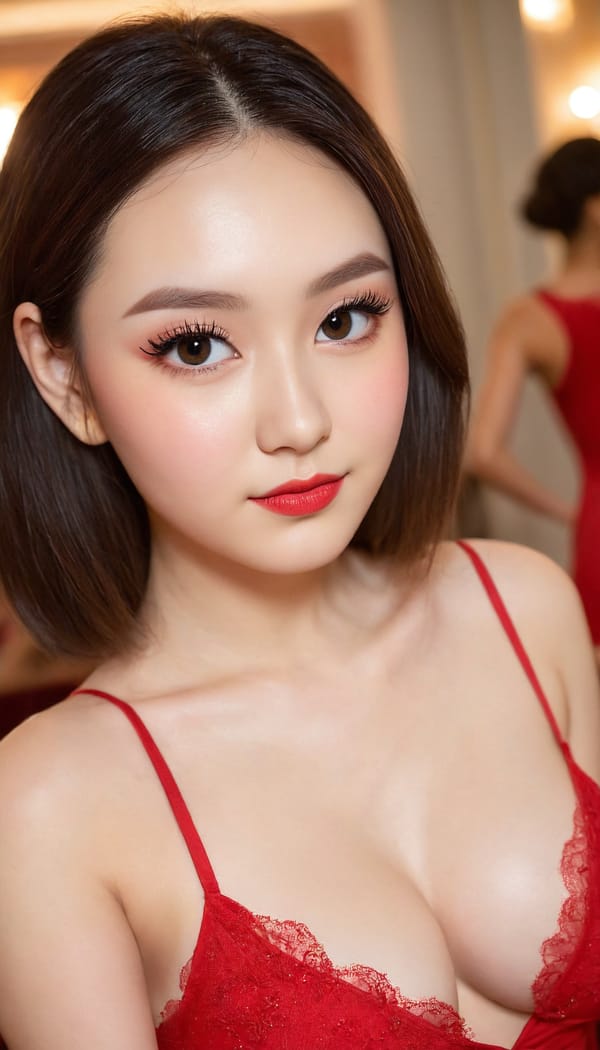 Tags: 21872187, SDXL
{"3": {"inputs": {"seed": 289597692695366, "steps": 64, "cfg": 5.33, "sampler_name": "dpmpp_2m", "scheduler": "karras", "denoise": 1.0, "model": ["27", 0], "positive": ["6", 0], "negative": ["7", 0], "latent_image": ["5", 0]}, "class_type": "KSampler"}, "4": {"inputs": {"ckpt_name": "juggernautXL_v8Rundiffusion.safetensors"}, "class_type": "CheckpointLoaderSimple"}, "5": {"inputs": {"width": 768, "height": 1344, "batch_size": 1}, "class_type": "EmptyLatentImage"}, "6": {"inputs": {"text": "25 year old girl, (eyelashes:1.09), (detailed face:1.01), (beautiful eyes:0.97), (cute:0.96), (seductive facial expression:0.95), (sexy lips:1.02), (double eyelids:1.14), (temptress:1.10), (blush:1.02), (slim:0.96), (pale skin:1.14), (in a seductive pose:0.95), (large perky breasts:0.95), (cleavage:0.98), (thigh gap:1.07), (wearing a low-cut red dress:1.04) at a ballroom, (skin fuzz:1.05), (RAW:1.08), (textured skin:1.01), (natural looking skin:1.09), (portra:1.04), (soft lighting:1.03), (candid cinema:1.04), (film:1.00), (detailed skin:1.02)", "clip": ["27", 1]}, "class_type": "CLIPTextEncode"}, "7": {"inputs": {"text": "(watermark:1.07), (bad hands:1.10), (worst quality:1.11), (twisted:1.05), (low resolution:1.10), (open mouth:1.12), (distorted:1.05)", "clip": ["27", 1]}, "class_type": "CLIPTextEncode"}, "8": {"inputs": {"samples": ["3", 0], "vae": ["4", 2]}, "class_type": "VAEDecode"}, "25": {"inputs": {"lora_name": "nudify_xl.safetensors", "strength_model": 0.26, "strength_clip": 0.3, "model": ["4", 0], "clip": ["4", 1]}, "class_type": "LoraLoader"}, "26": {"inputs": {"lora_name": "shirtlift_SDXL_v2.safetensors", "strength_model": 0.14, "strength_clip": 0.04, "model": ["25", 0], "clip": ["25", 1]}, "class_type": "LoraLoader"}, "27": {"inputs": {"lora_name": "PerfectEyesXL.safetensors", "strength_model": 0.18, "strength_clip": 0.14, "model": ["26", 0], "clip": ["26", 1]}, "class_type": "LoraLoader"}, "30": {"inputs": {"model_name": "4x_NMKD-Superscale-SP_178000_G.pth"}, "class_type": "UpscaleModelLoader"}, "31": {"inputs": {"upscale_model": ["30", 0], "image": ["8", 0]}, "class_type": "ImageUpscaleWithModel"}, "32": {"inputs": {"upscale_method": "lanczos", "scale_by": 0.5, "image": ["31", 0]}, "class_type": "ImageScaleBy"}, "33": {"inputs": {"pixels": ["32", 0], "vae": ["4", 2]}, "class_type": "VAEEncode"}, "34": {"inputs": {"seed": 289597692695366, "steps": 64, "cfg": 5.33, "sampler_name": "dpmpp_2m", "scheduler": "karras", "denoise": 0.3, "model": ["27", 0], "positive": ["6", 0], "negative": ["7", 0], "latent_image": ["33", 0]}, "class_type": "KSampler"}, "36": {"inputs": {"samples": ["34", 0], "vae": ["4", 2]}, "class_type": "VAEDecode"}, "39": {"inputs": {"filename_prefix": "comfyapi-1708205259594", "images": ["36", 0]}, "class_type": "SaveImage"}}