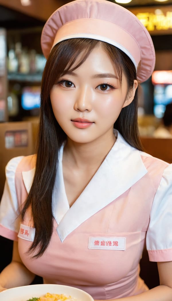 Tags: 21872187, SDXL
{"3": {"inputs": {"seed": 184007004465812, "steps": 32, "cfg": 7.12, "sampler_name": "dpmpp_2m", "scheduler": "karras", "denoise": 1.0, "model": ["27", 0], "positive": ["6", 0], "negative": ["7", 0], "latent_image": ["5", 0]}, "class_type": "KSampler"}, "4": {"inputs": {"ckpt_name": "juggernautXL_v8Rundiffusion.safetensors"}, "class_type": "CheckpointLoaderSimple"}, "5": {"inputs": {"width": 768, "height": 1344, "batch_size": 1}, "class_type": "EmptyLatentImage"}, "6": {"inputs": {"text": "24 year old girl, (japanese:1.06), (taiwanese:1.04), (korean:1.12), (double eyelids:1.13), (seductive facial expression:1.06), (sexy lips:1.08), (cute:1.02), (idol:1.00), (seductive pose:1.02), (blush:1.06), (slim:0.98), (eyelashes:1.13), (temptress:1.10), (beautiful eyes:1.10), (in a seductive pose:1.02), (large perky breasts:1.08), (cleavage:0.97), (thigh gap:1.00), (a waitress in uniform:1.10) working at a restaurant, (skin fuzz:1.06), (RAW:1.04), (portra:1.07), (film:1.08), (candid cinema:1.07), (natural looking skin:1.05), (textured skin:1.01), (detailed skin:1.08), (soft lighting:1.01)", "clip": ["27", 1]}, "class_type": "CLIPTextEncode"}, "7": {"inputs": {"text": "(worst quality:1.14), (distorted:1.07), (bad hands:1.14), (watermark:1.12), (low resolution:1.10), (twisted:1.10)", "clip": ["27", 1]}, "class_type": "CLIPTextEncode"}, "8": {"inputs": {"samples": ["3", 0], "vae": ["4", 2]}, "class_type": "VAEDecode"}, "25": {"inputs": {"lora_name": "nudify_xl.safetensors", "strength_model": 0.23, "strength_clip": 0.02, "model": ["4", 0], "clip": ["4", 1]}, "class_type": "LoraLoader"}, "26": {"inputs": {"lora_name": "shirtlift_SDXL_v2.safetensors", "strength_model": 0.08, "strength_clip": 0.14, "model": ["25", 0], "clip": ["25", 1]}, "class_type": "LoraLoader"}, "27": {"inputs": {"lora_name": "PerfectEyesXL.safetensors", "strength_model": 0.05, "strength_clip": 0.02, "model": ["26", 0], "clip": ["26", 1]}, "class_type": "LoraLoader"}, "30": {"inputs": {"model_name": "4x_NMKD-Superscale-SP_178000_G.pth"}, "class_type": "UpscaleModelLoader"}, "31": {"inputs": {"upscale_model": ["30", 0], "image": ["8", 0]}, "class_type": "ImageUpscaleWithModel"}, "32": {"inputs": {"upscale_method": "lanczos", "scale_by": 0.5, "image": ["31", 0]}, "class_type": "ImageScaleBy"}, "33": {"inputs": {"pixels": ["32", 0], "vae": ["4", 2]}, "class_type": "VAEEncode"}, "34": {"inputs": {"seed": 184007004465812, "steps": 32, "cfg": 7.12, "sampler_name": "dpmpp_2m", "scheduler": "karras", "denoise": 0.3, "model": ["27", 0], "positive": ["6", 0], "negative": ["7", 0], "latent_image": ["33", 0]}, "class_type": "KSampler"}, "36": {"inputs": {"samples": ["34", 0], "vae": ["4", 2]}, "class_type": "VAEDecode"}, "39": {"inputs": {"filename_prefix": "comfyapi-1707877007015", "images": ["36", 0]}, "class_type": "SaveImage"}}