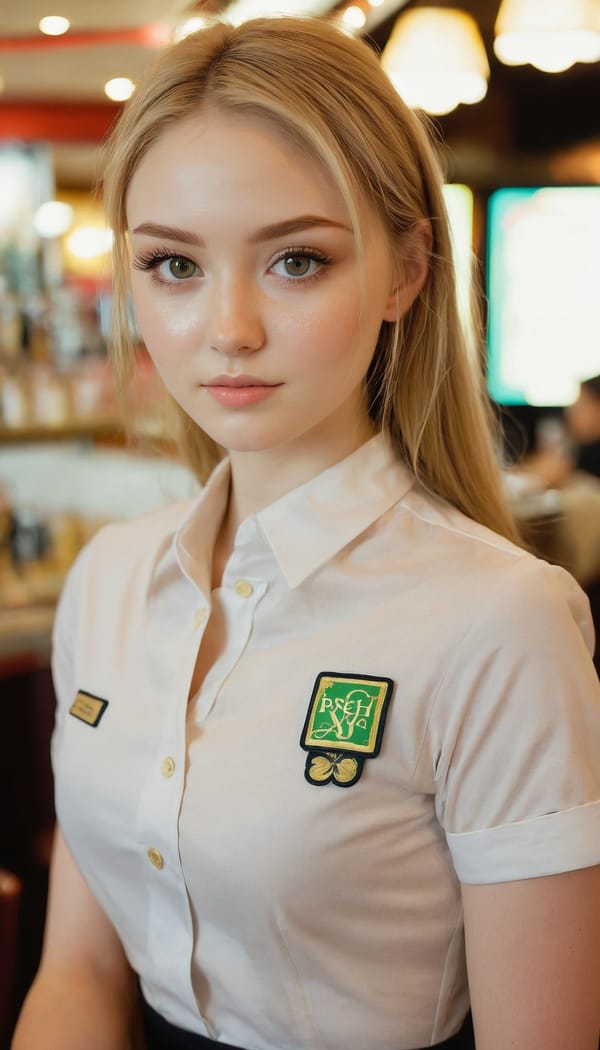 Tags: 21872187, SDXL
{"3": {"inputs": {"seed": 455245597238783, "steps": 64, "cfg": 5.77, "sampler_name": "dpmpp_2m", "scheduler": "karras", "denoise": 1.0, "model": ["27", 0], "positive": ["6", 0], "negative": ["7", 0], "latent_image": ["5", 0]}, "class_type": "KSampler"}, "4": {"inputs": {"ckpt_name": "juggernautxl.safetensors"}, "class_type": "CheckpointLoaderSimple"}, "5": {"inputs": {"width": 768, "height": 1344, "batch_size": 1}, "class_type": "EmptyLatentImage"}, "6": {"inputs": {"text": "22 year old girl, (irish:0.99), (beautiful eyes:0.99), (slim:0.97), (detailed face:1.10), (idol:1.04), (blush:1.05), (temptress:1.13), (sexy lips:1.10), (pale skin:1.02), (eyelashes:1.06), (cute:1.09), (seductive facial expression:1.02), (double eyelids:1.11), (perky ass:0.98), (exposed ass:1.07), (looking back:1.13), (sexy ass:1.02), (thigh gap:1.07), (a waitress in uniform:1.12) working at a restaurant, (candid cinema:1.06), (RAW:1.01), (portra:1.00), (textured skin:1.05), (soft lighting:1.03), (detailed skin:1.08), (natural looking skin:1.03), (skin fuzz:1.03), (film:1.08)", "clip": ["27", 1]}, "class_type": "CLIPTextEncode"}, "7": {"inputs": {"text": "(worst quality:1.07), (open mouth:1.12), (bad hands:1.07), (twisted:1.07), (distorted:1.13), (low resolution:1.05), (watermark:1.10)", "clip": ["27", 1]}, "class_type": "CLIPTextEncode"}, "8": {"inputs": {"samples": ["3", 0], "vae": ["4", 2]}, "class_type": "VAEDecode"}, "25": {"inputs": {"lora_name": "nudify_xl.safetensors", "strength_model": 0.02, "strength_clip": 0.24, "model": ["4", 0], "clip": ["4", 1]}, "class_type": "LoraLoader"}, "26": {"inputs": {"lora_name": "shirtlift_SDXL_v2.safetensors", "strength_model": 0.07, "strength_clip": 0.08, "model": ["25", 0], "clip": ["25", 1]}, "class_type": "LoraLoader"}, "27": {"inputs": {"lora_name": "PerfectEyesXL.safetensors", "strength_model": 0.03, "strength_clip": 0.08, "model": ["26", 0], "clip": ["26", 1]}, "class_type": "LoraLoader"}, "30": {"inputs": {"model_name": "4x_NMKD-Superscale-SP_178000_G.pth"}, "class_type": "UpscaleModelLoader"}, "31": {"inputs": {"upscale_model": ["30", 0], "image": ["8", 0]}, "class_type": "ImageUpscaleWithModel"}, "32": {"inputs": {"upscale_method": "lanczos", "scale_by": 0.5, "image": ["31", 0]}, "class_type": "ImageScaleBy"}, "33": {"inputs": {"pixels": ["32", 0], "vae": ["4", 2]}, "class_type": "VAEEncode"}, "34": {"inputs": {"seed": 455245597238783, "steps": 64, "cfg": 5.77, "sampler_name": "dpmpp_2m", "scheduler": "karras", "denoise": 0.3, "model": ["27", 0], "positive": ["6", 0], "negative": ["7", 0], "latent_image": ["33", 0]}, "class_type": "KSampler"}, "36": {"inputs": {"samples": ["34", 0], "vae": ["4", 2]}, "class_type": "VAEDecode"}, "39": {"inputs": {"filename_prefix": "comfyapi-1715923496756", "images": ["36", 0]}, "class_type": "SaveImage"}}