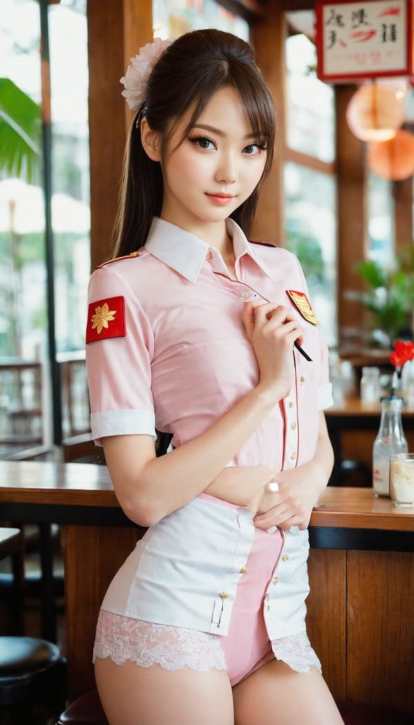 Tags: 21872187, SDXL
{"3": {"inputs": {"seed": 933250660760636, "steps": 32, "cfg": 7.26, "sampler_name": "dpmpp_2m", "scheduler": "karras", "denoise": 1.0, "model": ["27", 0], "positive": ["6", 0], "negative": ["7", 0], "latent_image": ["5", 0]}, "class_type": "KSampler"}, "4": {"inputs": {"ckpt_name": "juggernautxl.safetensors"}, "class_type": "CheckpointLoaderSimple"}, "5": {"inputs": {"width": 768, "height": 1344, "batch_size": 1}, "class_type": "EmptyLatentImage"}, "6": {"inputs": {"text": "25 year old girl, (russian:1.06), (japanese:1.05), (slim:1.10), (idol:0.96), (seductive pose:1.02), (sexy lips:1.05), (blush:1.14), (detailed face:1.11), (cute:1.01), (seductive facial expression:1.02), (double eyelids:0.95), (temptress:0.97), (pale skin:0.95), (eyelashes:1.12), (beautiful eyes:1.06), (perky ass:1.08), (exposed ass:1.08), (looking back:1.14), (sexy ass:0.97), (thigh gap:1.08), (a waitress in uniform:0.96) working at a restaurant, (natural looking skin:1.04), (soft lighting:1.04), (skin fuzz:1.04), (portra:1.02), (film:1.06), (detailed skin:1.00), (candid cinema:1.03), (textured skin:1.09), (RAW:1.03)", "clip": ["27", 1]}, "class_type": "CLIPTextEncode"}, "7": {"inputs": {"text": "(low resolution:1.08), (distorted:1.07), (twisted:1.13), (open mouth:1.09), (bad hands:1.13), (worst quality:1.05), (watermark:1.08)", "clip": ["27", 1]}, "class_type": "CLIPTextEncode"}, "8": {"inputs": {"samples": ["3", 0], "vae": ["4", 2]}, "class_type": "VAEDecode"}, "25": {"inputs": {"lora_name": "nudify_xl.safetensors", "strength_model": 0.07, "strength_clip": 0.2, "model": ["4", 0], "clip": ["4", 1]}, "class_type": "LoraLoader"}, "26": {"inputs": {"lora_name": "shirtlift_SDXL_v2.safetensors", "strength_model": 0.12, "strength_clip": 0.0, "model": ["25", 0], "clip": ["25", 1]}, "class_type": "LoraLoader"}, "27": {"inputs": {"lora_name": "PerfectEyesXL.safetensors", "strength_model": 0.14, "strength_clip": 0.14, "model": ["26", 0], "clip": ["26", 1]}, "class_type": "LoraLoader"}, "30": {"inputs": {"model_name": "4x_NMKD-Superscale-SP_178000_G.pth"}, "class_type": "UpscaleModelLoader"}, "31": {"inputs": {"upscale_model": ["30", 0], "image": ["8", 0]}, "class_type": "ImageUpscaleWithModel"}, "32": {"inputs": {"upscale_method": "lanczos", "scale_by": 0.5, "image": ["31", 0]}, "class_type": "ImageScaleBy"}, "33": {"inputs": {"pixels": ["32", 0], "vae": ["4", 2]}, "class_type": "VAEEncode"}, "34": {"inputs": {"seed": 933250660760636, "steps": 32, "cfg": 7.26, "sampler_name": "dpmpp_2m", "scheduler": "karras", "denoise": 0.3, "model": ["27", 0], "positive": ["6", 0], "negative": ["7", 0], "latent_image": ["33", 0]}, "class_type": "KSampler"}, "36": {"inputs": {"samples": ["34", 0], "vae": ["4", 2]}, "class_type": "VAEDecode"}, "39": {"inputs": {"filename_prefix": "comfyapi-1733045259605", "images": ["36", 0]}, "class_type": "SaveImage"}}