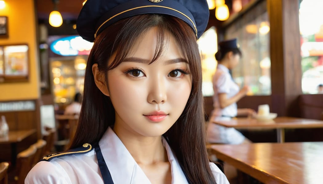 Tags: 21872187, SDXL
{"3": {"inputs": {"seed": 766983770674529, "steps": 64, "cfg": 7.31, "sampler_name": "dpmpp_2m", "scheduler": "karras", "denoise": 1.0, "model": ["27", 0], "positive": ["6", 0], "negative": ["7", 0], "latent_image": ["5", 0]}, "class_type": "KSampler"}, "4": {"inputs": {"ckpt_name": "juggernautxl.safetensors"}, "class_type": "CheckpointLoaderSimple"}, "5": {"inputs": {"width": 1344, "height": 768, "batch_size": 1}, "class_type": "EmptyLatentImage"}, "6": {"inputs": {"text": "27 year old girl, (korean:0.98), (cute:1.12), (idol:1.13), (detailed face:1.04), (temptress:1.01), (sexy lips:1.02), (seductive facial expression:0.95), (slim:0.98), (double eyelids:1.14), (eyelashes:1.08), (blush:1.06), (beautiful eyes:0.96), (in a seductive pose:1.01), (large perky breasts:1.00), (cleavage:0.99), (thigh gap:0.95), (a waitress in uniform:1.12) working at a restaurant, (skin fuzz:1.03), (film:1.07), (RAW:1.04), (soft lighting:1.02), (detailed skin:1.04), (candid cinema:1.07), (portra:1.06), (textured skin:1.01)", "clip": ["27", 1]}, "class_type": "CLIPTextEncode"}, "7": {"inputs": {"text": "(open mouth:1.08), (low resolution:1.05), (distorted:1.06), (twisted:1.14), (worst quality:1.12), (watermark:1.08), (bad hands:1.11)", "clip": ["27", 1]}, "class_type": "CLIPTextEncode"}, "8": {"inputs": {"samples": ["3", 0], "vae": ["4", 2]}, "class_type": "VAEDecode"}, "25": {"inputs": {"lora_name": "nudify_xl.safetensors", "strength_model": 0.22, "strength_clip": 0.11, "model": ["4", 0], "clip": ["4", 1]}, "class_type": "LoraLoader"}, "26": {"inputs": {"lora_name": "shirtlift_SDXL_v2.safetensors", "strength_model": 0.18, "strength_clip": 0.06, "model": ["25", 0], "clip": ["25", 1]}, "class_type": "LoraLoader"}, "27": {"inputs": {"lora_name": "PerfectEyesXL.safetensors", "strength_model": 0.11, "strength_clip": 0.07, "model": ["26", 0], "clip": ["26", 1]}, "class_type": "LoraLoader"}, "30": {"inputs": {"model_name": "4x_NMKD-Superscale-SP_178000_G.pth"}, "class_type": "UpscaleModelLoader"}, "31": {"inputs": {"upscale_model": ["30", 0], "image": ["8", 0]}, "class_type": "ImageUpscaleWithModel"}, "32": {"inputs": {"upscale_method": "lanczos", "scale_by": 0.5, "image": ["31", 0]}, "class_type": "ImageScaleBy"}, "33": {"inputs": {"pixels": ["32", 0], "vae": ["4", 2]}, "class_type": "VAEEncode"}, "34": {"inputs": {"seed": 766983770674529, "steps": 64, "cfg": 7.31, "sampler_name": "dpmpp_2m", "scheduler": "karras", "denoise": 0.3, "model": ["27", 0], "positive": ["6", 0], "negative": ["7", 0], "latent_image": ["33", 0]}, "class_type": "KSampler"}, "36": {"inputs": {"samples": ["34", 0], "vae": ["4", 2]}, "class_type": "VAEDecode"}, "39": {"inputs": {"filename_prefix": "comfyapi-1716160261717", "images": ["36", 0]}, "class_type": "SaveImage"}}