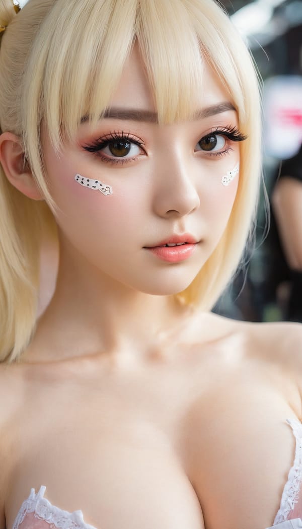 Tags: 21872187, SDXL
{"3": {"inputs": {"seed": 147908421014685, "steps": 64, "cfg": 5.55, "sampler_name": "dpmpp_2m", "scheduler": "karras", "denoise": 1.0, "model": ["27", 0], "positive": ["6", 0], "negative": ["7", 0], "latent_image": ["5", 0]}, "class_type": "KSampler"}, "4": {"inputs": {"ckpt_name": "juggernautxl.safetensors"}, "class_type": "CheckpointLoaderSimple"}, "5": {"inputs": {"width": 768, "height": 1344, "batch_size": 1}, "class_type": "EmptyLatentImage"}, "6": {"inputs": {"text": "27 year old girl, (ukrainian:1.07), (russian:0.98), (korean:1.03), (seductive facial expression:1.13), (pale skin:1.01), (blush:0.99), (temptress:1.02), (beautiful eyes:0.99), (idol:1.06), (slim:1.01), (eyelashes:1.06), (detailed face:1.07), (seductive pose:1.02), (double eyelids:1.13), (cute:1.09), (in a seductive pose:1.13), (large perky breasts:0.97), (cleavage:1.11), (thigh gap:1.14), (in a cosplay:0.99) at comiket posing for camera, (skin fuzz:1.04), (soft lighting:1.06), (candid cinema:1.08), (detailed skin:1.02), (RAW:1.03), (portra:1.08), (natural looking skin:1.09), (film:1.01), (textured skin:1.04)", "clip": ["27", 1]}, "class_type": "CLIPTextEncode"}, "7": {"inputs": {"text": "(distorted:1.11), (worst quality:1.11), (low resolution:1.06), (open mouth:1.11), (watermark:1.09), (bad hands:1.08), (twisted:1.09)", "clip": ["27", 1]}, "class_type": "CLIPTextEncode"}, "8": {"inputs": {"samples": ["3", 0], "vae": ["4", 2]}, "class_type": "VAEDecode"}, "25": {"inputs": {"lora_name": "nudify_xl.safetensors", "strength_model": 0.11, "strength_clip": 0.14, "model": ["4", 0], "clip": ["4", 1]}, "class_type": "LoraLoader"}, "26": {"inputs": {"lora_name": "shirtlift_SDXL_v2.safetensors", "strength_model": 0.05, "strength_clip": 0.16, "model": ["25", 0], "clip": ["25", 1]}, "class_type": "LoraLoader"}, "27": {"inputs": {"lora_name": "PerfectEyesXL.safetensors", "strength_model": 0.12, "strength_clip": 0.15, "model": ["26", 0], "clip": ["26", 1]}, "class_type": "LoraLoader"}, "30": {"inputs": {"model_name": "4x_NMKD-Superscale-SP_178000_G.pth"}, "class_type": "UpscaleModelLoader"}, "31": {"inputs": {"upscale_model": ["30", 0], "image": ["8", 0]}, "class_type": "ImageUpscaleWithModel"}, "32": {"inputs": {"upscale_method": "lanczos", "scale_by": 0.5, "image": ["31", 0]}, "class_type": "ImageScaleBy"}, "33": {"inputs": {"pixels": ["32", 0], "vae": ["4", 2]}, "class_type": "VAEEncode"}, "34": {"inputs": {"seed": 147908421014685, "steps": 64, "cfg": 5.55, "sampler_name": "dpmpp_2m", "scheduler": "karras", "denoise": 0.3, "model": ["27", 0], "positive": ["6", 0], "negative": ["7", 0], "latent_image": ["33", 0]}, "class_type": "KSampler"}, "36": {"inputs": {"samples": ["34", 0], "vae": ["4", 2]}, "class_type": "VAEDecode"}, "39": {"inputs": {"filename_prefix": "comfyapi-1713382110669", "images": ["36", 0]}, "class_type": "SaveImage"}}