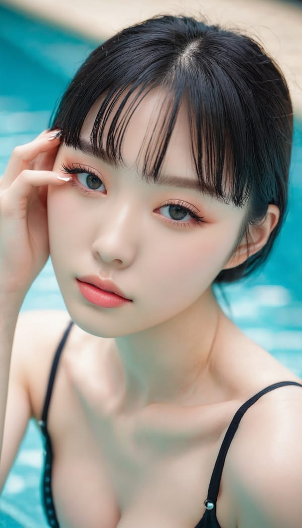 Tags: 21872187, SDXL
{"3": {"inputs": {"seed": 718476387014441, "steps": 64, "cfg": 7.64, "sampler_name": "dpmpp_2m", "scheduler": "karras", "denoise": 1.0, "model": ["27", 0], "positive": ["6", 0], "negative": ["7", 0], "latent_image": ["5", 0]}, "class_type": "KSampler"}, "4": {"inputs": {"ckpt_name": "juggernautxl.safetensors"}, "class_type": "CheckpointLoaderSimple"}, "5": {"inputs": {"width": 768, "height": 1344, "batch_size": 1}, "class_type": "EmptyLatentImage"}, "6": {"inputs": {"text": "20 year old girl, (korean:1.10), (ukrainian:1.05), (pale skin:1.02), (sexy lips:1.04), (idol:0.98), (double eyelids:1.02), (seductive pose:1.07), (detailed face:1.14), (temptress:1.09), (beautiful eyes:1.14), (slim:1.12), (blush:0.96), (eyelashes:1.13), (seductive facial expression:1.02), (in a seductive pose:1.03), (large perky breasts:1.09), (cleavage:1.09), (thigh gap:0.98), (in a swimsuit:0.97) at a pool, (soft lighting:1.01), (portra:1.01), (textured skin:1.03), (detailed skin:1.08), (film:1.07), (skin fuzz:1.05), (natural looking skin:1.09), (RAW:1.04), (candid cinema:1.02)", "clip": ["27", 1]}, "class_type": "CLIPTextEncode"}, "7": {"inputs": {"text": "(watermark:1.07), (worst quality:1.06), (open mouth:1.10), (twisted:1.14), (bad hands:1.07), (low resolution:1.12), (distorted:1.14)", "clip": ["27", 1]}, "class_type": "CLIPTextEncode"}, "8": {"inputs": {"samples": ["3", 0], "vae": ["4", 2]}, "class_type": "VAEDecode"}, "25": {"inputs": {"lora_name": "nudify_xl.safetensors", "strength_model": 0.07, "strength_clip": 0.26, "model": ["4", 0], "clip": ["4", 1]}, "class_type": "LoraLoader"}, "26": {"inputs": {"lora_name": "shirtlift_SDXL_v2.safetensors", "strength_model": 0.07, "strength_clip": 0.01, "model": ["25", 0], "clip": ["25", 1]}, "class_type": "LoraLoader"}, "27": {"inputs": {"lora_name": "PerfectEyesXL.safetensors", "strength_model": 0.07, "strength_clip": 0.14, "model": ["26", 0], "clip": ["26", 1]}, "class_type": "LoraLoader"}, "30": {"inputs": {"model_name": "4x_NMKD-Superscale-SP_178000_G.pth"}, "class_type": "UpscaleModelLoader"}, "31": {"inputs": {"upscale_model": ["30", 0], "image": ["8", 0]}, "class_type": "ImageUpscaleWithModel"}, "32": {"inputs": {"upscale_method": "lanczos", "scale_by": 0.5, "image": ["31", 0]}, "class_type": "ImageScaleBy"}, "33": {"inputs": {"pixels": ["32", 0], "vae": ["4", 2]}, "class_type": "VAEEncode"}, "34": {"inputs": {"seed": 718476387014441, "steps": 64, "cfg": 7.64, "sampler_name": "dpmpp_2m", "scheduler": "karras", "denoise": 0.3, "model": ["27", 0], "positive": ["6", 0], "negative": ["7", 0], "latent_image": ["33", 0]}, "class_type": "KSampler"}, "36": {"inputs": {"samples": ["34", 0], "vae": ["4", 2]}, "class_type": "VAEDecode"}, "39": {"inputs": {"filename_prefix": "comfyapi-1714422482844", "images": ["36", 0]}, "class_type": "SaveImage"}}