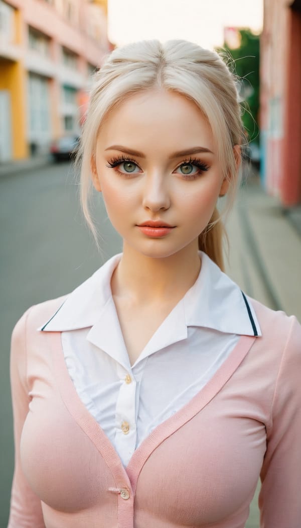 Tags: 21872187, SDXL
{"3": {"inputs": {"seed": 851874774858630, "steps": 64, "cfg": 6.39, "sampler_name": "dpmpp_2m", "scheduler": "karras", "denoise": 1.0, "model": ["27", 0], "positive": ["6", 0], "negative": ["7", 0], "latent_image": ["5", 0]}, "class_type": "KSampler"}, "4": {"inputs": {"ckpt_name": "juggernautxl.safetensors"}, "class_type": "CheckpointLoaderSimple"}, "5": {"inputs": {"width": 768, "height": 1344, "batch_size": 1}, "class_type": "EmptyLatentImage"}, "6": {"inputs": {"text": "25 year old girl, (ukrainian:0.98), (blush:1.04), (eyelashes:1.14), (seductive facial expression:1.12), (idol:1.00), (slim:0.95), (detailed face:1.08), (sexy lips:1.07), (pale skin:1.07), (seductive pose:1.05), (double eyelids:1.05), (beautiful eyes:1.07), (cute:1.10), (temptress:1.09), (in a seductive pose:1.06), (large perky breasts:1.04), (cleavage:1.05), (thigh gap:1.14), (school uniform:1.09), choker, busy street, (skin fuzz:1.08), (natural looking skin:1.04), (RAW:1.02), (detailed skin:1.06), (soft lighting:1.04), (film:1.00), (portra:1.05), (candid cinema:1.09), (textured skin:1.07)", "clip": ["27", 1]}, "class_type": "CLIPTextEncode"}, "7": {"inputs": {"text": "(watermark:1.10), (worst quality:1.12), (open mouth:1.12), (low resolution:1.14), (twisted:1.13), (distorted:1.10), (bad hands:1.08)", "clip": ["27", 1]}, "class_type": "CLIPTextEncode"}, "8": {"inputs": {"samples": ["3", 0], "vae": ["4", 2]}, "class_type": "VAEDecode"}, "25": {"inputs": {"lora_name": "nudify_xl.safetensors", "strength_model": 0.19, "strength_clip": 0.16, "model": ["4", 0], "clip": ["4", 1]}, "class_type": "LoraLoader"}, "26": {"inputs": {"lora_name": "shirtlift_SDXL_v2.safetensors", "strength_model": 0.13, "strength_clip": 0.12, "model": ["25", 0], "clip": ["25", 1]}, "class_type": "LoraLoader"}, "27": {"inputs": {"lora_name": "PerfectEyesXL.safetensors", "strength_model": 0.19, "strength_clip": 0.14, "model": ["26", 0], "clip": ["26", 1]}, "class_type": "LoraLoader"}, "30": {"inputs": {"model_name": "4x_NMKD-Superscale-SP_178000_G.pth"}, "class_type": "UpscaleModelLoader"}, "31": {"inputs": {"upscale_model": ["30", 0], "image": ["8", 0]}, "class_type": "ImageUpscaleWithModel"}, "32": {"inputs": {"upscale_method": "lanczos", "scale_by": 0.5, "image": ["31", 0]}, "class_type": "ImageScaleBy"}, "33": {"inputs": {"pixels": ["32", 0], "vae": ["4", 2]}, "class_type": "VAEEncode"}, "34": {"inputs": {"seed": 851874774858630, "steps": 64, "cfg": 6.39, "sampler_name": "dpmpp_2m", "scheduler": "karras", "denoise": 0.3, "model": ["27", 0], "positive": ["6", 0], "negative": ["7", 0], "latent_image": ["33", 0]}, "class_type": "KSampler"}, "36": {"inputs": {"samples": ["34", 0], "vae": ["4", 2]}, "class_type": "VAEDecode"}, "39": {"inputs": {"filename_prefix": "comfyapi-1711955229734", "images": ["36", 0]}, "class_type": "SaveImage"}}