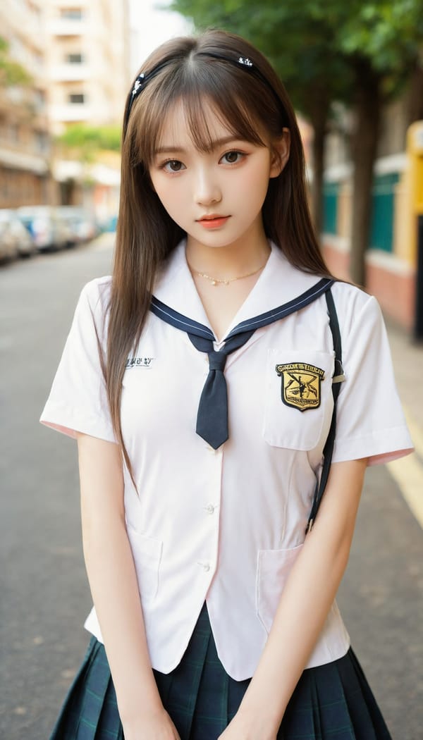 Tags: 21872187, SDXL
{"3": {"inputs": {"seed": 704274191703390, "steps": 32, "cfg": 6.12, "sampler_name": "dpmpp_2m", "scheduler": "karras", "denoise": 1.0, "model": ["27", 0], "positive": ["6", 0], "negative": ["7", 0], "latent_image": ["5", 0]}, "class_type": "KSampler"}, "4": {"inputs": {"ckpt_name": "leosamsHelloworldSDXL_helloworldSDXL32DPO.safetensors"}, "class_type": "CheckpointLoaderSimple"}, "5": {"inputs": {"width": 768, "height": 1344, "batch_size": 1}, "class_type": "EmptyLatentImage"}, "6": {"inputs": {"text": "20 year old girl, (cute:1.14), (seductive pose:0.97), (slim:1.09), (detailed face:1.09), (blush:1.00), (beautiful eyes:1.04), (idol:1.11), (temptress:1.05), (pale skin:1.01), (double eyelids:1.14), (eyelashes:0.99), (seductive facial expression:1.10), (in a seductive pose:1.02), (large perky breasts:1.08), (cleavage:0.96), (thigh gap:0.97), (school uniform:1.13), choker, busy street, (skin fuzz:1.01), (portra:1.04), (soft lighting:1.01), (detailed skin:1.09), (candid cinema:1.06), (natural looking skin:1.05), (film:1.08), (RAW:1.08), (textured skin:1.06)", "clip": ["27", 1]}, "class_type": "CLIPTextEncode"}, "7": {"inputs": {"text": "(watermark:1.06), (low resolution:1.06), (distorted:1.09), (bad hands:1.13), (twisted:1.11), (worst quality:1.08), (open mouth:1.07)", "clip": ["27", 1]}, "class_type": "CLIPTextEncode"}, "8": {"inputs": {"samples": ["3", 0], "vae": ["4", 2]}, "class_type": "VAEDecode"}, "25": {"inputs": {"lora_name": "nudify_xl.safetensors", "strength_model": 0.28, "strength_clip": 0.25, "model": ["4", 0], "clip": ["4", 1]}, "class_type": "LoraLoader"}, "26": {"inputs": {"lora_name": "shirtlift_SDXL_v2.safetensors", "strength_model": 0.03, "strength_clip": 0.04, "model": ["25", 0], "clip": ["25", 1]}, "class_type": "LoraLoader"}, "27": {"inputs": {"lora_name": "PerfectEyesXL.safetensors", "strength_model": 0.0, "strength_clip": 0.13, "model": ["26", 0], "clip": ["26", 1]}, "class_type": "LoraLoader"}, "30": {"inputs": {"model_name": "4x_NMKD-Superscale-SP_178000_G.pth"}, "class_type": "UpscaleModelLoader"}, "31": {"inputs": {"upscale_model": ["30", 0], "image": ["8", 0]}, "class_type": "ImageUpscaleWithModel"}, "32": {"inputs": {"upscale_method": "lanczos", "scale_by": 0.5, "image": ["31", 0]}, "class_type": "ImageScaleBy"}, "33": {"inputs": {"pixels": ["32", 0], "vae": ["4", 2]}, "class_type": "VAEEncode"}, "34": {"inputs": {"seed": 704274191703390, "steps": 32, "cfg": 6.12, "sampler_name": "dpmpp_2m", "scheduler": "karras", "denoise": 0.3, "model": ["27", 0], "positive": ["6", 0], "negative": ["7", 0], "latent_image": ["33", 0]}, "class_type": "KSampler"}, "36": {"inputs": {"samples": ["34", 0], "vae": ["4", 2]}, "class_type": "VAEDecode"}, "39": {"inputs": {"filename_prefix": "comfyapi-1707762861808", "images": ["36", 0]}, "class_type": "SaveImage"}}