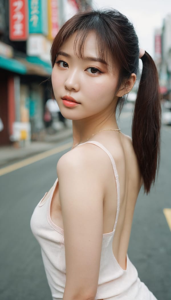 Tags: 21872187, SDXL
{"3": {"inputs": {"seed": 254986314500830, "steps": 64, "cfg": 6.12, "sampler_name": "dpmpp_2m", "scheduler": "karras", "denoise": 1.0, "model": ["27", 0], "positive": ["6", 0], "negative": ["7", 0], "latent_image": ["5", 0]}, "class_type": "KSampler"}, "4": {"inputs": {"ckpt_name": "juggernautxl.safetensors"}, "class_type": "CheckpointLoaderSimple"}, "5": {"inputs": {"width": 768, "height": 1344, "batch_size": 1}, "class_type": "EmptyLatentImage"}, "6": {"inputs": {"text": "27 year old girl, (ukrainian:0.95), (korean:1.00), (cute:1.00), (slim:1.11), (blush:0.98), (idol:0.97), (seductive pose:1.12), (sexy lips:1.03), (double eyelids:1.09), (temptress:1.01), (beautiful eyes:1.03), (seductive facial expression:0.98), (pale skin:1.06), (eyelashes:1.08), (detailed face:1.13), (perky ass:1.05), (exposed ass:1.11), (looking back:1.02), (sexy ass:1.10), (thigh gap:1.02), (white tanktop:1.03), busy street, (textured skin:1.01), (film:1.03), (candid cinema:1.01), (portra:1.02), (detailed skin:1.06), (skin fuzz:1.03), (natural looking skin:1.07), (soft lighting:1.01), (RAW:1.01)", "clip": ["27", 1]}, "class_type": "CLIPTextEncode"}, "7": {"inputs": {"text": "(open mouth:1.11), (watermark:1.09), (bad hands:1.14), (worst quality:1.05), (twisted:1.06), (distorted:1.13), (low resolution:1.05)", "clip": ["27", 1]}, "class_type": "CLIPTextEncode"}, "8": {"inputs": {"samples": ["3", 0], "vae": ["4", 2]}, "class_type": "VAEDecode"}, "25": {"inputs": {"lora_name": "nudify_xl.safetensors", "strength_model": 0.07, "strength_clip": 0.2, "model": ["4", 0], "clip": ["4", 1]}, "class_type": "LoraLoader"}, "26": {"inputs": {"lora_name": "shirtlift_SDXL_v2.safetensors", "strength_model": 0.16, "strength_clip": 0.06, "model": ["25", 0], "clip": ["25", 1]}, "class_type": "LoraLoader"}, "27": {"inputs": {"lora_name": "PerfectEyesXL.safetensors", "strength_model": 0.14, "strength_clip": 0.0, "model": ["26", 0], "clip": ["26", 1]}, "class_type": "LoraLoader"}, "30": {"inputs": {"model_name": "4x_NMKD-Superscale-SP_178000_G.pth"}, "class_type": "UpscaleModelLoader"}, "31": {"inputs": {"upscale_model": ["30", 0], "image": ["8", 0]}, "class_type": "ImageUpscaleWithModel"}, "32": {"inputs": {"upscale_method": "lanczos", "scale_by": 0.5, "image": ["31", 0]}, "class_type": "ImageScaleBy"}, "33": {"inputs": {"pixels": ["32", 0], "vae": ["4", 2]}, "class_type": "VAEEncode"}, "34": {"inputs": {"seed": 254986314500830, "steps": 64, "cfg": 6.12, "sampler_name": "dpmpp_2m", "scheduler": "karras", "denoise": 0.3, "model": ["27", 0], "positive": ["6", 0], "negative": ["7", 0], "latent_image": ["33", 0]}, "class_type": "KSampler"}, "36": {"inputs": {"samples": ["34", 0], "vae": ["4", 2]}, "class_type": "VAEDecode"}, "39": {"inputs": {"filename_prefix": "comfyapi-1735237717166", "images": ["36", 0]}, "class_type": "SaveImage"}}