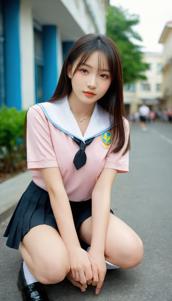 Tags: 21872187, SDXL
{"3": {"inputs": {"seed": 115435823083681, "steps": 32, "cfg": 5.54, "sampler_name": "dpmpp_2m", "scheduler": "karras", "denoise": 1.0, "model": ["27", 0], "positive": ["6", 0], "negative": ["7", 0], "latent_image": ["5", 0]}, "class_type": "KSampler"}, "4": {"inputs": {"ckpt_name": "leosamsHelloworldSDXL_helloworldSDXL32DPO.safetensors"}, "class_type": "CheckpointLoaderSimple"}, "5": {"inputs": {"width": 768, "height": 1344, "batch_size": 1}, "class_type": "EmptyLatentImage"}, "6": {"inputs": {"text": "19 year old girl, (ukrainian:1.10), (taiwanese:1.03), (pale skin:0.97), (double eyelids:1.03), (cute:1.01), (sexy lips:0.95), (seductive pose:1.01), (seductive facial expression:1.06), (detailed face:1.00), (beautiful eyes:0.95), (slim:0.98), (temptress:0.97), (blush:1.10), (in a seductive pose:1.11), (large perky breasts:1.06), (cleavage:1.10), (thigh gap:1.03), (school uniform:1.14), choker, busy street, (soft lighting:1.02), (candid cinema:1.03), (skin fuzz:1.00), (portra:1.08), (film:1.01), (RAW:1.00), (natural looking skin:1.02), (textured skin:1.05), (detailed skin:1.07)", "clip": ["27", 1]}, "class_type": "CLIPTextEncode"}, "7": {"inputs": {"text": "(distorted:1.06), (watermark:1.05), (worst quality:1.05), (bad hands:1.10), (low resolution:1.06), (twisted:1.09), (open mouth:1.05)", "clip": ["27", 1]}, "class_type": "CLIPTextEncode"}, "8": {"inputs": {"samples": ["3", 0], "vae": ["4", 2]}, "class_type": "VAEDecode"}, "25": {"inputs": {"lora_name": "nudify_xl.safetensors", "strength_model": 0.01, "strength_clip": 0.15, "model": ["4", 0], "clip": ["4", 1]}, "class_type": "LoraLoader"}, "26": {"inputs": {"lora_name": "shirtlift_SDXL_v2.safetensors", "strength_model": 0.05, "strength_clip": 0.01, "model": ["25", 0], "clip": ["25", 1]}, "class_type": "LoraLoader"}, "27": {"inputs": {"lora_name": "PerfectEyesXL.safetensors", "strength_model": 0.0, "strength_clip": 0.1, "model": ["26", 0], "clip": ["26", 1]}, "class_type": "LoraLoader"}, "30": {"inputs": {"model_name": "4x_NMKD-Superscale-SP_178000_G.pth"}, "class_type": "UpscaleModelLoader"}, "31": {"inputs": {"upscale_model": ["30", 0], "image": ["8", 0]}, "class_type": "ImageUpscaleWithModel"}, "32": {"inputs": {"upscale_method": "lanczos", "scale_by": 0.5, "image": ["31", 0]}, "class_type": "ImageScaleBy"}, "33": {"inputs": {"pixels": ["32", 0], "vae": ["4", 2]}, "class_type": "VAEEncode"}, "34": {"inputs": {"seed": 115435823083681, "steps": 32, "cfg": 5.54, "sampler_name": "dpmpp_2m", "scheduler": "karras", "denoise": 0.3, "model": ["27", 0], "positive": ["6", 0], "negative": ["7", 0], "latent_image": ["33", 0]}, "class_type": "KSampler"}, "36": {"inputs": {"samples": ["34", 0], "vae": ["4", 2]}, "class_type": "VAEDecode"}, "39": {"inputs": {"filename_prefix": "comfyapi-1707655108085", "images": ["36", 0]}, "class_type": "SaveImage"}}