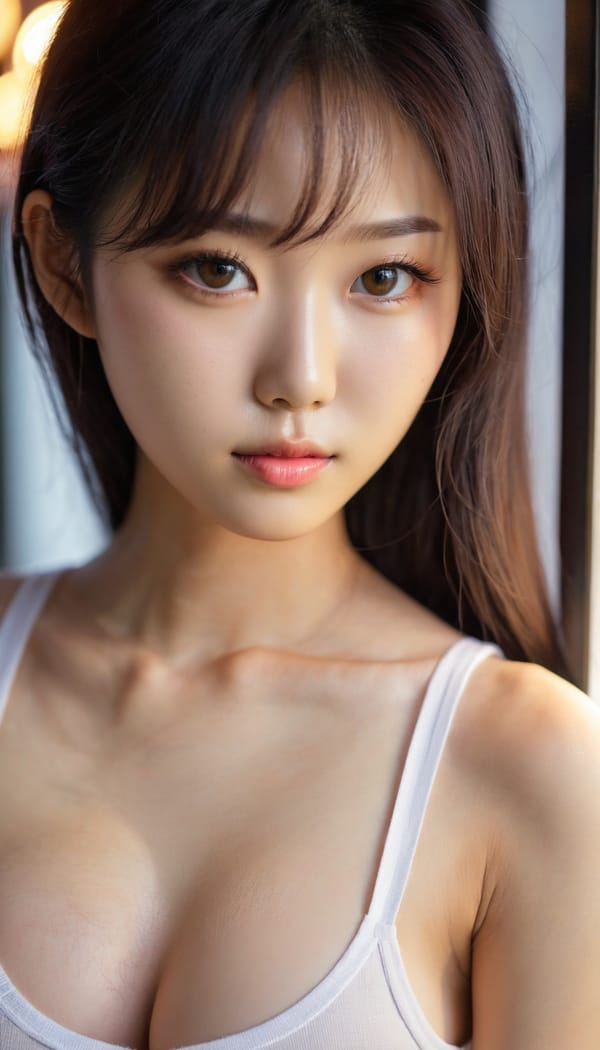 Tags: 21872187, SDXL
{"3": {"inputs": {"seed": 664452943093270, "steps": 32, "cfg": 7.31, "sampler_name": "dpmpp_2m", "scheduler": "karras", "denoise": 1.0, "model": ["27", 0], "positive": ["6", 0], "negative": ["7", 0], "latent_image": ["5", 0]}, "class_type": "KSampler"}, "4": {"inputs": {"ckpt_name": "juggernautxl.safetensors"}, "class_type": "CheckpointLoaderSimple"}, "5": {"inputs": {"width": 768, "height": 1344, "batch_size": 1}, "class_type": "EmptyLatentImage"}, "6": {"inputs": {"text": "23 year old girl, (korean:1.10), (beautiful eyes:1.08), (slim:1.08), (seductive pose:1.14), (cute:0.98), (temptress:0.95), (sexy lips:0.97), (idol:1.13), (double eyelids:0.97), (seductive facial expression:1.07), (blush:1.09), (eyelashes:0.95), (detailed face:1.11), (in a seductive pose:1.02), (large perky breasts:0.97), (cleavage:0.95), (thigh gap:0.95), (white tanktop:1.00), busy street, (soft lighting:1.09), (detailed skin:1.06), (film:1.05), (candid cinema:1.02), (textured skin:1.00), (portra:1.01), (RAW:1.05), (skin fuzz:1.09), (natural looking skin:1.06)", "clip": ["27", 1]}, "class_type": "CLIPTextEncode"}, "7": {"inputs": {"text": "(bad hands:1.06), (watermark:1.07), (low resolution:1.08), (twisted:1.07), (worst quality:1.12), (open mouth:1.13), (distorted:1.07)", "clip": ["27", 1]}, "class_type": "CLIPTextEncode"}, "8": {"inputs": {"samples": ["3", 0], "vae": ["4", 2]}, "class_type": "VAEDecode"}, "25": {"inputs": {"lora_name": "nudify_xl.safetensors", "strength_model": 0.07, "strength_clip": 0.18, "model": ["4", 0], "clip": ["4", 1]}, "class_type": "LoraLoader"}, "26": {"inputs": {"lora_name": "shirtlift_SDXL_v2.safetensors", "strength_model": 0.05, "strength_clip": 0.16, "model": ["25", 0], "clip": ["25", 1]}, "class_type": "LoraLoader"}, "27": {"inputs": {"lora_name": "PerfectEyesXL.safetensors", "strength_model": 0.08, "strength_clip": 0.04, "model": ["26", 0], "clip": ["26", 1]}, "class_type": "LoraLoader"}, "30": {"inputs": {"model_name": "4x_NMKD-Superscale-SP_178000_G.pth"}, "class_type": "UpscaleModelLoader"}, "31": {"inputs": {"upscale_model": ["30", 0], "image": ["8", 0]}, "class_type": "ImageUpscaleWithModel"}, "32": {"inputs": {"upscale_method": "lanczos", "scale_by": 0.5, "image": ["31", 0]}, "class_type": "ImageScaleBy"}, "33": {"inputs": {"pixels": ["32", 0], "vae": ["4", 2]}, "class_type": "VAEEncode"}, "34": {"inputs": {"seed": 664452943093270, "steps": 32, "cfg": 7.31, "sampler_name": "dpmpp_2m", "scheduler": "karras", "denoise": 0.3, "model": ["27", 0], "positive": ["6", 0], "negative": ["7", 0], "latent_image": ["33", 0]}, "class_type": "KSampler"}, "36": {"inputs": {"samples": ["34", 0], "vae": ["4", 2]}, "class_type": "VAEDecode"}, "39": {"inputs": {"filename_prefix": "comfyapi-1726459310115", "images": ["36", 0]}, "class_type": "SaveImage"}}