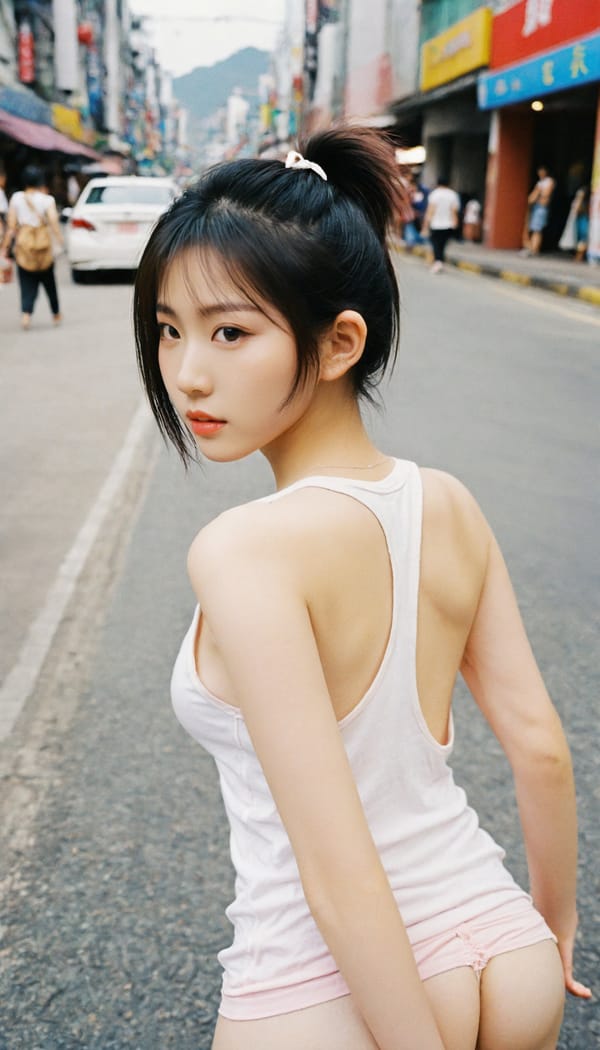 Tags: 21872187, SDXL
{"3": {"inputs": {"seed": 122163797616185, "steps": 64, "cfg": 5.38, "sampler_name": "dpmpp_2m", "scheduler": "karras", "denoise": 1.0, "model": ["27", 0], "positive": ["6", 0], "negative": ["7", 0], "latent_image": ["5", 0]}, "class_type": "KSampler"}, "4": {"inputs": {"ckpt_name": "leosamsHelloworldSDXL_helloworldSDXL32DPO.safetensors"}, "class_type": "CheckpointLoaderSimple"}, "5": {"inputs": {"width": 768, "height": 1344, "batch_size": 1}, "class_type": "EmptyLatentImage"}, "6": {"inputs": {"text": "21 year old girl, (taiwanese:1.03), (blush:1.11), (pale skin:1.06), (seductive facial expression:1.06), (temptress:1.07), (beautiful eyes:0.99), (double eyelids:1.09), (idol:0.95), (cute:0.95), (detailed face:1.08), (seductive pose:1.10), (eyelashes:0.97), (slim:0.97), (sexy lips:1.00), (on all fours:1.05), (spreading ass cheeks:1.06), (from behind:1.06), (backboob:1.13), (white tanktop:1.09), busy street, (portra:1.09), (skin fuzz:1.00), (candid cinema:1.09), (RAW:1.04), (soft lighting:1.04), (detailed skin:1.09), (natural looking skin:1.09), (film:1.09)", "clip": ["27", 1]}, "class_type": "CLIPTextEncode"}, "7": {"inputs": {"text": "(low resolution:1.07), (bad hands:1.08), (open mouth:1.06), (twisted:1.11), (worst quality:1.07), (watermark:1.14)", "clip": ["27", 1]}, "class_type": "CLIPTextEncode"}, "8": {"inputs": {"samples": ["3", 0], "vae": ["4", 2]}, "class_type": "VAEDecode"}, "25": {"inputs": {"lora_name": "nudify_xl.safetensors", "strength_model": 0.04, "strength_clip": 0.08, "model": ["4", 0], "clip": ["4", 1]}, "class_type": "LoraLoader"}, "26": {"inputs": {"lora_name": "shirtlift_SDXL_v2.safetensors", "strength_model": 0.03, "strength_clip": 0.09, "model": ["25", 0], "clip": ["25", 1]}, "class_type": "LoraLoader"}, "27": {"inputs": {"lora_name": "PerfectEyesXL.safetensors", "strength_model": 0.15, "strength_clip": 0.12, "model": ["26", 0], "clip": ["26", 1]}, "class_type": "LoraLoader"}, "30": {"inputs": {"model_name": "4x_NMKD-Superscale-SP_178000_G.pth"}, "class_type": "UpscaleModelLoader"}, "31": {"inputs": {"upscale_model": ["30", 0], "image": ["8", 0]}, "class_type": "ImageUpscaleWithModel"}, "32": {"inputs": {"upscale_method": "lanczos", "scale_by": 0.5, "image": ["31", 0]}, "class_type": "ImageScaleBy"}, "33": {"inputs": {"pixels": ["32", 0], "vae": ["4", 2]}, "class_type": "VAEEncode"}, "34": {"inputs": {"seed": 122163797616185, "steps": 64, "cfg": 5.38, "sampler_name": "dpmpp_2m", "scheduler": "karras", "denoise": 0.3, "model": ["27", 0], "positive": ["6", 0], "negative": ["7", 0], "latent_image": ["33", 0]}, "class_type": "KSampler"}, "36": {"inputs": {"samples": ["34", 0], "vae": ["4", 2]}, "class_type": "VAEDecode"}, "39": {"inputs": {"filename_prefix": "comfyapi-1708140944250", "images": ["36", 0]}, "class_type": "SaveImage"}}