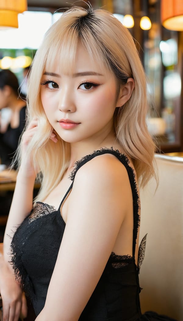 Tags: 21872187, SDXL
{"3": {"inputs": {"seed": 563521301172947, "steps": 64, "cfg": 5.58, "sampler_name": "dpmpp_2m", "scheduler": "karras", "denoise": 1.0, "model": ["27", 0], "positive": ["6", 0], "negative": ["7", 0], "latent_image": ["5", 0]}, "class_type": "KSampler"}, "4": {"inputs": {"ckpt_name": "juggernautxl.safetensors"}, "class_type": "CheckpointLoaderSimple"}, "5": {"inputs": {"width": 768, "height": 1344, "batch_size": 1}, "class_type": "EmptyLatentImage"}, "6": {"inputs": {"text": "20 year old girl, (japanese:1.01), (eyelashes:1.01), (temptress:0.99), (slim:1.12), (pale skin:1.00), (seductive facial expression:0.95), (detailed face:1.05), (seductive pose:1.01), (sexy lips:1.02), (double eyelids:1.05), (blush:1.04), (beautiful eyes:1.09), (idol:1.09), (perky ass:1.01), (exposed ass:1.06), (looking back:1.08), (sexy ass:0.98), (thigh gap:0.99), (wearing a little black dress:1.05) at a fine dining restaurant, (natural looking skin:1.00), (portra:1.06), (film:1.00), (detailed skin:1.01), (candid cinema:1.01), (soft lighting:1.00), (textured skin:1.04), (RAW:1.02), (skin fuzz:1.02)", "clip": ["27", 1]}, "class_type": "CLIPTextEncode"}, "7": {"inputs": {"text": "(distorted:1.05), (open mouth:1.08), (worst quality:1.14), (watermark:1.06), (low resolution:1.07), (twisted:1.14), (bad hands:1.07)", "clip": ["27", 1]}, "class_type": "CLIPTextEncode"}, "8": {"inputs": {"samples": ["3", 0], "vae": ["4", 2]}, "class_type": "VAEDecode"}, "25": {"inputs": {"lora_name": "nudify_xl.safetensors", "strength_model": 0.1, "strength_clip": 0.37, "model": ["4", 0], "clip": ["4", 1]}, "class_type": "LoraLoader"}, "26": {"inputs": {"lora_name": "shirtlift_SDXL_v2.safetensors", "strength_model": 0.14, "strength_clip": 0.15, "model": ["25", 0], "clip": ["25", 1]}, "class_type": "LoraLoader"}, "27": {"inputs": {"lora_name": "PerfectEyesXL.safetensors", "strength_model": 0.07, "strength_clip": 0.17, "model": ["26", 0], "clip": ["26", 1]}, "class_type": "LoraLoader"}, "30": {"inputs": {"model_name": "4x_NMKD-Superscale-SP_178000_G.pth"}, "class_type": "UpscaleModelLoader"}, "31": {"inputs": {"upscale_model": ["30", 0], "image": ["8", 0]}, "class_type": "ImageUpscaleWithModel"}, "32": {"inputs": {"upscale_method": "lanczos", "scale_by": 0.5, "image": ["31", 0]}, "class_type": "ImageScaleBy"}, "33": {"inputs": {"pixels": ["32", 0], "vae": ["4", 2]}, "class_type": "VAEEncode"}, "34": {"inputs": {"seed": 563521301172947, "steps": 64, "cfg": 5.58, "sampler_name": "dpmpp_2m", "scheduler": "karras", "denoise": 0.3, "model": ["27", 0], "positive": ["6", 0], "negative": ["7", 0], "latent_image": ["33", 0]}, "class_type": "KSampler"}, "36": {"inputs": {"samples": ["34", 0], "vae": ["4", 2]}, "class_type": "VAEDecode"}, "39": {"inputs": {"filename_prefix": "comfyapi-1716779049977", "images": ["36", 0]}, "class_type": "SaveImage"}}