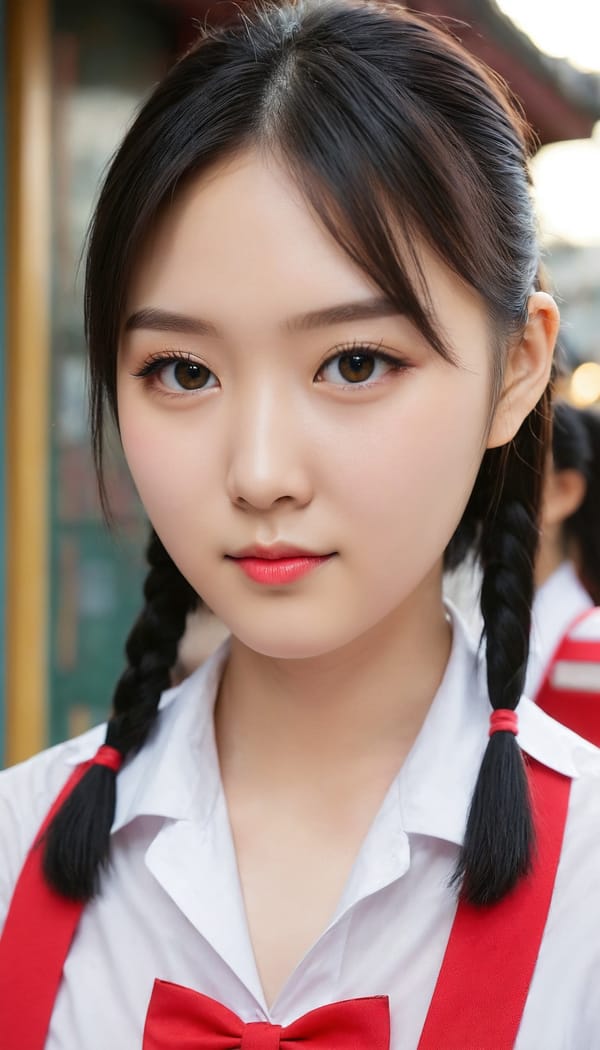 Tags: 21872187, SDXL
{"3": {"inputs": {"seed": 167345101041116, "steps": 32, "cfg": 6.66, "sampler_name": "dpmpp_2m", "scheduler": "karras", "denoise": 1.0, "model": ["27", 0], "positive": ["6", 0], "negative": ["7", 0], "latent_image": ["5", 0]}, "class_type": "KSampler"}, "4": {"inputs": {"ckpt_name": "juggernautXL_v8Rundiffusion.safetensors"}, "class_type": "CheckpointLoaderSimple"}, "5": {"inputs": {"width": 768, "height": 1344, "batch_size": 1}, "class_type": "EmptyLatentImage"}, "6": {"inputs": {"text": "18 year old girl, (chinese:0.98), (taiwanese:1.11), (double eyelids:1.11), (seductive pose:1.01), (eyelashes:1.06), (beautiful eyes:1.12), (cute:1.03), (slim:1.13), (temptress:1.09), (sexy lips:0.98), (pale skin:1.11), (blush:1.08), (idol:0.95), (detailed face:0.95), (seductive facial expression:1.04), (in a seductive pose:0.95), (large perky breasts:1.04), (cleavage:1.06), (thigh gap:1.04), (school uniform:1.07), choker, busy street, (textured skin:1.08), (soft lighting:1.08), (film:1.05), (candid cinema:1.00), (RAW:1.09), (detailed skin:1.01), (portra:1.08), (skin fuzz:1.08), (natural looking skin:1.05)", "clip": ["27", 1]}, "class_type": "CLIPTextEncode"}, "7": {"inputs": {"text": "(low resolution:1.07), (bad hands:1.05), (worst quality:1.06), (watermark:1.12), (distorted:1.05), (twisted:1.08), (open mouth:1.12)", "clip": ["27", 1]}, "class_type": "CLIPTextEncode"}, "8": {"inputs": {"samples": ["3", 0], "vae": ["4", 2]}, "class_type": "VAEDecode"}, "25": {"inputs": {"lora_name": "nudify_xl.safetensors", "strength_model": 0.29, "strength_clip": 0.16, "model": ["4", 0], "clip": ["4", 1]}, "class_type": "LoraLoader"}, "26": {"inputs": {"lora_name": "shirtlift_SDXL_v2.safetensors", "strength_model": 0.12, "strength_clip": 0.02, "model": ["25", 0], "clip": ["25", 1]}, "class_type": "LoraLoader"}, "27": {"inputs": {"lora_name": "PerfectEyesXL.safetensors", "strength_model": 0.04, "strength_clip": 0.14, "model": ["26", 0], "clip": ["26", 1]}, "class_type": "LoraLoader"}, "30": {"inputs": {"model_name": "4x_NMKD-Superscale-SP_178000_G.pth"}, "class_type": "UpscaleModelLoader"}, "31": {"inputs": {"upscale_model": ["30", 0], "image": ["8", 0]}, "class_type": "ImageUpscaleWithModel"}, "32": {"inputs": {"upscale_method": "lanczos", "scale_by": 0.5, "image": ["31", 0]}, "class_type": "ImageScaleBy"}, "33": {"inputs": {"pixels": ["32", 0], "vae": ["4", 2]}, "class_type": "VAEEncode"}, "34": {"inputs": {"seed": 167345101041116, "steps": 32, "cfg": 6.66, "sampler_name": "dpmpp_2m", "scheduler": "karras", "denoise": 0.3, "model": ["27", 0], "positive": ["6", 0], "negative": ["7", 0], "latent_image": ["33", 0]}, "class_type": "KSampler"}, "36": {"inputs": {"samples": ["34", 0], "vae": ["4", 2]}, "class_type": "VAEDecode"}, "39": {"inputs": {"filename_prefix": "comfyapi-1707268267296", "images": ["36", 0]}, "class_type": "SaveImage"}}