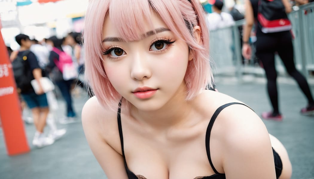 Tags: 21872187, SDXL
{"3": {"inputs": {"seed": 594594286137008, "steps": 64, "cfg": 7.99, "sampler_name": "dpmpp_2m", "scheduler": "karras", "denoise": 1.0, "model": ["27", 0], "positive": ["6", 0], "negative": ["7", 0], "latent_image": ["5", 0]}, "class_type": "KSampler"}, "4": {"inputs": {"ckpt_name": "juggernautxl.safetensors"}, "class_type": "CheckpointLoaderSimple"}, "5": {"inputs": {"width": 1344, "height": 768, "batch_size": 1}, "class_type": "EmptyLatentImage"}, "6": {"inputs": {"text": "18 year old girl, (sexy lips:1.10), (double eyelids:1.07), (detailed face:1.11), (beautiful eyes:1.09), (blush:1.10), (seductive pose:1.05), (slim:1.13), (pale skin:0.98), (eyelashes:1.11), (cute:1.07), (seductive facial expression:1.05), (idol:1.13), (temptress:1.02), (perky ass:0.97), (exposed ass:1.05), (looking back:1.07), (sexy ass:1.07), (thigh gap:1.07), (in a cosplay:1.10) at comiket posing for camera, (textured skin:1.08), (natural looking skin:1.04), (portra:1.03), (RAW:1.07), (film:1.00), (candid cinema:1.04), (skin fuzz:1.04), (soft lighting:1.03), (detailed skin:1.09)", "clip": ["27", 1]}, "class_type": "CLIPTextEncode"}, "7": {"inputs": {"text": "(worst quality:1.13), (bad hands:1.06), (distorted:1.06), (twisted:1.07), (low resolution:1.10), (open mouth:1.06)", "clip": ["27", 1]}, "class_type": "CLIPTextEncode"}, "8": {"inputs": {"samples": ["3", 0], "vae": ["4", 2]}, "class_type": "VAEDecode"}, "25": {"inputs": {"lora_name": "nudify_xl.safetensors", "strength_model": 0.33, "strength_clip": 0.01, "model": ["4", 0], "clip": ["4", 1]}, "class_type": "LoraLoader"}, "26": {"inputs": {"lora_name": "shirtlift_SDXL_v2.safetensors", "strength_model": 0.04, "strength_clip": 0.03, "model": ["25", 0], "clip": ["25", 1]}, "class_type": "LoraLoader"}, "27": {"inputs": {"lora_name": "PerfectEyesXL.safetensors", "strength_model": 0.01, "strength_clip": 0.18, "model": ["26", 0], "clip": ["26", 1]}, "class_type": "LoraLoader"}, "30": {"inputs": {"model_name": "4x_NMKD-Superscale-SP_178000_G.pth"}, "class_type": "UpscaleModelLoader"}, "31": {"inputs": {"upscale_model": ["30", 0], "image": ["8", 0]}, "class_type": "ImageUpscaleWithModel"}, "32": {"inputs": {"upscale_method": "lanczos", "scale_by": 0.5, "image": ["31", 0]}, "class_type": "ImageScaleBy"}, "33": {"inputs": {"pixels": ["32", 0], "vae": ["4", 2]}, "class_type": "VAEEncode"}, "34": {"inputs": {"seed": 594594286137008, "steps": 64, "cfg": 7.99, "sampler_name": "dpmpp_2m", "scheduler": "karras", "denoise": 0.3, "model": ["27", 0], "positive": ["6", 0], "negative": ["7", 0], "latent_image": ["33", 0]}, "class_type": "KSampler"}, "36": {"inputs": {"samples": ["34", 0], "vae": ["4", 2]}, "class_type": "VAEDecode"}, "39": {"inputs": {"filename_prefix": "comfyapi-1718507352372", "images": ["36", 0]}, "class_type": "SaveImage"}}