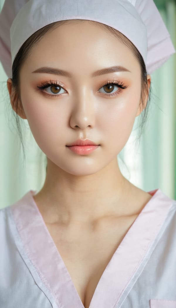 Tags: 21872187, SDXL
{"3": {"inputs": {"seed": 919887363624954, "steps": 64, "cfg": 5.56, "sampler_name": "dpmpp_2m", "scheduler": "karras", "denoise": 1.0, "model": ["27", 0], "positive": ["6", 0], "negative": ["7", 0], "latent_image": ["5", 0]}, "class_type": "KSampler"}, "4": {"inputs": {"ckpt_name": "juggernautxl.safetensors"}, "class_type": "CheckpointLoaderSimple"}, "5": {"inputs": {"width": 768, "height": 1344, "batch_size": 1}, "class_type": "EmptyLatentImage"}, "6": {"inputs": {"text": "19 year old girl, (russian:1.02), (chinese:1.03), (beautiful eyes:1.04), (seductive pose:1.08), (temptress:1.08), (sexy lips:1.03), (cute:1.11), (seductive facial expression:1.03), (detailed face:1.09), (eyelashes:1.13), (slim:1.12), (idol:1.08), (blush:1.03), (pale skin:1.14), (double eyelids:1.13), (in a seductive pose:0.97), (large perky breasts:1.01), (cleavage:1.09), (thigh gap:1.02), (nurse in uniform:1.08) working in a hospital ward, (soft lighting:1.08), (RAW:1.07), (portra:1.09), (detailed skin:1.06), (candid cinema:1.07), (film:1.06), (skin fuzz:1.05), (natural looking skin:1.04)", "clip": ["27", 1]}, "class_type": "CLIPTextEncode"}, "7": {"inputs": {"text": "(low resolution:1.13), (watermark:1.14), (open mouth:1.11), (distorted:1.09), (worst quality:1.14), (twisted:1.10), (bad hands:1.11)", "clip": ["27", 1]}, "class_type": "CLIPTextEncode"}, "8": {"inputs": {"samples": ["3", 0], "vae": ["4", 2]}, "class_type": "VAEDecode"}, "25": {"inputs": {"lora_name": "nudify_xl.safetensors", "strength_model": 0.21, "strength_clip": 0.12, "model": ["4", 0], "clip": ["4", 1]}, "class_type": "LoraLoader"}, "26": {"inputs": {"lora_name": "shirtlift_SDXL_v2.safetensors", "strength_model": 0.1, "strength_clip": 0.15, "model": ["25", 0], "clip": ["25", 1]}, "class_type": "LoraLoader"}, "27": {"inputs": {"lora_name": "PerfectEyesXL.safetensors", "strength_model": 0.17, "strength_clip": 0.02, "model": ["26", 0], "clip": ["26", 1]}, "class_type": "LoraLoader"}, "30": {"inputs": {"model_name": "4x_NMKD-Superscale-SP_178000_G.pth"}, "class_type": "UpscaleModelLoader"}, "31": {"inputs": {"upscale_model": ["30", 0], "image": ["8", 0]}, "class_type": "ImageUpscaleWithModel"}, "32": {"inputs": {"upscale_method": "lanczos", "scale_by": 0.5, "image": ["31", 0]}, "class_type": "ImageScaleBy"}, "33": {"inputs": {"pixels": ["32", 0], "vae": ["4", 2]}, "class_type": "VAEEncode"}, "34": {"inputs": {"seed": 919887363624954, "steps": 64, "cfg": 5.56, "sampler_name": "dpmpp_2m", "scheduler": "karras", "denoise": 0.3, "model": ["27", 0], "positive": ["6", 0], "negative": ["7", 0], "latent_image": ["33", 0]}, "class_type": "KSampler"}, "36": {"inputs": {"samples": ["34", 0], "vae": ["4", 2]}, "class_type": "VAEDecode"}, "39": {"inputs": {"filename_prefix": "comfyapi-1713968966137", "images": ["36", 0]}, "class_type": "SaveImage"}}