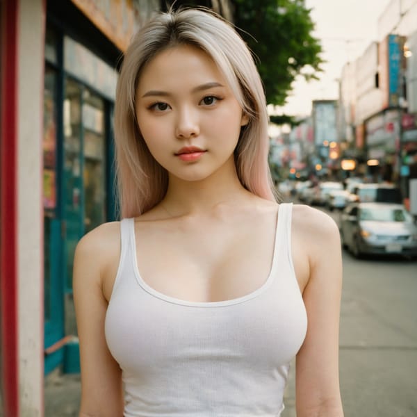 Tags: 21872187, SDXL
{"3": {"inputs": {"seed": 129387635010358, "steps": 64, "cfg": 5.75, "sampler_name": "dpmpp_2m", "scheduler": "karras", "denoise": 1.0, "model": ["27", 0], "positive": ["6", 0], "negative": ["7", 0], "latent_image": ["5", 0]}, "class_type": "KSampler"}, "4": {"inputs": {"ckpt_name": "juggernautxl.safetensors"}, "class_type": "CheckpointLoaderSimple"}, "5": {"inputs": {"width": 1024, "height": 1024, "batch_size": 1}, "class_type": "EmptyLatentImage"}, "6": {"inputs": {"text": "19 year old girl, (ukrainian:1.02), (taiwanese:1.13), (cute:1.14), (blush:1.04), (sexy lips:0.97), (beautiful eyes:1.06), (detailed face:0.96), (temptress:1.02), (seductive facial expression:0.95), (slim:1.14), (eyelashes:0.97), (pale skin:1.04), (idol:1.00), (seductive pose:1.12), (in a seductive pose:1.07), (large perky breasts:1.01), (cleavage:1.10), (thigh gap:1.10), (white tanktop:1.07), busy street, (portra:1.01), (RAW:1.07), (natural looking skin:1.00), (film:1.07), (candid cinema:1.01), (detailed skin:1.09), (soft lighting:1.05), (textured skin:1.07), (skin fuzz:1.03)", "clip": ["27", 1]}, "class_type": "CLIPTextEncode"}, "7": {"inputs": {"text": "(open mouth:1.05), (watermark:1.11), (twisted:1.09), (distorted:1.07), (bad hands:1.07), (worst quality:1.09), (low resolution:1.05)", "clip": ["27", 1]}, "class_type": "CLIPTextEncode"}, "8": {"inputs": {"samples": ["3", 0], "vae": ["4", 2]}, "class_type": "VAEDecode"}, "25": {"inputs": {"lora_name": "nudify_xl.safetensors", "strength_model": 0.39, "strength_clip": 0.29, "model": ["4", 0], "clip": ["4", 1]}, "class_type": "LoraLoader"}, "26": {"inputs": {"lora_name": "shirtlift_SDXL_v2.safetensors", "strength_model": 0.15, "strength_clip": 0.08, "model": ["25", 0], "clip": ["25", 1]}, "class_type": "LoraLoader"}, "27": {"inputs": {"lora_name": "PerfectEyesXL.safetensors", "strength_model": 0.01, "strength_clip": 0.12, "model": ["26", 0], "clip": ["26", 1]}, "class_type": "LoraLoader"}, "30": {"inputs": {"model_name": "4x_NMKD-Superscale-SP_178000_G.pth"}, "class_type": "UpscaleModelLoader"}, "31": {"inputs": {"upscale_model": ["30", 0], "image": ["8", 0]}, "class_type": "ImageUpscaleWithModel"}, "32": {"inputs": {"upscale_method": "lanczos", "scale_by": 0.5, "image": ["31", 0]}, "class_type": "ImageScaleBy"}, "33": {"inputs": {"pixels": ["32", 0], "vae": ["4", 2]}, "class_type": "VAEEncode"}, "34": {"inputs": {"seed": 129387635010358, "steps": 64, "cfg": 5.75, "sampler_name": "dpmpp_2m", "scheduler": "karras", "denoise": 0.3, "model": ["27", 0], "positive": ["6", 0], "negative": ["7", 0], "latent_image": ["33", 0]}, "class_type": "KSampler"}, "36": {"inputs": {"samples": ["34", 0], "vae": ["4", 2]}, "class_type": "VAEDecode"}, "39": {"inputs": {"filename_prefix": "comfyapi-1727054854776", "images": ["36", 0]}, "class_type": "SaveImage"}}