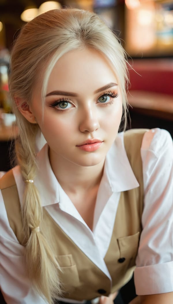 Tags: 21872187, SDXL
{"3": {"inputs": {"seed": 808417255259487, "steps": 64, "cfg": 6.54, "sampler_name": "dpmpp_2m", "scheduler": "karras", "denoise": 1.0, "model": ["27", 0], "positive": ["6", 0], "negative": ["7", 0], "latent_image": ["5", 0]}, "class_type": "KSampler"}, "4": {"inputs": {"ckpt_name": "juggernautxl.safetensors"}, "class_type": "CheckpointLoaderSimple"}, "5": {"inputs": {"width": 768, "height": 1344, "batch_size": 1}, "class_type": "EmptyLatentImage"}, "6": {"inputs": {"text": "23 year old girl, (ukrainian:1.08), (eyelashes:1.08), (beautiful eyes:1.10), (seductive pose:1.05), (detailed face:1.06), (seductive facial expression:1.02), (double eyelids:1.00), (sexy lips:1.10), (pale skin:0.96), (temptress:1.12), (slim:1.12), (idol:0.98), (blush:1.04), (on all fours:1.01), (spreading ass cheeks:0.98), (from behind:0.99), (backboob:1.01), (a waitress in uniform:1.06) working at a restaurant, (natural looking skin:1.04), (textured skin:1.01), (candid cinema:1.02), (film:1.04), (soft lighting:1.04), (portra:1.04), (skin fuzz:1.09), (RAW:1.07), (detailed skin:1.08)", "clip": ["27", 1]}, "class_type": "CLIPTextEncode"}, "7": {"inputs": {"text": "(twisted:1.12), (watermark:1.09), (worst quality:1.06), (open mouth:1.11), (distorted:1.10), (low resolution:1.11), (bad hands:1.05)", "clip": ["27", 1]}, "class_type": "CLIPTextEncode"}, "8": {"inputs": {"samples": ["3", 0], "vae": ["4", 2]}, "class_type": "VAEDecode"}, "25": {"inputs": {"lora_name": "nudify_xl.safetensors", "strength_model": 0.18, "strength_clip": 0.22, "model": ["4", 0], "clip": ["4", 1]}, "class_type": "LoraLoader"}, "26": {"inputs": {"lora_name": "shirtlift_SDXL_v2.safetensors", "strength_model": 0.1, "strength_clip": 0.08, "model": ["25", 0], "clip": ["25", 1]}, "class_type": "LoraLoader"}, "27": {"inputs": {"lora_name": "PerfectEyesXL.safetensors", "strength_model": 0.03, "strength_clip": 0.0, "model": ["26", 0], "clip": ["26", 1]}, "class_type": "LoraLoader"}, "30": {"inputs": {"model_name": "4x_NMKD-Superscale-SP_178000_G.pth"}, "class_type": "UpscaleModelLoader"}, "31": {"inputs": {"upscale_model": ["30", 0], "image": ["8", 0]}, "class_type": "ImageUpscaleWithModel"}, "32": {"inputs": {"upscale_method": "lanczos", "scale_by": 0.5, "image": ["31", 0]}, "class_type": "ImageScaleBy"}, "33": {"inputs": {"pixels": ["32", 0], "vae": ["4", 2]}, "class_type": "VAEEncode"}, "34": {"inputs": {"seed": 808417255259487, "steps": 64, "cfg": 6.54, "sampler_name": "dpmpp_2m", "scheduler": "karras", "denoise": 0.3, "model": ["27", 0], "positive": ["6", 0], "negative": ["7", 0], "latent_image": ["33", 0]}, "class_type": "KSampler"}, "36": {"inputs": {"samples": ["34", 0], "vae": ["4", 2]}, "class_type": "VAEDecode"}, "39": {"inputs": {"filename_prefix": "comfyapi-1731111282293", "images": ["36", 0]}, "class_type": "SaveImage"}}