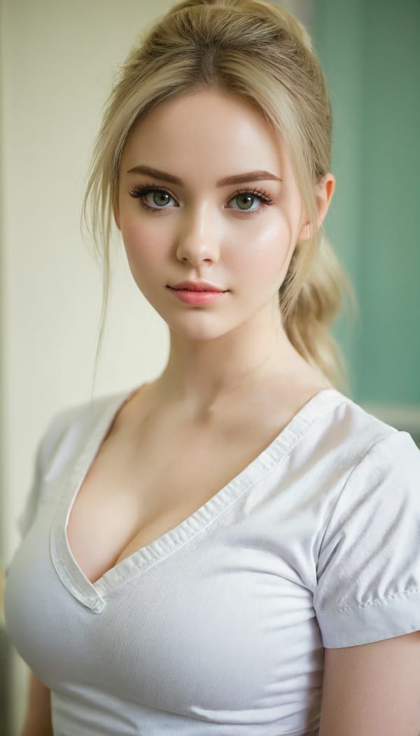 Tags: 21872187, SDXL
{"3": {"inputs": {"seed": 538959557782225, "steps": 32, "cfg": 6.26, "sampler_name": "dpmpp_2m", "scheduler": "karras", "denoise": 1.0, "model": ["27", 0], "positive": ["6", 0], "negative": ["7", 0], "latent_image": ["5", 0]}, "class_type": "KSampler"}, "4": {"inputs": {"ckpt_name": "juggernautxl.safetensors"}, "class_type": "CheckpointLoaderSimple"}, "5": {"inputs": {"width": 768, "height": 1344, "batch_size": 1}, "class_type": "EmptyLatentImage"}, "6": {"inputs": {"text": "21 year old girl, (seductive facial expression:1.03), (idol:0.95), (beautiful eyes:1.11), (temptress:1.08), (sexy lips:0.95), (slim:1.08), (detailed face:0.95), (cute:0.99), (eyelashes:1.12), (blush:0.95), (pale skin:1.06), (seductive pose:0.99), (in a seductive pose:1.06), (large perky breasts:1.03), (cleavage:1.13), (thigh gap:1.06), (nurse in uniform:1.06) working in a hospital ward, (soft lighting:1.09), (detailed skin:1.05), (skin fuzz:1.07), (textured skin:1.05), (candid cinema:1.05), (film:1.05), (natural looking skin:1.01), (portra:1.04), (RAW:1.03)", "clip": ["27", 1]}, "class_type": "CLIPTextEncode"}, "7": {"inputs": {"text": "(open mouth:1.08), (bad hands:1.11), (low resolution:1.11), (twisted:1.13), (watermark:1.13), (worst quality:1.06), (distorted:1.14)", "clip": ["27", 1]}, "class_type": "CLIPTextEncode"}, "8": {"inputs": {"samples": ["3", 0], "vae": ["4", 2]}, "class_type": "VAEDecode"}, "25": {"inputs": {"lora_name": "nudify_xl.safetensors", "strength_model": 0.3, "strength_clip": 0.38, "model": ["4", 0], "clip": ["4", 1]}, "class_type": "LoraLoader"}, "26": {"inputs": {"lora_name": "shirtlift_SDXL_v2.safetensors", "strength_model": 0.17, "strength_clip": 0.09, "model": ["25", 0], "clip": ["25", 1]}, "class_type": "LoraLoader"}, "27": {"inputs": {"lora_name": "PerfectEyesXL.safetensors", "strength_model": 0.0, "strength_clip": 0.18, "model": ["26", 0], "clip": ["26", 1]}, "class_type": "LoraLoader"}, "30": {"inputs": {"model_name": "4x_NMKD-Superscale-SP_178000_G.pth"}, "class_type": "UpscaleModelLoader"}, "31": {"inputs": {"upscale_model": ["30", 0], "image": ["8", 0]}, "class_type": "ImageUpscaleWithModel"}, "32": {"inputs": {"upscale_method": "lanczos", "scale_by": 0.5, "image": ["31", 0]}, "class_type": "ImageScaleBy"}, "33": {"inputs": {"pixels": ["32", 0], "vae": ["4", 2]}, "class_type": "VAEEncode"}, "34": {"inputs": {"seed": 538959557782225, "steps": 32, "cfg": 6.26, "sampler_name": "dpmpp_2m", "scheduler": "karras", "denoise": 0.3, "model": ["27", 0], "positive": ["6", 0], "negative": ["7", 0], "latent_image": ["33", 0]}, "class_type": "KSampler"}, "36": {"inputs": {"samples": ["34", 0], "vae": ["4", 2]}, "class_type": "VAEDecode"}, "39": {"inputs": {"filename_prefix": "comfyapi-1734570429657", "images": ["36", 0]}, "class_type": "SaveImage"}}