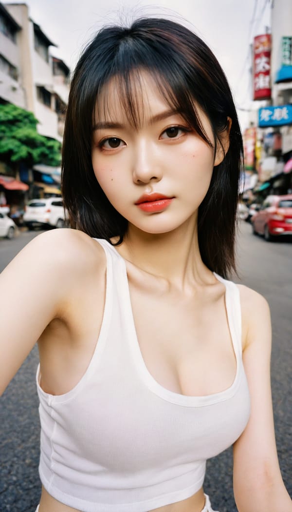 Tags: 21872187, SDXL
{"3": {"inputs": {"seed": 107903279769161, "steps": 32, "cfg": 7.14, "sampler_name": "dpmpp_2m", "scheduler": "karras", "denoise": 1.0, "model": ["27", 0], "positive": ["6", 0], "negative": ["7", 0], "latent_image": ["5", 0]}, "class_type": "KSampler"}, "4": {"inputs": {"ckpt_name": "helloworldxl.safetensors"}, "class_type": "CheckpointLoaderSimple"}, "5": {"inputs": {"width": 768, "height": 1344, "batch_size": 1}, "class_type": "EmptyLatentImage"}, "6": {"inputs": {"text": "22 year old girl, (taiwanese:1.04), (pale skin:1.00), (temptress:1.09), (beautiful eyes:1.01), (double eyelids:0.99), (blush:1.14), (sexy lips:1.07), (detailed face:1.04), (idol:1.13), (eyelashes:1.00), (seductive facial expression:1.06), (cute:1.00), (slim:1.12), (seductive pose:1.11), (in a seductive pose:1.01), (large perky breasts:0.97), (cleavage:1.02), (thigh gap:0.96), (white tanktop:1.14), busy street, (textured skin:1.09), (detailed skin:1.07), (portra:1.03), (natural looking skin:1.08), (candid cinema:1.01), (RAW:1.09), (skin fuzz:1.05), (soft lighting:1.06), (film:1.09)", "clip": ["27", 1]}, "class_type": "CLIPTextEncode"}, "7": {"inputs": {"text": "(open mouth:1.13), (worst quality:1.10), (low resolution:1.12), (twisted:1.10), (bad hands:1.11), (watermark:1.11)", "clip": ["27", 1]}, "class_type": "CLIPTextEncode"}, "8": {"inputs": {"samples": ["3", 0], "vae": ["4", 2]}, "class_type": "VAEDecode"}, "25": {"inputs": {"lora_name": "nudify_xl.safetensors", "strength_model": 0.14, "strength_clip": 0.16, "model": ["4", 0], "clip": ["4", 1]}, "class_type": "LoraLoader"}, "26": {"inputs": {"lora_name": "shirtlift_SDXL_v2.safetensors", "strength_model": 0.14, "strength_clip": 0.19, "model": ["25", 0], "clip": ["25", 1]}, "class_type": "LoraLoader"}, "27": {"inputs": {"lora_name": "PerfectEyesXL.safetensors", "strength_model": 0.05, "strength_clip": 0.07, "model": ["26", 0], "clip": ["26", 1]}, "class_type": "LoraLoader"}, "30": {"inputs": {"model_name": "4x_NMKD-Superscale-SP_178000_G.pth"}, "class_type": "UpscaleModelLoader"}, "31": {"inputs": {"upscale_model": ["30", 0], "image": ["8", 0]}, "class_type": "ImageUpscaleWithModel"}, "32": {"inputs": {"upscale_method": "lanczos", "scale_by": 0.5, "image": ["31", 0]}, "class_type": "ImageScaleBy"}, "33": {"inputs": {"pixels": ["32", 0], "vae": ["4", 2]}, "class_type": "VAEEncode"}, "34": {"inputs": {"seed": 107903279769161, "steps": 32, "cfg": 7.14, "sampler_name": "dpmpp_2m", "scheduler": "karras", "denoise": 0.3, "model": ["27", 0], "positive": ["6", 0], "negative": ["7", 0], "latent_image": ["33", 0]}, "class_type": "KSampler"}, "36": {"inputs": {"samples": ["34", 0], "vae": ["4", 2]}, "class_type": "VAEDecode"}, "39": {"inputs": {"filename_prefix": "comfyapi-1725406238003", "images": ["36", 0]}, "class_type": "SaveImage"}}