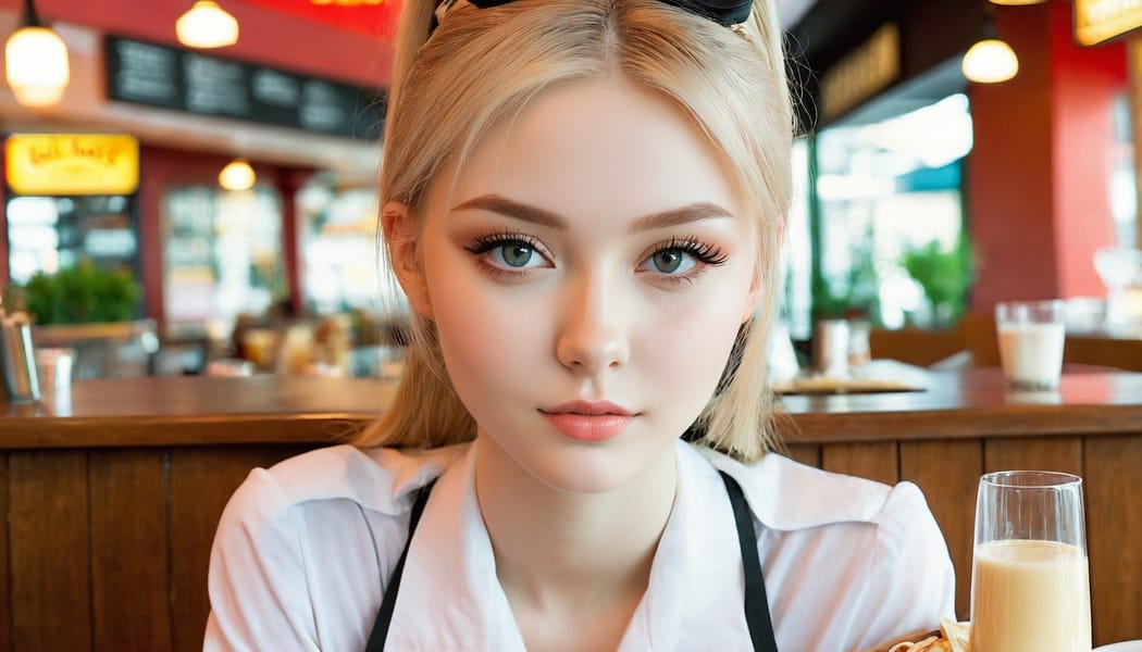 Tags: 21872187, SDXL
{"3": {"inputs": {"seed": 991560144055339, "steps": 64, "cfg": 7.47, "sampler_name": "dpmpp_2m", "scheduler": "karras", "denoise": 1.0, "model": ["27", 0], "positive": ["6", 0], "negative": ["7", 0], "latent_image": ["5", 0]}, "class_type": "KSampler"}, "4": {"inputs": {"ckpt_name": "juggernautxl.safetensors"}, "class_type": "CheckpointLoaderSimple"}, "5": {"inputs": {"width": 1344, "height": 768, "batch_size": 1}, "class_type": "EmptyLatentImage"}, "6": {"inputs": {"text": "19 year old girl, (irish:1.07), (ukrainian:1.01), (seductive pose:1.14), (double eyelids:1.10), (pale skin:1.02), (sexy lips:1.04), (blush:1.04), (eyelashes:1.00), (cute:1.12), (temptress:1.13), (seductive facial expression:1.14), (idol:1.11), (slim:1.06), (beautiful eyes:0.96), (detailed face:1.09), (in a seductive pose:1.09), (large perky breasts:1.06), (cleavage:0.99), (thigh gap:1.13), (a waitress in uniform:1.13) working at a restaurant, (textured skin:1.01), (soft lighting:1.09), (candid cinema:1.08), (natural looking skin:1.07), (RAW:1.02), (skin fuzz:1.01), (detailed skin:1.01), (film:1.08), (portra:1.05)", "clip": ["27", 1]}, "class_type": "CLIPTextEncode"}, "7": {"inputs": {"text": "(distorted:1.05), (twisted:1.07), (worst quality:1.06), (low resolution:1.12), (open mouth:1.05), (watermark:1.07), (bad hands:1.12)", "clip": ["27", 1]}, "class_type": "CLIPTextEncode"}, "8": {"inputs": {"samples": ["3", 0], "vae": ["4", 2]}, "class_type": "VAEDecode"}, "25": {"inputs": {"lora_name": "nudify_xl.safetensors", "strength_model": 0.37, "strength_clip": 0.12, "model": ["4", 0], "clip": ["4", 1]}, "class_type": "LoraLoader"}, "26": {"inputs": {"lora_name": "shirtlift_SDXL_v2.safetensors", "strength_model": 0.07, "strength_clip": 0.11, "model": ["25", 0], "clip": ["25", 1]}, "class_type": "LoraLoader"}, "27": {"inputs": {"lora_name": "PerfectEyesXL.safetensors", "strength_model": 0.02, "strength_clip": 0.04, "model": ["26", 0], "clip": ["26", 1]}, "class_type": "LoraLoader"}, "30": {"inputs": {"model_name": "4x_NMKD-Superscale-SP_178000_G.pth"}, "class_type": "UpscaleModelLoader"}, "31": {"inputs": {"upscale_model": ["30", 0], "image": ["8", 0]}, "class_type": "ImageUpscaleWithModel"}, "32": {"inputs": {"upscale_method": "lanczos", "scale_by": 0.5, "image": ["31", 0]}, "class_type": "ImageScaleBy"}, "33": {"inputs": {"pixels": ["32", 0], "vae": ["4", 2]}, "class_type": "VAEEncode"}, "34": {"inputs": {"seed": 991560144055339, "steps": 64, "cfg": 7.47, "sampler_name": "dpmpp_2m", "scheduler": "karras", "denoise": 0.3, "model": ["27", 0], "positive": ["6", 0], "negative": ["7", 0], "latent_image": ["33", 0]}, "class_type": "KSampler"}, "36": {"inputs": {"samples": ["34", 0], "vae": ["4", 2]}, "class_type": "VAEDecode"}, "39": {"inputs": {"filename_prefix": "comfyapi-1715181290175", "images": ["36", 0]}, "class_type": "SaveImage"}}