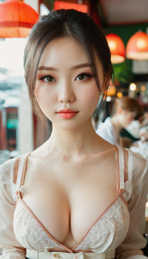 Tags: 21872187, SDXL
{"3": {"inputs": {"seed": 939916839444187, "steps": 32, "cfg": 6.1, "sampler_name": "dpmpp_2m", "scheduler": "karras", "denoise": 1.0, "model": ["27", 0], "positive": ["6", 0], "negative": ["7", 0], "latent_image": ["5", 0]}, "class_type": "KSampler"}, "4": {"inputs": {"ckpt_name": "juggernautxl.safetensors"}, "class_type": "CheckpointLoaderSimple"}, "5": {"inputs": {"width": 768, "height": 1344, "batch_size": 1}, "class_type": "EmptyLatentImage"}, "6": {"inputs": {"text": "25 year old girl, (irish:1.07), (ukrainian:1.04), (chinese:1.07), (cute:1.00), (seductive pose:1.04), (idol:1.13), (sexy lips:1.13), (detailed face:1.08), (eyelashes:1.13), (double eyelids:1.12), (beautiful eyes:1.08), (pale skin:1.12), (blush:1.01), (temptress:1.11), (in a seductive pose:1.02), (large perky breasts:0.96), (cleavage:0.98), (thigh gap:1.04), (a waitress in uniform:1.03) working at a restaurant, (skin fuzz:1.06), (soft lighting:1.04), (RAW:1.00), (textured skin:1.03), (candid cinema:1.04), (detailed skin:1.07), (natural looking skin:1.05), (portra:1.03), (film:1.07)", "clip": ["27", 1]}, "class_type": "CLIPTextEncode"}, "7": {"inputs": {"text": "(twisted:1.09), (watermark:1.06), (bad hands:1.10), (distorted:1.13), (open mouth:1.08), (low resolution:1.05), (worst quality:1.07)", "clip": ["27", 1]}, "class_type": "CLIPTextEncode"}, "8": {"inputs": {"samples": ["3", 0], "vae": ["4", 2]}, "class_type": "VAEDecode"}, "25": {"inputs": {"lora_name": "nudify_xl.safetensors", "strength_model": 0.24, "strength_clip": 0.25, "model": ["4", 0], "clip": ["4", 1]}, "class_type": "LoraLoader"}, "26": {"inputs": {"lora_name": "shirtlift_SDXL_v2.safetensors", "strength_model": 0.0, "strength_clip": 0.07, "model": ["25", 0], "clip": ["25", 1]}, "class_type": "LoraLoader"}, "27": {"inputs": {"lora_name": "PerfectEyesXL.safetensors", "strength_model": 0.08, "strength_clip": 0.06, "model": ["26", 0], "clip": ["26", 1]}, "class_type": "LoraLoader"}, "30": {"inputs": {"model_name": "4x_NMKD-Superscale-SP_178000_G.pth"}, "class_type": "UpscaleModelLoader"}, "31": {"inputs": {"upscale_model": ["30", 0], "image": ["8", 0]}, "class_type": "ImageUpscaleWithModel"}, "32": {"inputs": {"upscale_method": "lanczos", "scale_by": 0.5, "image": ["31", 0]}, "class_type": "ImageScaleBy"}, "33": {"inputs": {"pixels": ["32", 0], "vae": ["4", 2]}, "class_type": "VAEEncode"}, "34": {"inputs": {"seed": 939916839444187, "steps": 32, "cfg": 6.1, "sampler_name": "dpmpp_2m", "scheduler": "karras", "denoise": 0.3, "model": ["27", 0], "positive": ["6", 0], "negative": ["7", 0], "latent_image": ["33", 0]}, "class_type": "KSampler"}, "36": {"inputs": {"samples": ["34", 0], "vae": ["4", 2]}, "class_type": "VAEDecode"}, "39": {"inputs": {"filename_prefix": "comfyapi-1712914126029", "images": ["36", 0]}, "class_type": "SaveImage"}}