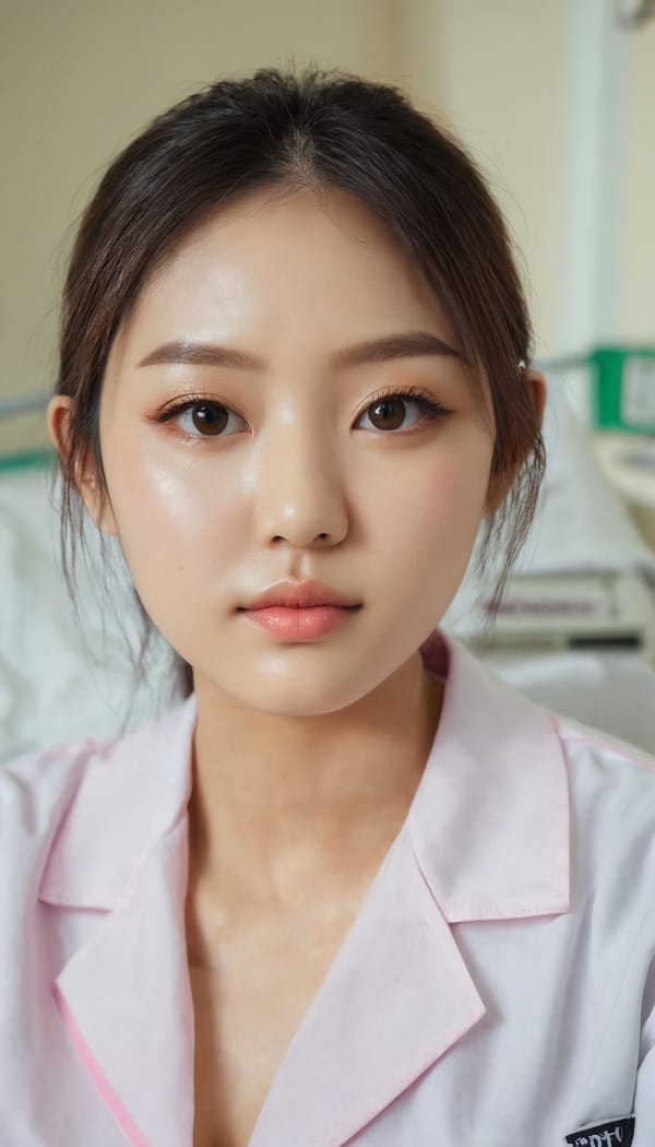 Tags: 21872187, SDXL
{"3": {"inputs": {"seed": 966717047958989, "steps": 32, "cfg": 5.53, "sampler_name": "dpmpp_2m", "scheduler": "karras", "denoise": 1.0, "model": ["27", 0], "positive": ["6", 0], "negative": ["7", 0], "latent_image": ["5", 0]}, "class_type": "KSampler"}, "4": {"inputs": {"ckpt_name": "juggernautxl.safetensors"}, "class_type": "CheckpointLoaderSimple"}, "5": {"inputs": {"width": 768, "height": 1344, "batch_size": 1}, "class_type": "EmptyLatentImage"}, "6": {"inputs": {"text": "23 year old girl, (eyelashes:1.03), (seductive facial expression:1.02), (double eyelids:1.12), (sexy lips:1.09), (detailed face:1.08), (seductive pose:0.96), (cute:1.10), (idol:0.98), (temptress:1.11), (slim:0.98), (beautiful eyes:1.09), (in a seductive pose:0.95), (large perky breasts:1.02), (cleavage:1.01), (thigh gap:0.98), (nurse in uniform:1.09) working in a hospital ward, (textured skin:1.02), (candid cinema:1.00), (film:1.08), (natural looking skin:1.08), (detailed skin:1.07), (RAW:1.06), (portra:1.04), (soft lighting:1.07), (skin fuzz:1.08)", "clip": ["27", 1]}, "class_type": "CLIPTextEncode"}, "7": {"inputs": {"text": "(bad hands:1.07), (open mouth:1.08), (worst quality:1.08), (watermark:1.14), (twisted:1.09), (low resolution:1.10), (distorted:1.05)", "clip": ["27", 1]}, "class_type": "CLIPTextEncode"}, "8": {"inputs": {"samples": ["3", 0], "vae": ["4", 2]}, "class_type": "VAEDecode"}, "25": {"inputs": {"lora_name": "nudify_xl.safetensors", "strength_model": 0.05, "strength_clip": 0.06, "model": ["4", 0], "clip": ["4", 1]}, "class_type": "LoraLoader"}, "26": {"inputs": {"lora_name": "shirtlift_SDXL_v2.safetensors", "strength_model": 0.03, "strength_clip": 0.02, "model": ["25", 0], "clip": ["25", 1]}, "class_type": "LoraLoader"}, "27": {"inputs": {"lora_name": "PerfectEyesXL.safetensors", "strength_model": 0.06, "strength_clip": 0.15, "model": ["26", 0], "clip": ["26", 1]}, "class_type": "LoraLoader"}, "30": {"inputs": {"model_name": "4x_NMKD-Superscale-SP_178000_G.pth"}, "class_type": "UpscaleModelLoader"}, "31": {"inputs": {"upscale_model": ["30", 0], "image": ["8", 0]}, "class_type": "ImageUpscaleWithModel"}, "32": {"inputs": {"upscale_method": "lanczos", "scale_by": 0.5, "image": ["31", 0]}, "class_type": "ImageScaleBy"}, "33": {"inputs": {"pixels": ["32", 0], "vae": ["4", 2]}, "class_type": "VAEEncode"}, "34": {"inputs": {"seed": 966717047958989, "steps": 32, "cfg": 5.53, "sampler_name": "dpmpp_2m", "scheduler": "karras", "denoise": 0.3, "model": ["27", 0], "positive": ["6", 0], "negative": ["7", 0], "latent_image": ["33", 0]}, "class_type": "KSampler"}, "36": {"inputs": {"samples": ["34", 0], "vae": ["4", 2]}, "class_type": "VAEDecode"}, "39": {"inputs": {"filename_prefix": "comfyapi-1731580105188", "images": ["36", 0]}, "class_type": "SaveImage"}}