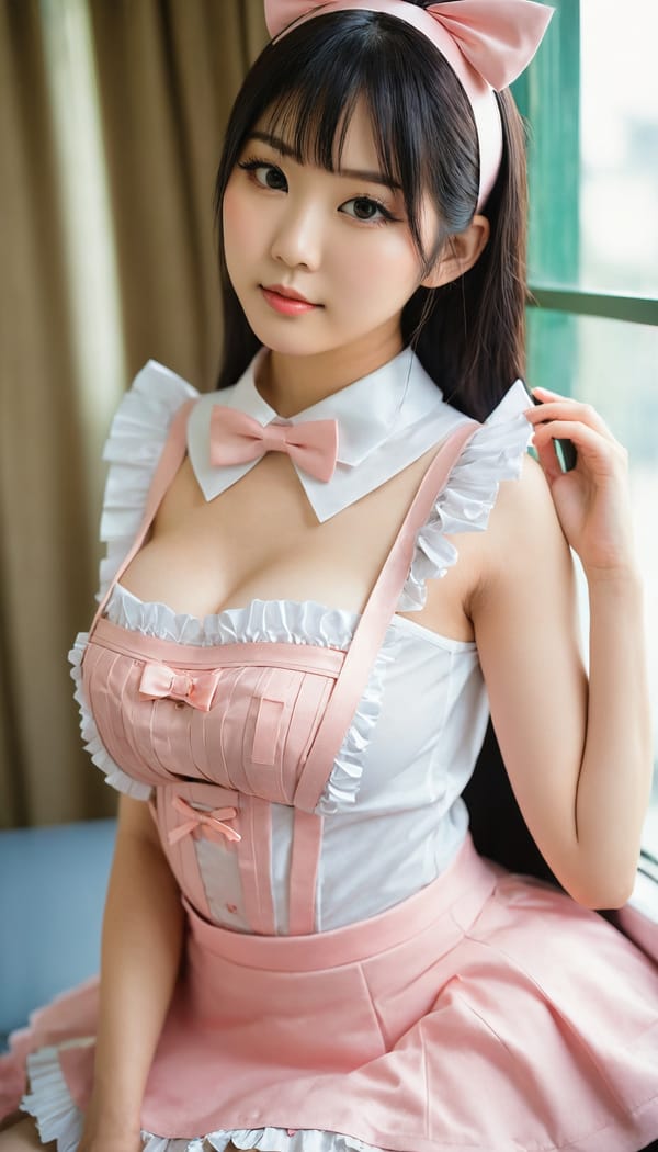 Tags: 21872187, SDXL
{"3": {"inputs": {"seed": 627445308375138, "steps": 64, "cfg": 6.88, "sampler_name": "dpmpp_2m", "scheduler": "karras", "denoise": 1.0, "model": ["27", 0], "positive": ["6", 0], "negative": ["7", 0], "latent_image": ["5", 0]}, "class_type": "KSampler"}, "4": {"inputs": {"ckpt_name": "juggernautxl.safetensors"}, "class_type": "CheckpointLoaderSimple"}, "5": {"inputs": {"width": 768, "height": 1344, "batch_size": 1}, "class_type": "EmptyLatentImage"}, "6": {"inputs": {"text": "28 year old girl, (japanese:1.11), (korean:0.99), (slim:1.03), (seductive pose:0.98), (seductive facial expression:1.14), (sexy lips:1.14), (beautiful eyes:1.07), (detailed face:1.06), (temptress:0.95), (cute:0.98), (blush:1.11), (pale skin:0.99), (idol:0.96), (eyelashes:1.06), (in a seductive pose:0.97), (large perky breasts:1.02), (cleavage:1.01), (thigh gap:0.98), in a (skimpy maid costume:1.08) working at a maid cafe, choker, bowtie, headband, pleated skirt, (detailed skin:1.04), (film:1.00), (textured skin:1.05), (candid cinema:1.03), (portra:1.00), (RAW:1.06), (natural looking skin:1.05), (soft lighting:1.02), (skin fuzz:1.05)", "clip": ["27", 1]}, "class_type": "CLIPTextEncode"}, "7": {"inputs": {"text": "(bad hands:1.07), (twisted:1.14), (watermark:1.07), (worst quality:1.05), (open mouth:1.14), (distorted:1.12), (low resolution:1.06)", "clip": ["27", 1]}, "class_type": "CLIPTextEncode"}, "8": {"inputs": {"samples": ["3", 0], "vae": ["4", 2]}, "class_type": "VAEDecode"}, "25": {"inputs": {"lora_name": "nudify_xl.safetensors", "strength_model": 0.11, "strength_clip": 0.35, "model": ["4", 0], "clip": ["4", 1]}, "class_type": "LoraLoader"}, "26": {"inputs": {"lora_name": "shirtlift_SDXL_v2.safetensors", "strength_model": 0.03, "strength_clip": 0.17, "model": ["25", 0], "clip": ["25", 1]}, "class_type": "LoraLoader"}, "27": {"inputs": {"lora_name": "PerfectEyesXL.safetensors", "strength_model": 0.19, "strength_clip": 0.06, "model": ["26", 0], "clip": ["26", 1]}, "class_type": "LoraLoader"}, "30": {"inputs": {"model_name": "4x_NMKD-Superscale-SP_178000_G.pth"}, "class_type": "UpscaleModelLoader"}, "31": {"inputs": {"upscale_model": ["30", 0], "image": ["8", 0]}, "class_type": "ImageUpscaleWithModel"}, "32": {"inputs": {"upscale_method": "lanczos", "scale_by": 0.5, "image": ["31", 0]}, "class_type": "ImageScaleBy"}, "33": {"inputs": {"pixels": ["32", 0], "vae": ["4", 2]}, "class_type": "VAEEncode"}, "34": {"inputs": {"seed": 627445308375138, "steps": 64, "cfg": 6.88, "sampler_name": "dpmpp_2m", "scheduler": "karras", "denoise": 0.3, "model": ["27", 0], "positive": ["6", 0], "negative": ["7", 0], "latent_image": ["33", 0]}, "class_type": "KSampler"}, "36": {"inputs": {"samples": ["34", 0], "vae": ["4", 2]}, "class_type": "VAEDecode"}, "39": {"inputs": {"filename_prefix": "comfyapi-1713256103756", "images": ["36", 0]}, "class_type": "SaveImage"}}