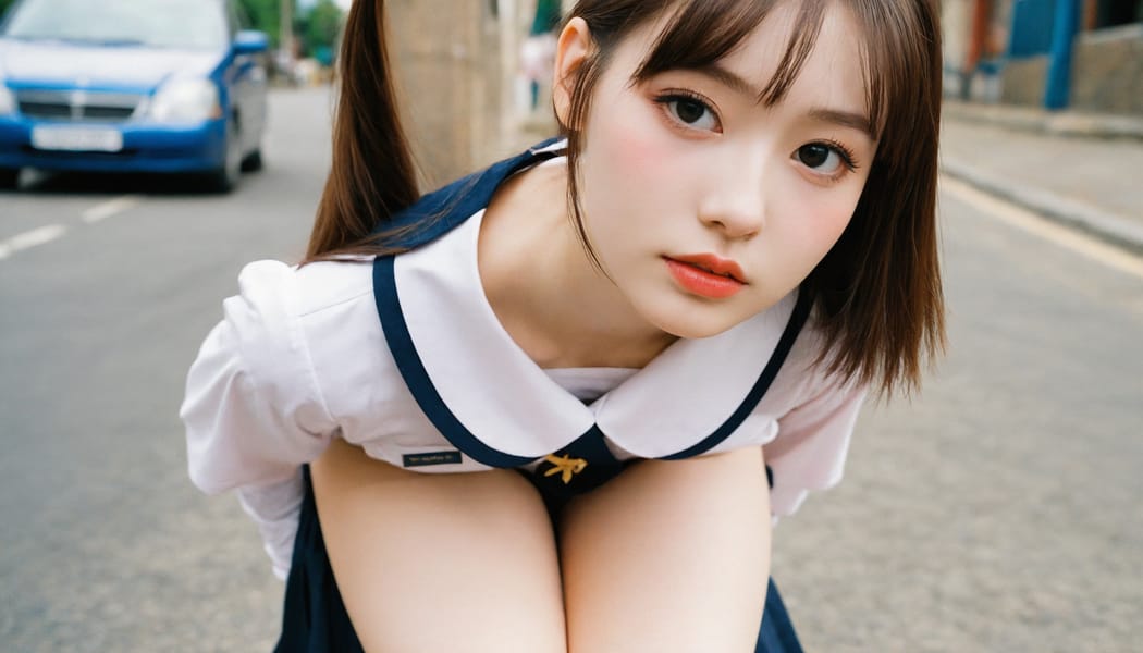 Tags: 21872187, SDXL
{"3": {"inputs": {"seed": 306820163135274, "steps": 64, "cfg": 5.87, "sampler_name": "dpmpp_2m", "scheduler": "karras", "denoise": 1.0, "model": ["27", 0], "positive": ["6", 0], "negative": ["7", 0], "latent_image": ["5", 0]}, "class_type": "KSampler"}, "4": {"inputs": {"ckpt_name": "helloworldxl.safetensors"}, "class_type": "CheckpointLoaderSimple"}, "5": {"inputs": {"width": 1344, "height": 768, "batch_size": 1}, "class_type": "EmptyLatentImage"}, "6": {"inputs": {"text": "22 year old girl, (cute:1.09), (double eyelids:1.07), (temptress:1.13), (seductive facial expression:0.95), (idol:1.05), (pale skin:1.09), (detailed face:1.06), (sexy lips:0.97), (beautiful eyes:1.08), (blush:1.13), (eyelashes:0.98), (slim:1.09), (seductive pose:0.97), (in a seductive pose:0.98), (large perky breasts:1.00), (cleavage:1.04), (thigh gap:1.07), (school uniform:1.04), choker, busy street, (textured skin:1.09), (candid cinema:1.00), (soft lighting:1.05), (portra:1.03), (film:1.08), (detailed skin:1.03), (natural looking skin:1.06), (skin fuzz:1.01), (RAW:1.05)", "clip": ["27", 1]}, "class_type": "CLIPTextEncode"}, "7": {"inputs": {"text": "(worst quality:1.13), (bad hands:1.10), (open mouth:1.11), (low resolution:1.08), (distorted:1.14), (watermark:1.12), (twisted:1.07)", "clip": ["27", 1]}, "class_type": "CLIPTextEncode"}, "8": {"inputs": {"samples": ["3", 0], "vae": ["4", 2]}, "class_type": "VAEDecode"}, "25": {"inputs": {"lora_name": "nudify_xl.safetensors", "strength_model": 0.23, "strength_clip": 0.06, "model": ["4", 0], "clip": ["4", 1]}, "class_type": "LoraLoader"}, "26": {"inputs": {"lora_name": "shirtlift_SDXL_v2.safetensors", "strength_model": 0.1, "strength_clip": 0.06, "model": ["25", 0], "clip": ["25", 1]}, "class_type": "LoraLoader"}, "27": {"inputs": {"lora_name": "PerfectEyesXL.safetensors", "strength_model": 0.01, "strength_clip": 0.18, "model": ["26", 0], "clip": ["26", 1]}, "class_type": "LoraLoader"}, "30": {"inputs": {"model_name": "4x_NMKD-Superscale-SP_178000_G.pth"}, "class_type": "UpscaleModelLoader"}, "31": {"inputs": {"upscale_model": ["30", 0], "image": ["8", 0]}, "class_type": "ImageUpscaleWithModel"}, "32": {"inputs": {"upscale_method": "lanczos", "scale_by": 0.5, "image": ["31", 0]}, "class_type": "ImageScaleBy"}, "33": {"inputs": {"pixels": ["32", 0], "vae": ["4", 2]}, "class_type": "VAEEncode"}, "34": {"inputs": {"seed": 306820163135274, "steps": 64, "cfg": 5.87, "sampler_name": "dpmpp_2m", "scheduler": "karras", "denoise": 0.3, "model": ["27", 0], "positive": ["6", 0], "negative": ["7", 0], "latent_image": ["33", 0]}, "class_type": "KSampler"}, "36": {"inputs": {"samples": ["34", 0], "vae": ["4", 2]}, "class_type": "VAEDecode"}, "39": {"inputs": {"filename_prefix": "comfyapi-1728085676145", "images": ["36", 0]}, "class_type": "SaveImage"}}