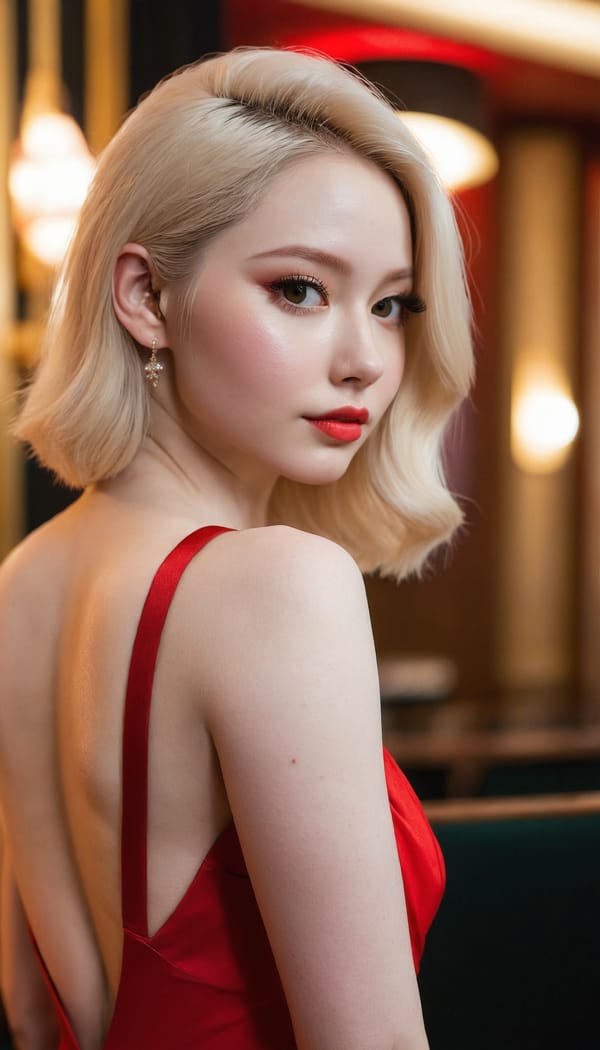 Tags: 21872187, SDXL
{"3": {"inputs": {"seed": 344916429805908, "steps": 64, "cfg": 7.02, "sampler_name": "dpmpp_2m", "scheduler": "karras", "denoise": 1.0, "model": ["27", 0], "positive": ["6", 0], "negative": ["7", 0], "latent_image": ["5", 0]}, "class_type": "KSampler"}, "4": {"inputs": {"ckpt_name": "juggernautxl.safetensors"}, "class_type": "CheckpointLoaderSimple"}, "5": {"inputs": {"width": 768, "height": 1344, "batch_size": 1}, "class_type": "EmptyLatentImage"}, "6": {"inputs": {"text": "27 year old girl, (seductive facial expression:1.01), (cute:1.00), (seductive pose:1.02), (idol:1.05), (sexy lips:1.06), (slim:0.97), (eyelashes:1.07), (detailed face:1.00), (beautiful eyes:1.04), (pale skin:1.10), (double eyelids:0.99), (perky ass:1.00), (exposed ass:1.03), (looking back:1.04), (sexy ass:1.01), (thigh gap:1.04), (wearing a low-cut red dress:1.08) at a ballroom, (skin fuzz:1.04), (natural looking skin:1.06), (soft lighting:1.09), (textured skin:1.03), (candid cinema:1.06), (detailed skin:1.03), (portra:1.00), (film:1.04), (RAW:1.02)", "clip": ["27", 1]}, "class_type": "CLIPTextEncode"}, "7": {"inputs": {"text": "(open mouth:1.07), (bad hands:1.08), (watermark:1.14), (twisted:1.06), (low resolution:1.07), (worst quality:1.12), (distorted:1.05)", "clip": ["27", 1]}, "class_type": "CLIPTextEncode"}, "8": {"inputs": {"samples": ["3", 0], "vae": ["4", 2]}, "class_type": "VAEDecode"}, "25": {"inputs": {"lora_name": "nudify_xl.safetensors", "strength_model": 0.24, "strength_clip": 0.12, "model": ["4", 0], "clip": ["4", 1]}, "class_type": "LoraLoader"}, "26": {"inputs": {"lora_name": "shirtlift_SDXL_v2.safetensors", "strength_model": 0.08, "strength_clip": 0.17, "model": ["25", 0], "clip": ["25", 1]}, "class_type": "LoraLoader"}, "27": {"inputs": {"lora_name": "PerfectEyesXL.safetensors", "strength_model": 0.18, "strength_clip": 0.17, "model": ["26", 0], "clip": ["26", 1]}, "class_type": "LoraLoader"}, "30": {"inputs": {"model_name": "4x_NMKD-Superscale-SP_178000_G.pth"}, "class_type": "UpscaleModelLoader"}, "31": {"inputs": {"upscale_model": ["30", 0], "image": ["8", 0]}, "class_type": "ImageUpscaleWithModel"}, "32": {"inputs": {"upscale_method": "lanczos", "scale_by": 0.5, "image": ["31", 0]}, "class_type": "ImageScaleBy"}, "33": {"inputs": {"pixels": ["32", 0], "vae": ["4", 2]}, "class_type": "VAEEncode"}, "34": {"inputs": {"seed": 344916429805908, "steps": 64, "cfg": 7.02, "sampler_name": "dpmpp_2m", "scheduler": "karras", "denoise": 0.3, "model": ["27", 0], "positive": ["6", 0], "negative": ["7", 0], "latent_image": ["33", 0]}, "class_type": "KSampler"}, "36": {"inputs": {"samples": ["34", 0], "vae": ["4", 2]}, "class_type": "VAEDecode"}, "39": {"inputs": {"filename_prefix": "comfyapi-1713805913226", "images": ["36", 0]}, "class_type": "SaveImage"}}