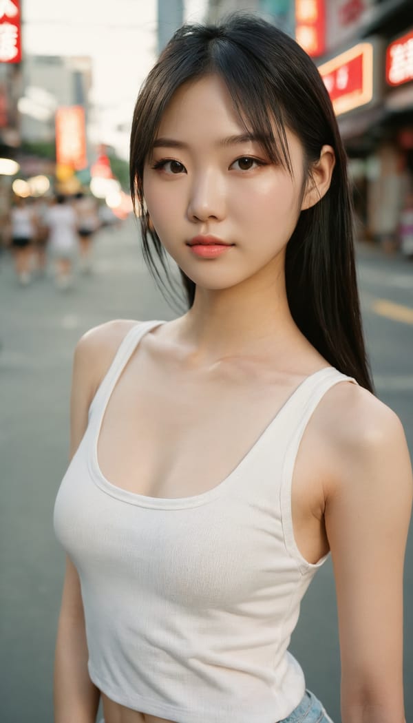 Tags: 21872187, SDXL
{"3": {"inputs": {"seed": 646620483114602, "steps": 32, "cfg": 5.26, "sampler_name": "dpmpp_2m", "scheduler": "karras", "denoise": 1.0, "model": ["27", 0], "positive": ["6", 0], "negative": ["7", 0], "latent_image": ["5", 0]}, "class_type": "KSampler"}, "4": {"inputs": {"ckpt_name": "juggernautxl.safetensors"}, "class_type": "CheckpointLoaderSimple"}, "5": {"inputs": {"width": 768, "height": 1344, "batch_size": 1}, "class_type": "EmptyLatentImage"}, "6": {"inputs": {"text": "22 year old girl, (chinese:1.11), (slim:1.05), (detailed face:1.00), (cute:1.06), (sexy lips:1.11), (blush:1.02), (seductive pose:1.08), (seductive facial expression:1.02), (pale skin:1.14), (double eyelids:1.10), (temptress:1.08), (idol:1.01), (eyelashes:0.98), (perky ass:1.00), (exposed ass:1.14), (looking back:1.09), (sexy ass:1.09), (thigh gap:1.04), (white tanktop:1.12), busy street, (film:1.04), (RAW:1.02), (skin fuzz:1.01), (portra:1.05), (soft lighting:1.02), (candid cinema:1.09), (textured skin:1.09), (detailed skin:1.04), (natural looking skin:1.04)", "clip": ["27", 1]}, "class_type": "CLIPTextEncode"}, "7": {"inputs": {"text": "(twisted:1.06), (bad hands:1.13), (open mouth:1.11), (watermark:1.08), (worst quality:1.06), (low resolution:1.13), (distorted:1.10)", "clip": ["27", 1]}, "class_type": "CLIPTextEncode"}, "8": {"inputs": {"samples": ["3", 0], "vae": ["4", 2]}, "class_type": "VAEDecode"}, "25": {"inputs": {"lora_name": "nudify_xl.safetensors", "strength_model": 0.06, "strength_clip": 0.26, "model": ["4", 0], "clip": ["4", 1]}, "class_type": "LoraLoader"}, "26": {"inputs": {"lora_name": "shirtlift_SDXL_v2.safetensors", "strength_model": 0.13, "strength_clip": 0.11, "model": ["25", 0], "clip": ["25", 1]}, "class_type": "LoraLoader"}, "27": {"inputs": {"lora_name": "PerfectEyesXL.safetensors", "strength_model": 0.03, "strength_clip": 0.15, "model": ["26", 0], "clip": ["26", 1]}, "class_type": "LoraLoader"}, "30": {"inputs": {"model_name": "4x_NMKD-Superscale-SP_178000_G.pth"}, "class_type": "UpscaleModelLoader"}, "31": {"inputs": {"upscale_model": ["30", 0], "image": ["8", 0]}, "class_type": "ImageUpscaleWithModel"}, "32": {"inputs": {"upscale_method": "lanczos", "scale_by": 0.5, "image": ["31", 0]}, "class_type": "ImageScaleBy"}, "33": {"inputs": {"pixels": ["32", 0], "vae": ["4", 2]}, "class_type": "VAEEncode"}, "34": {"inputs": {"seed": 646620483114602, "steps": 32, "cfg": 5.26, "sampler_name": "dpmpp_2m", "scheduler": "karras", "denoise": 0.3, "model": ["27", 0], "positive": ["6", 0], "negative": ["7", 0], "latent_image": ["33", 0]}, "class_type": "KSampler"}, "36": {"inputs": {"samples": ["34", 0], "vae": ["4", 2]}, "class_type": "VAEDecode"}, "39": {"inputs": {"filename_prefix": "comfyapi-1724722134087", "images": ["36", 0]}, "class_type": "SaveImage"}}