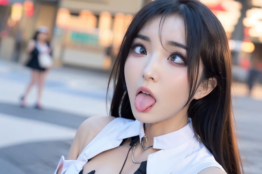 Tags: 21872187
<lora:mix4:0.56>, <lora:taiwanDollLikeness_v20:0.51>, (school uniform:1.02), (large breasts:0.92), choker, busy street in urban city, <lora:ahegao-x-v4:0.94>, ahegao face, pleasure, extremely detailed eyes, extremely detailed face, cute, (photorealistic:0.99), sexy lips, seductive smile, eyelashes, pale skin, perky breasts, full body portrait, 4K, RAW, sharp, (long slim legs:0.94), blush, 1girl, solo, (stunningly attractive:1.00), (dramatic:1.17)
Negative prompt: drawings, paintings, (worst quality:1.91)
Steps: 32, Sampler: DPM++ 2M Karras, CFG scale: 7.07, Seed: 2491860153, Size: 768x512, Model hash: fc2511737a, Model: chilloutmix_NiPrunedFp32Fix, Seed resize from: -1x-1, Denoising strength: 0.35, Version: v1.2.1, Hires upscale: 2.5, Hires steps: 16, Hires upscaler: ESRGAN_4x