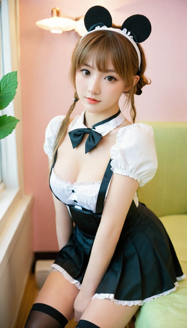 Tags: 21872187, SDXL
{"3": {"inputs": {"seed": 188814487832126, "steps": 64, "cfg": 6.59, "sampler_name": "dpmpp_2m", "scheduler": "karras", "denoise": 1.0, "model": ["27", 0], "positive": ["6", 0], "negative": ["7", 0], "latent_image": ["5", 0]}, "class_type": "KSampler"}, "4": {"inputs": {"ckpt_name": "leosamsHelloworldSDXL_helloworldSDXL32DPO.safetensors"}, "class_type": "CheckpointLoaderSimple"}, "5": {"inputs": {"width": 768, "height": 1344, "batch_size": 1}, "class_type": "EmptyLatentImage"}, "6": {"inputs": {"text": "20 year old girl, (irish:0.99), (seductive pose:1.06), (detailed face:0.96), (slim:0.96), (blush:1.04), (sexy lips:1.00), (pale skin:1.04), (temptress:1.03), (idol:1.04), (cute:0.96), (eyelashes:1.12), (seductive facial expression:1.13), (beautiful eyes:1.04), (double eyelids:1.08), (perky ass:0.95), (exposed ass:1.03), (looking back:1.13), (sexy ass:0.98), (thigh gap:0.96), in a (skimpy maid costume:1.13) working at a maid cafe, choker, bowtie, headband, pleated skirt, (natural looking skin:1.00), (skin fuzz:1.06), (candid cinema:1.02), (portra:1.04), (film:1.02), (textured skin:1.05), (detailed skin:1.06), (RAW:1.03), (soft lighting:1.07)", "clip": ["27", 1]}, "class_type": "CLIPTextEncode"}, "7": {"inputs": {"text": "(open mouth:1.07), (distorted:1.11), (watermark:1.05), (bad hands:1.09), (twisted:1.07), (worst quality:1.10), (low resolution:1.14)", "clip": ["27", 1]}, "class_type": "CLIPTextEncode"}, "8": {"inputs": {"samples": ["3", 0], "vae": ["4", 2]}, "class_type": "VAEDecode"}, "25": {"inputs": {"lora_name": "nudify_xl.safetensors", "strength_model": 0.38, "strength_clip": 0.17, "model": ["4", 0], "clip": ["4", 1]}, "class_type": "LoraLoader"}, "26": {"inputs": {"lora_name": "shirtlift_SDXL_v2.safetensors", "strength_model": 0.16, "strength_clip": 0.09, "model": ["25", 0], "clip": ["25", 1]}, "class_type": "LoraLoader"}, "27": {"inputs": {"lora_name": "PerfectEyesXL.safetensors", "strength_model": 0.01, "strength_clip": 0.11, "model": ["26", 0], "clip": ["26", 1]}, "class_type": "LoraLoader"}, "30": {"inputs": {"model_name": "4x_NMKD-Superscale-SP_178000_G.pth"}, "class_type": "UpscaleModelLoader"}, "31": {"inputs": {"upscale_model": ["30", 0], "image": ["8", 0]}, "class_type": "ImageUpscaleWithModel"}, "32": {"inputs": {"upscale_method": "lanczos", "scale_by": 0.5, "image": ["31", 0]}, "class_type": "ImageScaleBy"}, "33": {"inputs": {"pixels": ["32", 0], "vae": ["4", 2]}, "class_type": "VAEEncode"}, "34": {"inputs": {"seed": 188814487832126, "steps": 64, "cfg": 6.59, "sampler_name": "dpmpp_2m", "scheduler": "karras", "denoise": 0.3, "model": ["27", 0], "positive": ["6", 0], "negative": ["7", 0], "latent_image": ["33", 0]}, "class_type": "KSampler"}, "36": {"inputs": {"samples": ["34", 0], "vae": ["4", 2]}, "class_type": "VAEDecode"}, "39": {"inputs": {"filename_prefix": "comfyapi-1708138303528", "images": ["36", 0]}, "class_type": "SaveImage"}}